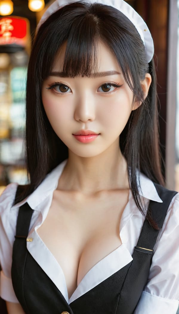 Tags: 21872187, SDXL
{"3": {"inputs": {"seed": 581745154120782, "steps": 64, "cfg": 6.75, "sampler_name": "dpmpp_2m", "scheduler": "karras", "denoise": 1.0, "model": ["27", 0], "positive": ["6", 0], "negative": ["7", 0], "latent_image": ["5", 0]}, "class_type": "KSampler"}, "4": {"inputs": {"ckpt_name": "juggernautxl.safetensors"}, "class_type": "CheckpointLoaderSimple"}, "5": {"inputs": {"width": 768, "height": 1344, "batch_size": 1}, "class_type": "EmptyLatentImage"}, "6": {"inputs": {"text": "18 year old girl, (korean:1.12), (chinese:1.03), (japanese:1.11), (pale skin:1.01), (seductive pose:0.98), (seductive facial expression:1.08), (double eyelids:1.03), (beautiful eyes:1.06), (temptress:1.08), (sexy lips:1.14), (detailed face:1.07), (blush:0.98), (eyelashes:1.14), (cute:1.13), (slim:1.01), (idol:1.00), (in a seductive pose:0.96), (large perky breasts:0.99), (cleavage:1.13), (thigh gap:1.00), (a waitress in uniform:1.14) working at a restaurant, (detailed skin:1.06), (portra:1.04), (candid cinema:1.05), (textured skin:1.05), (film:1.02), (skin fuzz:1.07), (soft lighting:1.01), (natural looking skin:1.06), (RAW:1.05)", "clip": ["27", 1]}, "class_type": "CLIPTextEncode"}, "7": {"inputs": {"text": "(watermark:1.11), (bad hands:1.07), (open mouth:1.05), (worst quality:1.12), (twisted:1.14), (distorted:1.06), (low resolution:1.13)", "clip": ["27", 1]}, "class_type": "CLIPTextEncode"}, "8": {"inputs": {"samples": ["3", 0], "vae": ["4", 2]}, "class_type": "VAEDecode"}, "25": {"inputs": {"lora_name": "nudify_xl.safetensors", "strength_model": 0.26, "strength_clip": 0.34, "model": ["4", 0], "clip": ["4", 1]}, "class_type": "LoraLoader"}, "26": {"inputs": {"lora_name": "shirtlift_SDXL_v2.safetensors", "strength_model": 0.08, "strength_clip": 0.09, "model": ["25", 0], "clip": ["25", 1]}, "class_type": "LoraLoader"}, "27": {"inputs": {"lora_name": "PerfectEyesXL.safetensors", "strength_model": 0.16, "strength_clip": 0.15, "model": ["26", 0], "clip": ["26", 1]}, "class_type": "LoraLoader"}, "30": {"inputs": {"model_name": "4x_NMKD-Superscale-SP_178000_G.pth"}, "class_type": "UpscaleModelLoader"}, "31": {"inputs": {"upscale_model": ["30", 0], "image": ["8", 0]}, "class_type": "ImageUpscaleWithModel"}, "32": {"inputs": {"upscale_method": "lanczos", "scale_by": 0.5, "image": ["31", 0]}, "class_type": "ImageScaleBy"}, "33": {"inputs": {"pixels": ["32", 0], "vae": ["4", 2]}, "class_type": "VAEEncode"}, "34": {"inputs": {"seed": 581745154120782, "steps": 64, "cfg": 6.75, "sampler_name": "dpmpp_2m", "scheduler": "karras", "denoise": 0.3, "model": ["27", 0], "positive": ["6", 0], "negative": ["7", 0], "latent_image": ["33", 0]}, "class_type": "KSampler"}, "36": {"inputs": {"samples": ["34", 0], "vae": ["4", 2]}, "class_type": "VAEDecode"}, "39": {"inputs": {"filename_prefix": "comfyapi-1717048918851", "images": ["36", 0]}, "class_type": "SaveImage"}}