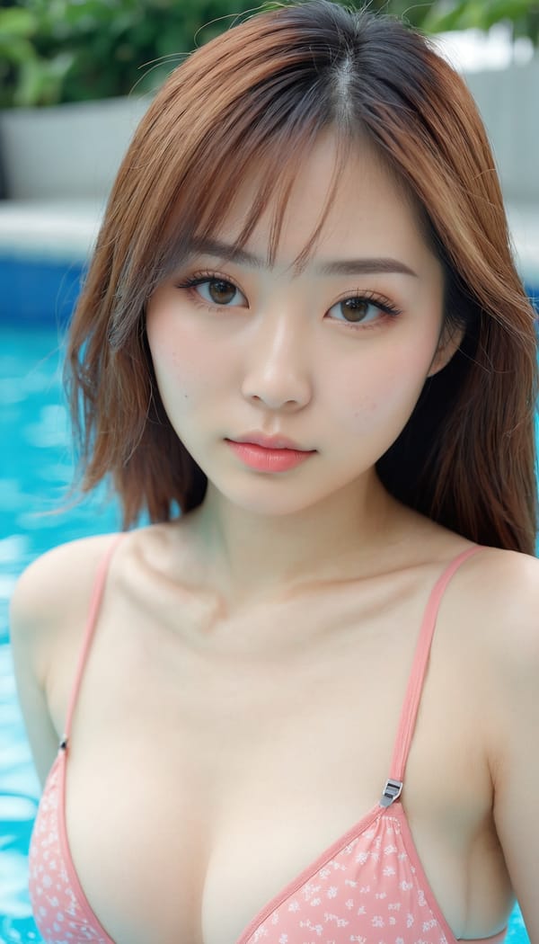 Tags: 21872187, SDXL
{"3": {"inputs": {"seed": 209867942043903, "steps": 32, "cfg": 7.06, "sampler_name": "dpmpp_2m", "scheduler": "karras", "denoise": 1.0, "model": ["27", 0], "positive": ["6", 0], "negative": ["7", 0], "latent_image": ["5", 0]}, "class_type": "KSampler"}, "4": {"inputs": {"ckpt_name": "juggernautxl.safetensors"}, "class_type": "CheckpointLoaderSimple"}, "5": {"inputs": {"width": 768, "height": 1344, "batch_size": 1}, "class_type": "EmptyLatentImage"}, "6": {"inputs": {"text": "25 year old girl, (taiwanese:1.11), (japanese:1.04), (russian:1.07), (slim:1.07), (eyelashes:0.97), (detailed face:0.97), (seductive facial expression:1.08), (blush:1.13), (idol:1.13), (seductive pose:0.96), (double eyelids:1.13), (pale skin:1.09), (temptress:1.06), (cute:1.09), (beautiful eyes:1.14), (in a seductive pose:1.05), (large perky breasts:1.05), (cleavage:1.13), (thigh gap:1.14), (in a swimsuit:0.96) at a pool, (film:1.02), (portra:1.01), (RAW:1.01), (skin fuzz:1.02), (detailed skin:1.08), (natural looking skin:1.01), (candid cinema:1.04), (textured skin:1.02), (soft lighting:1.09)", "clip": ["27", 1]}, "class_type": "CLIPTextEncode"}, "7": {"inputs": {"text": "(open mouth:1.06), (worst quality:1.05), (twisted:1.09), (distorted:1.12), (bad hands:1.10), (low resolution:1.08)", "clip": ["27", 1]}, "class_type": "CLIPTextEncode"}, "8": {"inputs": {"samples": ["3", 0], "vae": ["4", 2]}, "class_type": "VAEDecode"}, "25": {"inputs": {"lora_name": "nudify_xl.safetensors", "strength_model": 0.15, "strength_clip": 0.27, "model": ["4", 0], "clip": ["4", 1]}, "class_type": "LoraLoader"}, "26": {"inputs": {"lora_name": "shirtlift_SDXL_v2.safetensors", "strength_model": 0.07, "strength_clip": 0.09, "model": ["25", 0], "clip": ["25", 1]}, "class_type": "LoraLoader"}, "27": {"inputs": {"lora_name": "PerfectEyesXL.safetensors", "strength_model": 0.12, "strength_clip": 0.07, "model": ["26", 0], "clip": ["26", 1]}, "class_type": "LoraLoader"}, "30": {"inputs": {"model_name": "4x_NMKD-Superscale-SP_178000_G.pth"}, "class_type": "UpscaleModelLoader"}, "31": {"inputs": {"upscale_model": ["30", 0], "image": ["8", 0]}, "class_type": "ImageUpscaleWithModel"}, "32": {"inputs": {"upscale_method": "lanczos", "scale_by": 0.5, "image": ["31", 0]}, "class_type": "ImageScaleBy"}, "33": {"inputs": {"pixels": ["32", 0], "vae": ["4", 2]}, "class_type": "VAEEncode"}, "34": {"inputs": {"seed": 209867942043903, "steps": 32, "cfg": 7.06, "sampler_name": "dpmpp_2m", "scheduler": "karras", "denoise": 0.3, "model": ["27", 0], "positive": ["6", 0], "negative": ["7", 0], "latent_image": ["33", 0]}, "class_type": "KSampler"}, "36": {"inputs": {"samples": ["34", 0], "vae": ["4", 2]}, "class_type": "VAEDecode"}, "39": {"inputs": {"filename_prefix": "comfyapi-1735312051809", "images": ["36", 0]}, "class_type": "SaveImage"}}