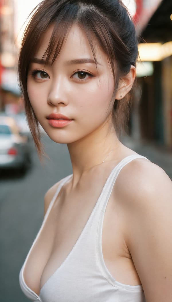 Tags: 21872187, SDXL
{"3": {"inputs": {"seed": 669976697930553, "steps": 32, "cfg": 5.31, "sampler_name": "dpmpp_2m", "scheduler": "karras", "denoise": 1.0, "model": ["27", 0], "positive": ["6", 0], "negative": ["7", 0], "latent_image": ["5", 0]}, "class_type": "KSampler"}, "4": {"inputs": {"ckpt_name": "juggernautxl.safetensors"}, "class_type": "CheckpointLoaderSimple"}, "5": {"inputs": {"width": 768, "height": 1344, "batch_size": 1}, "class_type": "EmptyLatentImage"}, "6": {"inputs": {"text": "25 year old girl, (double eyelids:0.97), (seductive facial expression:1.06), (detailed face:0.96), (eyelashes:0.99), (sexy lips:1.09), (blush:0.97), (cute:1.03), (slim:1.03), (idol:1.14), (temptress:0.97), (beautiful eyes:1.01), (seductive pose:1.04), (pale skin:1.11), (perky ass:1.02), (exposed ass:1.04), (looking back:1.05), (sexy ass:0.97), (thigh gap:1.00), (white tanktop:0.99), busy street, (RAW:1.07), (film:1.08), (skin fuzz:1.08), (detailed skin:1.07), (portra:1.03), (soft lighting:1.08), (natural looking skin:1.09), (textured skin:1.05), (candid cinema:1.00)", "clip": ["27", 1]}, "class_type": "CLIPTextEncode"}, "7": {"inputs": {"text": "(low resolution:1.05), (open mouth:1.11), (distorted:1.14), (twisted:1.06), (watermark:1.11), (bad hands:1.08), (worst quality:1.06)", "clip": ["27", 1]}, "class_type": "CLIPTextEncode"}, "8": {"inputs": {"samples": ["3", 0], "vae": ["4", 2]}, "class_type": "VAEDecode"}, "25": {"inputs": {"lora_name": "nudify_xl.safetensors", "strength_model": 0.18, "strength_clip": 0.25, "model": ["4", 0], "clip": ["4", 1]}, "class_type": "LoraLoader"}, "26": {"inputs": {"lora_name": "shirtlift_SDXL_v2.safetensors", "strength_model": 0.0, "strength_clip": 0.04, "model": ["25", 0], "clip": ["25", 1]}, "class_type": "LoraLoader"}, "27": {"inputs": {"lora_name": "PerfectEyesXL.safetensors", "strength_model": 0.0, "strength_clip": 0.04, "model": ["26", 0], "clip": ["26", 1]}, "class_type": "LoraLoader"}, "30": {"inputs": {"model_name": "4x_NMKD-Superscale-SP_178000_G.pth"}, "class_type": "UpscaleModelLoader"}, "31": {"inputs": {"upscale_model": ["30", 0], "image": ["8", 0]}, "class_type": "ImageUpscaleWithModel"}, "32": {"inputs": {"upscale_method": "lanczos", "scale_by": 0.5, "image": ["31", 0]}, "class_type": "ImageScaleBy"}, "33": {"inputs": {"pixels": ["32", 0], "vae": ["4", 2]}, "class_type": "VAEEncode"}, "34": {"inputs": {"seed": 669976697930553, "steps": 32, "cfg": 5.31, "sampler_name": "dpmpp_2m", "scheduler": "karras", "denoise": 0.3, "model": ["27", 0], "positive": ["6", 0], "negative": ["7", 0], "latent_image": ["33", 0]}, "class_type": "KSampler"}, "36": {"inputs": {"samples": ["34", 0], "vae": ["4", 2]}, "class_type": "VAEDecode"}, "39": {"inputs": {"filename_prefix": "comfyapi-1715847885485", "images": ["36", 0]}, "class_type": "SaveImage"}}