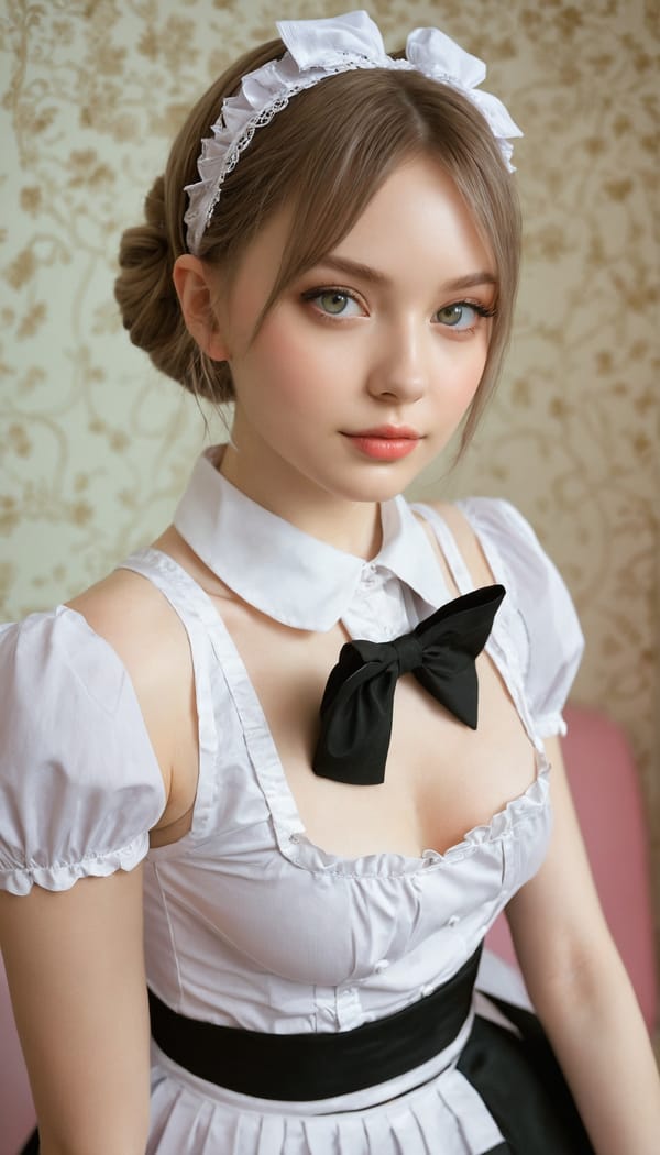 Tags: 21872187, SDXL
{"3": {"inputs": {"seed": 665527973458836, "steps": 64, "cfg": 5.3, "sampler_name": "dpmpp_2m", "scheduler": "karras", "denoise": 1.0, "model": ["27", 0], "positive": ["6", 0], "negative": ["7", 0], "latent_image": ["5", 0]}, "class_type": "KSampler"}, "4": {"inputs": {"ckpt_name": "juggernautxl.safetensors"}, "class_type": "CheckpointLoaderSimple"}, "5": {"inputs": {"width": 768, "height": 1344, "batch_size": 1}, "class_type": "EmptyLatentImage"}, "6": {"inputs": {"text": "23 year old girl, (ukrainian:1.14), (russian:1.14), (slim:1.08), (seductive pose:0.96), (blush:1.00), (beautiful eyes:1.03), (sexy lips:1.08), (temptress:1.05), (pale skin:1.12), (idol:1.05), (detailed face:1.06), (double eyelids:1.00), (seductive facial expression:0.95), (perky ass:1.00), (exposed ass:1.00), (looking back:0.97), (sexy ass:1.03), (thigh gap:0.97), in a (skimpy maid costume:1.14) working at a maid cafe, choker, bowtie, headband, pleated skirt, (candid cinema:1.09), (textured skin:1.05), (portra:1.08), (film:1.09), (RAW:1.00), (skin fuzz:1.09), (soft lighting:1.04), (natural looking skin:1.06), (detailed skin:1.00)", "clip": ["27", 1]}, "class_type": "CLIPTextEncode"}, "7": {"inputs": {"text": "(watermark:1.10), (open mouth:1.08), (worst quality:1.06), (twisted:1.13), (low resolution:1.07), (distorted:1.09), (bad hands:1.06)", "clip": ["27", 1]}, "class_type": "CLIPTextEncode"}, "8": {"inputs": {"samples": ["3", 0], "vae": ["4", 2]}, "class_type": "VAEDecode"}, "25": {"inputs": {"lora_name": "nudify_xl.safetensors", "strength_model": 0.09, "strength_clip": 0.33, "model": ["4", 0], "clip": ["4", 1]}, "class_type": "LoraLoader"}, "26": {"inputs": {"lora_name": "shirtlift_SDXL_v2.safetensors", "strength_model": 0.03, "strength_clip": 0.16, "model": ["25", 0], "clip": ["25", 1]}, "class_type": "LoraLoader"}, "27": {"inputs": {"lora_name": "PerfectEyesXL.safetensors", "strength_model": 0.09, "strength_clip": 0.13, "model": ["26", 0], "clip": ["26", 1]}, "class_type": "LoraLoader"}, "30": {"inputs": {"model_name": "4x_NMKD-Superscale-SP_178000_G.pth"}, "class_type": "UpscaleModelLoader"}, "31": {"inputs": {"upscale_model": ["30", 0], "image": ["8", 0]}, "class_type": "ImageUpscaleWithModel"}, "32": {"inputs": {"upscale_method": "lanczos", "scale_by": 0.5, "image": ["31", 0]}, "class_type": "ImageScaleBy"}, "33": {"inputs": {"pixels": ["32", 0], "vae": ["4", 2]}, "class_type": "VAEEncode"}, "34": {"inputs": {"seed": 665527973458836, "steps": 64, "cfg": 5.3, "sampler_name": "dpmpp_2m", "scheduler": "karras", "denoise": 0.3, "model": ["27", 0], "positive": ["6", 0], "negative": ["7", 0], "latent_image": ["33", 0]}, "class_type": "KSampler"}, "36": {"inputs": {"samples": ["34", 0], "vae": ["4", 2]}, "class_type": "VAEDecode"}, "39": {"inputs": {"filename_prefix": "comfyapi-1724573166186", "images": ["36", 0]}, "class_type": "SaveImage"}}