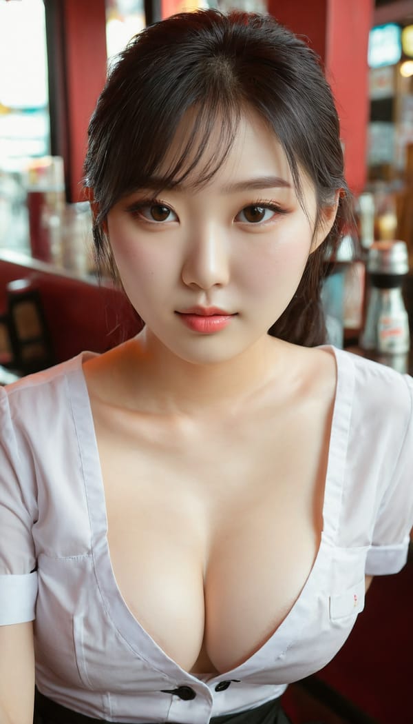 Tags: 21872187, SDXL
{"3": {"inputs": {"seed": 230497495033021, "steps": 32, "cfg": 6.13, "sampler_name": "dpmpp_2m", "scheduler": "karras", "denoise": 1.0, "model": ["27", 0], "positive": ["6", 0], "negative": ["7", 0], "latent_image": ["5", 0]}, "class_type": "KSampler"}, "4": {"inputs": {"ckpt_name": "juggernautxl.safetensors"}, "class_type": "CheckpointLoaderSimple"}, "5": {"inputs": {"width": 768, "height": 1344, "batch_size": 1}, "class_type": "EmptyLatentImage"}, "6": {"inputs": {"text": "21 year old girl, (korean:1.12), (temptress:1.06), (cute:0.95), (slim:1.06), (pale skin:0.95), (beautiful eyes:1.05), (seductive facial expression:1.01), (sexy lips:1.00), (idol:1.14), (eyelashes:0.97), (double eyelids:1.02), (detailed face:1.10), (in a seductive pose:1.04), (large perky breasts:1.08), (cleavage:1.07), (thigh gap:1.03), (a waitress in uniform:1.09) working at a restaurant, (RAW:1.01), (candid cinema:1.09), (textured skin:1.08), (skin fuzz:1.02), (film:1.00), (detailed skin:1.09), (natural looking skin:1.01), (portra:1.00)", "clip": ["27", 1]}, "class_type": "CLIPTextEncode"}, "7": {"inputs": {"text": "(bad hands:1.11), (watermark:1.13), (twisted:1.13), (low resolution:1.07), (distorted:1.13), (open mouth:1.13), (worst quality:1.06)", "clip": ["27", 1]}, "class_type": "CLIPTextEncode"}, "8": {"inputs": {"samples": ["3", 0], "vae": ["4", 2]}, "class_type": "VAEDecode"}, "25": {"inputs": {"lora_name": "nudify_xl.safetensors", "strength_model": 0.3, "strength_clip": 0.0, "model": ["4", 0], "clip": ["4", 1]}, "class_type": "LoraLoader"}, "26": {"inputs": {"lora_name": "shirtlift_SDXL_v2.safetensors", "strength_model": 0.14, "strength_clip": 0.02, "model": ["25", 0], "clip": ["25", 1]}, "class_type": "LoraLoader"}, "27": {"inputs": {"lora_name": "PerfectEyesXL.safetensors", "strength_model": 0.18, "strength_clip": 0.16, "model": ["26", 0], "clip": ["26", 1]}, "class_type": "LoraLoader"}, "30": {"inputs": {"model_name": "4x_NMKD-Superscale-SP_178000_G.pth"}, "class_type": "UpscaleModelLoader"}, "31": {"inputs": {"upscale_model": ["30", 0], "image": ["8", 0]}, "class_type": "ImageUpscaleWithModel"}, "32": {"inputs": {"upscale_method": "lanczos", "scale_by": 0.5, "image": ["31", 0]}, "class_type": "ImageScaleBy"}, "33": {"inputs": {"pixels": ["32", 0], "vae": ["4", 2]}, "class_type": "VAEEncode"}, "34": {"inputs": {"seed": 230497495033021, "steps": 32, "cfg": 6.13, "sampler_name": "dpmpp_2m", "scheduler": "karras", "denoise": 0.3, "model": ["27", 0], "positive": ["6", 0], "negative": ["7", 0], "latent_image": ["33", 0]}, "class_type": "KSampler"}, "36": {"inputs": {"samples": ["34", 0], "vae": ["4", 2]}, "class_type": "VAEDecode"}, "39": {"inputs": {"filename_prefix": "comfyapi-1714714155481", "images": ["36", 0]}, "class_type": "SaveImage"}}