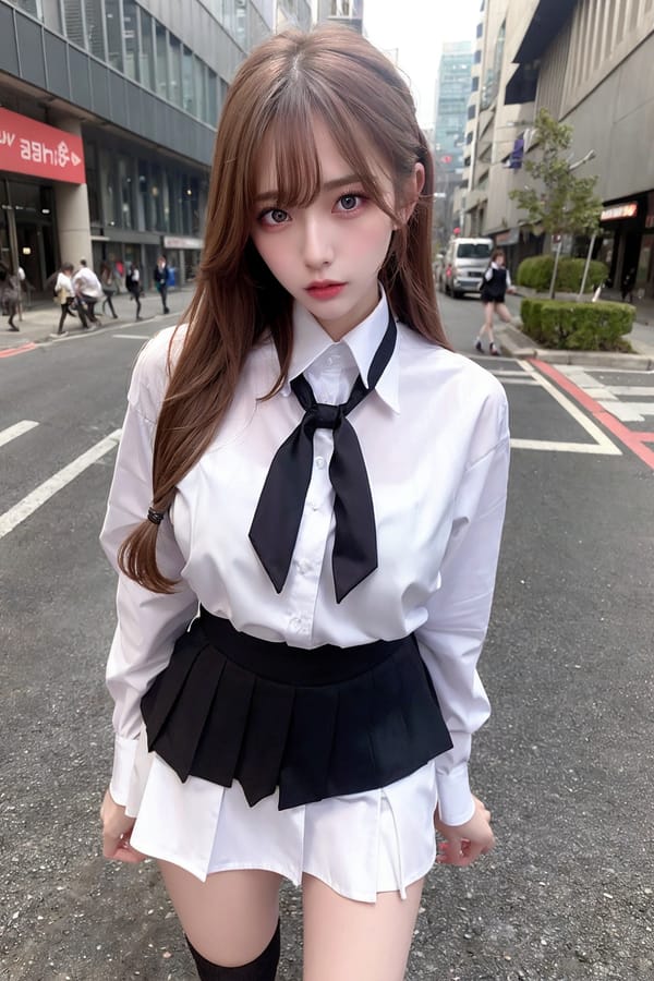 Tags: 21872187
<lora:JapaneseDollLikeness_v15:0.38>, <lora:taiwanDollLikeness_v20:0.36>, <lora:YaeMiko_Test:0.42>, (school uniform:1.05), (large breasts:0.94), choker, busy street in urban city, (seductive pose:1.07), extremely detailed eyes, extremely detailed face, cute, (photorealistic:1.05), sexy lips, eyelashes, pale skin, perky breasts, full body portrait, RAW, delicate and beautiful girl, (dramatic:1.05)
Negative prompt: drawings, (worst quality:1.90)
Steps: 64, Sampler: DPM++ 2M Karras, CFG scale: 5.34, Seed: 3805195893, Size: 512x768, Model hash: fc2511737a, Model: chilloutmix_NiPrunedFp32Fix, Seed resize from: -1x-1, Denoising strength: 0.4, Version: v1.2.1, Hires upscale: 2.5, Hires steps: 48, Hires upscaler: ESRGAN_4x