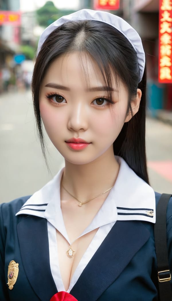 Tags: 21872187, SDXL
{"3": {"inputs": {"seed": 155436957938346, "steps": 32, "cfg": 6.83, "sampler_name": "dpmpp_2m", "scheduler": "karras", "denoise": 1.0, "model": ["27", 0], "positive": ["6", 0], "negative": ["7", 0], "latent_image": ["5", 0]}, "class_type": "KSampler"}, "4": {"inputs": {"ckpt_name": "juggernautxl.safetensors"}, "class_type": "CheckpointLoaderSimple"}, "5": {"inputs": {"width": 768, "height": 1344, "batch_size": 1}, "class_type": "EmptyLatentImage"}, "6": {"inputs": {"text": "21 year old girl, (chinese:1.08), (taiwanese:1.08), (pale skin:1.11), (double eyelids:1.14), (slim:1.05), (sexy lips:0.97), (seductive facial expression:1.05), (detailed face:0.96), (blush:1.09), (idol:0.99), (eyelashes:1.01), (beautiful eyes:1.12), (cute:1.06), (temptress:1.06), (in a seductive pose:1.13), (large perky breasts:1.07), (cleavage:0.96), (thigh gap:1.14), (school uniform:1.10), choker, busy street, (detailed skin:1.02), (skin fuzz:1.07), (textured skin:1.09), (natural looking skin:1.04), (film:1.01), (candid cinema:1.04), (portra:1.07), (soft lighting:1.02), (RAW:1.05)", "clip": ["27", 1]}, "class_type": "CLIPTextEncode"}, "7": {"inputs": {"text": "(bad hands:1.06), (distorted:1.11), (twisted:1.06), (watermark:1.14), (open mouth:1.11), (worst quality:1.10), (low resolution:1.13)", "clip": ["27", 1]}, "class_type": "CLIPTextEncode"}, "8": {"inputs": {"samples": ["3", 0], "vae": ["4", 2]}, "class_type": "VAEDecode"}, "25": {"inputs": {"lora_name": "nudify_xl.safetensors", "strength_model": 0.35, "strength_clip": 0.21, "model": ["4", 0], "clip": ["4", 1]}, "class_type": "LoraLoader"}, "26": {"inputs": {"lora_name": "shirtlift_SDXL_v2.safetensors", "strength_model": 0.14, "strength_clip": 0.13, "model": ["25", 0], "clip": ["25", 1]}, "class_type": "LoraLoader"}, "27": {"inputs": {"lora_name": "PerfectEyesXL.safetensors", "strength_model": 0.12, "strength_clip": 0.13, "model": ["26", 0], "clip": ["26", 1]}, "class_type": "LoraLoader"}, "30": {"inputs": {"model_name": "4x_NMKD-Superscale-SP_178000_G.pth"}, "class_type": "UpscaleModelLoader"}, "31": {"inputs": {"upscale_model": ["30", 0], "image": ["8", 0]}, "class_type": "ImageUpscaleWithModel"}, "32": {"inputs": {"upscale_method": "lanczos", "scale_by": 0.5, "image": ["31", 0]}, "class_type": "ImageScaleBy"}, "33": {"inputs": {"pixels": ["32", 0], "vae": ["4", 2]}, "class_type": "VAEEncode"}, "34": {"inputs": {"seed": 155436957938346, "steps": 32, "cfg": 6.83, "sampler_name": "dpmpp_2m", "scheduler": "karras", "denoise": 0.3, "model": ["27", 0], "positive": ["6", 0], "negative": ["7", 0], "latent_image": ["33", 0]}, "class_type": "KSampler"}, "36": {"inputs": {"samples": ["34", 0], "vae": ["4", 2]}, "class_type": "VAEDecode"}, "39": {"inputs": {"filename_prefix": "comfyapi-1724522856378", "images": ["36", 0]}, "class_type": "SaveImage"}}