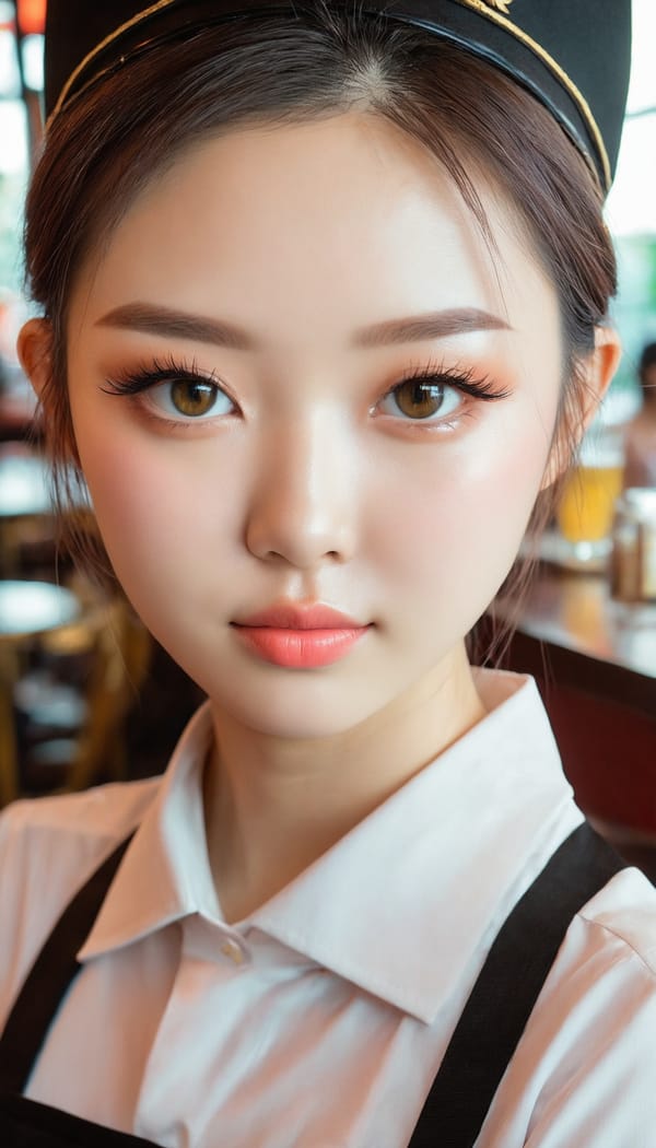 Tags: 21872187, SDXL
{"3": {"inputs": {"seed": 345187227071142, "steps": 32, "cfg": 5.84, "sampler_name": "dpmpp_2m", "scheduler": "karras", "denoise": 1.0, "model": ["27", 0], "positive": ["6", 0], "negative": ["7", 0], "latent_image": ["5", 0]}, "class_type": "KSampler"}, "4": {"inputs": {"ckpt_name": "juggernautxl.safetensors"}, "class_type": "CheckpointLoaderSimple"}, "5": {"inputs": {"width": 768, "height": 1344, "batch_size": 1}, "class_type": "EmptyLatentImage"}, "6": {"inputs": {"text": "18 year old girl, (chinese:1.13), (ukrainian:1.06), (cute:0.96), (eyelashes:1.14), (sexy lips:1.01), (slim:0.96), (detailed face:1.06), (blush:1.06), (idol:1.09), (seductive pose:0.98), (temptress:1.05), (seductive facial expression:1.00), (double eyelids:0.95), (pale skin:1.03), (beautiful eyes:1.14), (on all fours:1.14), (spreading ass cheeks:0.98), (from behind:1.01), (backboob:0.98), (a waitress in uniform:1.13) working at a restaurant, (natural looking skin:1.06), (RAW:1.09), (candid cinema:1.01), (detailed skin:1.06), (textured skin:1.00), (film:1.08), (skin fuzz:1.00), (soft lighting:1.03), (portra:1.07)", "clip": ["27", 1]}, "class_type": "CLIPTextEncode"}, "7": {"inputs": {"text": "(distorted:1.05), (low resolution:1.12), (watermark:1.09), (worst quality:1.09), (twisted:1.14), (open mouth:1.05), (bad hands:1.13)", "clip": ["27", 1]}, "class_type": "CLIPTextEncode"}, "8": {"inputs": {"samples": ["3", 0], "vae": ["4", 2]}, "class_type": "VAEDecode"}, "25": {"inputs": {"lora_name": "nudify_xl.safetensors", "strength_model": 0.1, "strength_clip": 0.26, "model": ["4", 0], "clip": ["4", 1]}, "class_type": "LoraLoader"}, "26": {"inputs": {"lora_name": "shirtlift_SDXL_v2.safetensors", "strength_model": 0.13, "strength_clip": 0.06, "model": ["25", 0], "clip": ["25", 1]}, "class_type": "LoraLoader"}, "27": {"inputs": {"lora_name": "PerfectEyesXL.safetensors", "strength_model": 0.18, "strength_clip": 0.01, "model": ["26", 0], "clip": ["26", 1]}, "class_type": "LoraLoader"}, "30": {"inputs": {"model_name": "4x_NMKD-Superscale-SP_178000_G.pth"}, "class_type": "UpscaleModelLoader"}, "31": {"inputs": {"upscale_model": ["30", 0], "image": ["8", 0]}, "class_type": "ImageUpscaleWithModel"}, "32": {"inputs": {"upscale_method": "lanczos", "scale_by": 0.5, "image": ["31", 0]}, "class_type": "ImageScaleBy"}, "33": {"inputs": {"pixels": ["32", 0], "vae": ["4", 2]}, "class_type": "VAEEncode"}, "34": {"inputs": {"seed": 345187227071142, "steps": 32, "cfg": 5.84, "sampler_name": "dpmpp_2m", "scheduler": "karras", "denoise": 0.3, "model": ["27", 0], "positive": ["6", 0], "negative": ["7", 0], "latent_image": ["33", 0]}, "class_type": "KSampler"}, "36": {"inputs": {"samples": ["34", 0], "vae": ["4", 2]}, "class_type": "VAEDecode"}, "39": {"inputs": {"filename_prefix": "comfyapi-1734538514725", "images": ["36", 0]}, "class_type": "SaveImage"}}