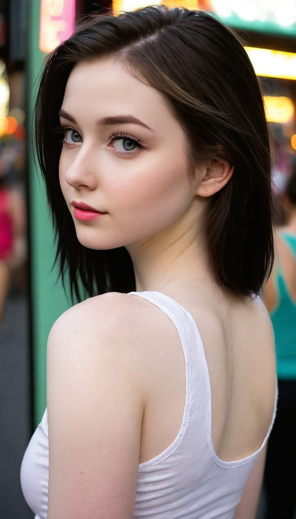 Tags: 21872187, SDXL
{"3": {"inputs": {"seed": 595348186335004, "steps": 64, "cfg": 7.94, "sampler_name": "dpmpp_2m", "scheduler": "karras", "denoise": 1.0, "model": ["27", 0], "positive": ["6", 0], "negative": ["7", 0], "latent_image": ["5", 0]}, "class_type": "KSampler"}, "4": {"inputs": {"ckpt_name": "juggernautXL_v8Rundiffusion.safetensors"}, "class_type": "CheckpointLoaderSimple"}, "5": {"inputs": {"width": 768, "height": 1344, "batch_size": 1}, "class_type": "EmptyLatentImage"}, "6": {"inputs": {"text": "22 year old girl, (pale skin:1.08), (seductive pose:1.00), (detailed face:0.97), (seductive facial expression:0.99), (temptress:1.06), (slim:1.04), (eyelashes:1.09), (beautiful eyes:1.13), (cute:1.01), (blush:1.05), (idol:1.08), (sexy lips:1.05), (perky ass:1.08), (exposed ass:1.02), (looking back:0.99), (sexy ass:1.10), (thigh gap:1.06), (white tanktop:0.97), busy street, (candid cinema:1.08), (skin fuzz:1.00), (film:1.03), (RAW:1.08), (soft lighting:1.09), (natural looking skin:1.09), (detailed skin:1.09), (textured skin:1.08), (portra:1.00)", "clip": ["27", 1]}, "class_type": "CLIPTextEncode"}, "7": {"inputs": {"text": "(twisted:1.09), (open mouth:1.14), (bad hands:1.13), (low resolution:1.07), (distorted:1.12), (worst quality:1.13), (watermark:1.09)", "clip": ["27", 1]}, "class_type": "CLIPTextEncode"}, "8": {"inputs": {"samples": ["3", 0], "vae": ["4", 2]}, "class_type": "VAEDecode"}, "25": {"inputs": {"lora_name": "nudify_xl.safetensors", "strength_model": 0.18, "strength_clip": 0.23, "model": ["4", 0], "clip": ["4", 1]}, "class_type": "LoraLoader"}, "26": {"inputs": {"lora_name": "shirtlift_SDXL_v2.safetensors", "strength_model": 0.03, "strength_clip": 0.13, "model": ["25", 0], "clip": ["25", 1]}, "class_type": "LoraLoader"}, "27": {"inputs": {"lora_name": "PerfectEyesXL.safetensors", "strength_model": 0.08, "strength_clip": 0.04, "model": ["26", 0], "clip": ["26", 1]}, "class_type": "LoraLoader"}, "30": {"inputs": {"model_name": "4x_NMKD-Superscale-SP_178000_G.pth"}, "class_type": "UpscaleModelLoader"}, "31": {"inputs": {"upscale_model": ["30", 0], "image": ["8", 0]}, "class_type": "ImageUpscaleWithModel"}, "32": {"inputs": {"upscale_method": "lanczos", "scale_by": 0.5, "image": ["31", 0]}, "class_type": "ImageScaleBy"}, "33": {"inputs": {"pixels": ["32", 0], "vae": ["4", 2]}, "class_type": "VAEEncode"}, "34": {"inputs": {"seed": 595348186335004, "steps": 64, "cfg": 7.94, "sampler_name": "dpmpp_2m", "scheduler": "karras", "denoise": 0.3, "model": ["27", 0], "positive": ["6", 0], "negative": ["7", 0], "latent_image": ["33", 0]}, "class_type": "KSampler"}, "36": {"inputs": {"samples": ["34", 0], "vae": ["4", 2]}, "class_type": "VAEDecode"}, "39": {"inputs": {"filename_prefix": "comfyapi-1707934443090", "images": ["36", 0]}, "class_type": "SaveImage"}}