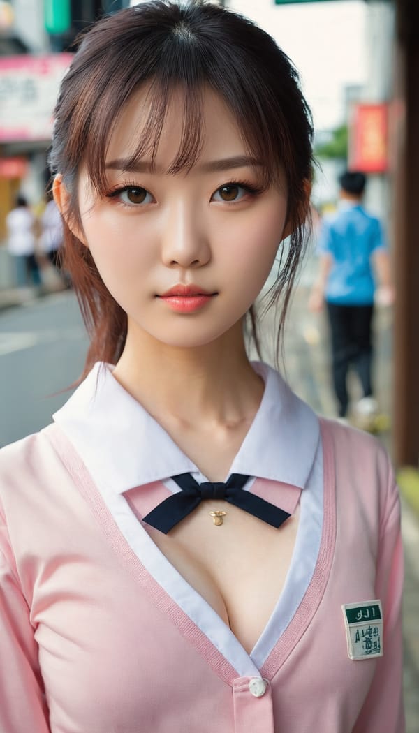 Tags: 21872187, SDXL
{"3": {"inputs": {"seed": 487266088757253, "steps": 32, "cfg": 7.11, "sampler_name": "dpmpp_2m", "scheduler": "karras", "denoise": 1.0, "model": ["27", 0], "positive": ["6", 0], "negative": ["7", 0], "latent_image": ["5", 0]}, "class_type": "KSampler"}, "4": {"inputs": {"ckpt_name": "juggernautxl.safetensors"}, "class_type": "CheckpointLoaderSimple"}, "5": {"inputs": {"width": 768, "height": 1344, "batch_size": 1}, "class_type": "EmptyLatentImage"}, "6": {"inputs": {"text": "26 year old girl, (japanese:0.99), (korean:0.96), (slim:1.01), (sexy lips:1.11), (temptress:1.11), (double eyelids:0.96), (eyelashes:1.08), (seductive pose:1.11), (detailed face:1.13), (cute:1.04), (beautiful eyes:1.06), (pale skin:1.12), (seductive facial expression:1.01), (blush:0.97), (idol:1.05), (in a seductive pose:1.10), (large perky breasts:1.09), (cleavage:0.98), (thigh gap:0.96), (school uniform:1.12), choker, busy street, (RAW:1.02), (portra:1.04), (textured skin:1.03), (detailed skin:1.07), (natural looking skin:1.04), (candid cinema:1.08), (soft lighting:1.02), (skin fuzz:1.01), (film:1.00)", "clip": ["27", 1]}, "class_type": "CLIPTextEncode"}, "7": {"inputs": {"text": "(twisted:1.11), (open mouth:1.05), (watermark:1.13), (distorted:1.05), (bad hands:1.14), (low resolution:1.05), (worst quality:1.10)", "clip": ["27", 1]}, "class_type": "CLIPTextEncode"}, "8": {"inputs": {"samples": ["3", 0], "vae": ["4", 2]}, "class_type": "VAEDecode"}, "25": {"inputs": {"lora_name": "nudify_xl.safetensors", "strength_model": 0.2, "strength_clip": 0.05, "model": ["4", 0], "clip": ["4", 1]}, "class_type": "LoraLoader"}, "26": {"inputs": {"lora_name": "shirtlift_SDXL_v2.safetensors", "strength_model": 0.03, "strength_clip": 0.0, "model": ["25", 0], "clip": ["25", 1]}, "class_type": "LoraLoader"}, "27": {"inputs": {"lora_name": "PerfectEyesXL.safetensors", "strength_model": 0.02, "strength_clip": 0.02, "model": ["26", 0], "clip": ["26", 1]}, "class_type": "LoraLoader"}, "30": {"inputs": {"model_name": "4x_NMKD-Superscale-SP_178000_G.pth"}, "class_type": "UpscaleModelLoader"}, "31": {"inputs": {"upscale_model": ["30", 0], "image": ["8", 0]}, "class_type": "ImageUpscaleWithModel"}, "32": {"inputs": {"upscale_method": "lanczos", "scale_by": 0.5, "image": ["31", 0]}, "class_type": "ImageScaleBy"}, "33": {"inputs": {"pixels": ["32", 0], "vae": ["4", 2]}, "class_type": "VAEEncode"}, "34": {"inputs": {"seed": 487266088757253, "steps": 32, "cfg": 7.11, "sampler_name": "dpmpp_2m", "scheduler": "karras", "denoise": 0.3, "model": ["27", 0], "positive": ["6", 0], "negative": ["7", 0], "latent_image": ["33", 0]}, "class_type": "KSampler"}, "36": {"inputs": {"samples": ["34", 0], "vae": ["4", 2]}, "class_type": "VAEDecode"}, "39": {"inputs": {"filename_prefix": "comfyapi-1734974161962", "images": ["36", 0]}, "class_type": "SaveImage"}}