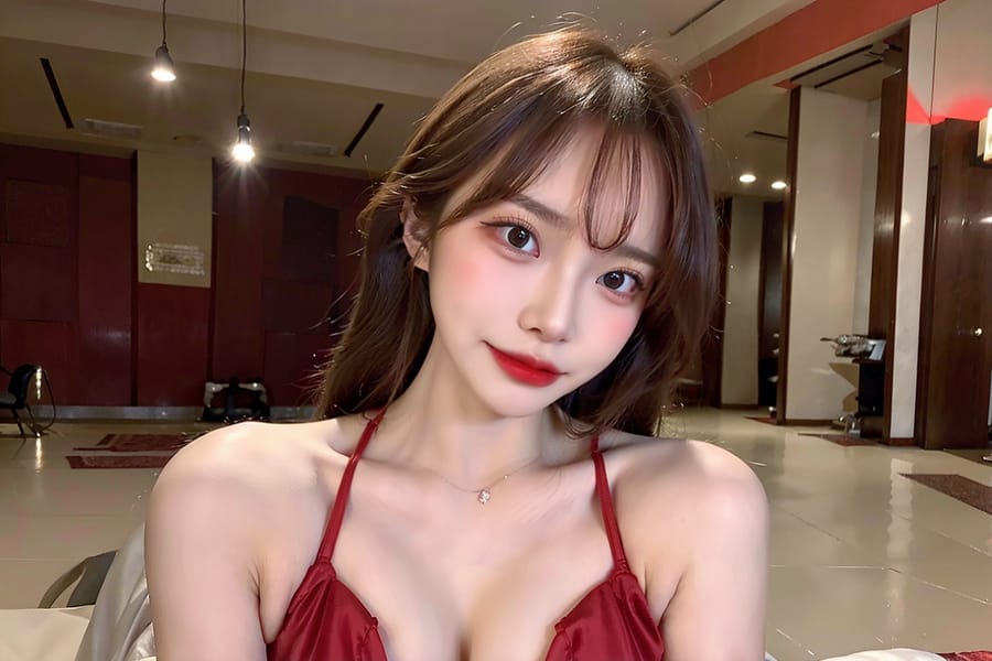 Tags: 21872187
<lora:mix4:0.47>, <lora:JapaneseDollLikeness_v15:0.62>, <lora:koreanDollLikeness:0.71>, <lora:taiwanDollLikeness_v20:0.33>, <lora:YaeMiko_Test:0.60>, (ukrainian:0.92), (low-cut red dress:1.07), hotel ballroom, ceremony, (seductive pose:0.95), extremely detailed eyes, extremely detailed face, cute, (photorealistic:0.94), sexy lips, double eyelids, textured skin, 4K, RAW, hyper realistic, tall, (long slim legs:0.95), blush, delicate and beautiful girl, solo, (stunningly attractive:1.02), (dramatic:1.06)
Negative prompt: anime, black and white, disfigured, (normal quality:1.96), (worst quality:2.01)
Steps: 32, Sampler: DPM++ 2M Karras, CFG scale: 6.96, Seed: 4109236419, Size: 768x512, Model hash: fc2511737a, Model: chilloutmix_NiPrunedFp32Fix, Seed resize from: -1x-1, Denoising strength: 0.5, Version: v1.2.1, Hires upscale: 2.0, Hires steps: 16, Hires upscaler: ESRGAN_4x