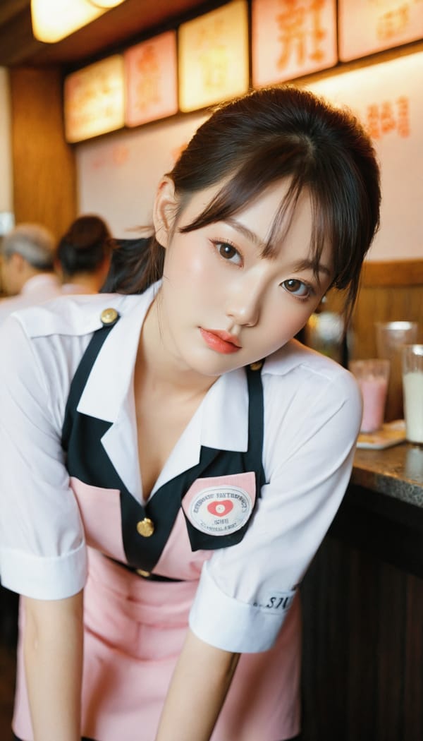 Tags: 21872187, SDXL
{"3": {"inputs": {"seed": 130775397244986, "steps": 64, "cfg": 6.76, "sampler_name": "dpmpp_2m", "scheduler": "karras", "denoise": 1.0, "model": ["27", 0], "positive": ["6", 0], "negative": ["7", 0], "latent_image": ["5", 0]}, "class_type": "KSampler"}, "4": {"inputs": {"ckpt_name": "leosamsHelloworldSDXL_helloworldSDXL32DPO.safetensors"}, "class_type": "CheckpointLoaderSimple"}, "5": {"inputs": {"width": 768, "height": 1344, "batch_size": 1}, "class_type": "EmptyLatentImage"}, "6": {"inputs": {"text": "24 year old girl, (korean:1.05), (japanese:1.12), (eyelashes:0.95), (cute:1.00), (idol:1.00), (double eyelids:1.05), (slim:1.09), (temptress:1.03), (beautiful eyes:1.14), (seductive facial expression:1.09), (sexy lips:1.10), (detailed face:1.04), (blush:1.08), (on all fours:1.02), (spreading ass cheeks:0.97), (from behind:1.12), (backboob:0.99), (a waitress in uniform:1.14) working at a restaurant, (portra:1.00), (soft lighting:1.00), (candid cinema:1.06), (detailed skin:1.00), (skin fuzz:1.02), (textured skin:1.09), (film:1.09), (RAW:1.01), (natural looking skin:1.05)", "clip": ["27", 1]}, "class_type": "CLIPTextEncode"}, "7": {"inputs": {"text": "(open mouth:1.12), (watermark:1.11), (bad hands:1.13), (low resolution:1.06), (distorted:1.05), (worst quality:1.05), (twisted:1.06)", "clip": ["27", 1]}, "class_type": "CLIPTextEncode"}, "8": {"inputs": {"samples": ["3", 0], "vae": ["4", 2]}, "class_type": "VAEDecode"}, "25": {"inputs": {"lora_name": "nudify_xl.safetensors", "strength_model": 0.37, "strength_clip": 0.17, "model": ["4", 0], "clip": ["4", 1]}, "class_type": "LoraLoader"}, "26": {"inputs": {"lora_name": "shirtlift_SDXL_v2.safetensors", "strength_model": 0.07, "strength_clip": 0.1, "model": ["25", 0], "clip": ["25", 1]}, "class_type": "LoraLoader"}, "27": {"inputs": {"lora_name": "PerfectEyesXL.safetensors", "strength_model": 0.03, "strength_clip": 0.11, "model": ["26", 0], "clip": ["26", 1]}, "class_type": "LoraLoader"}, "30": {"inputs": {"model_name": "4x_NMKD-Superscale-SP_178000_G.pth"}, "class_type": "UpscaleModelLoader"}, "31": {"inputs": {"upscale_model": ["30", 0], "image": ["8", 0]}, "class_type": "ImageUpscaleWithModel"}, "32": {"inputs": {"upscale_method": "lanczos", "scale_by": 0.5, "image": ["31", 0]}, "class_type": "ImageScaleBy"}, "33": {"inputs": {"pixels": ["32", 0], "vae": ["4", 2]}, "class_type": "VAEEncode"}, "34": {"inputs": {"seed": 130775397244986, "steps": 64, "cfg": 6.76, "sampler_name": "dpmpp_2m", "scheduler": "karras", "denoise": 0.3, "model": ["27", 0], "positive": ["6", 0], "negative": ["7", 0], "latent_image": ["33", 0]}, "class_type": "KSampler"}, "36": {"inputs": {"samples": ["34", 0], "vae": ["4", 2]}, "class_type": "VAEDecode"}, "39": {"inputs": {"filename_prefix": "comfyapi-1707816920028", "images": ["36", 0]}, "class_type": "SaveImage"}}