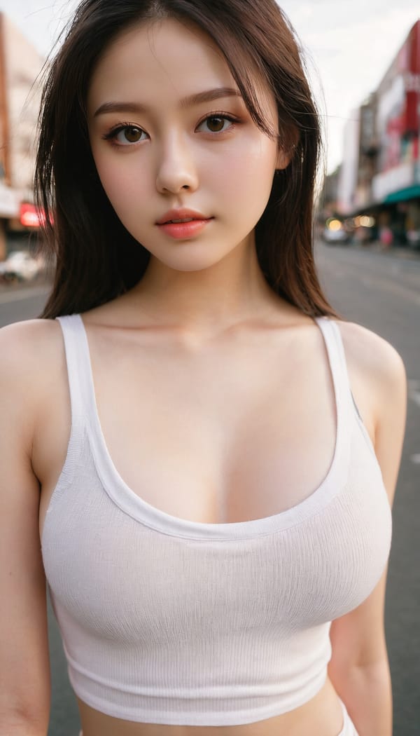 Tags: 21872187, SDXL
{"3": {"inputs": {"seed": 114987029483942, "steps": 32, "cfg": 6.58, "sampler_name": "dpmpp_2m", "scheduler": "karras", "denoise": 1.0, "model": ["27", 0], "positive": ["6", 0], "negative": ["7", 0], "latent_image": ["5", 0]}, "class_type": "KSampler"}, "4": {"inputs": {"ckpt_name": "juggernautxl.safetensors"}, "class_type": "CheckpointLoaderSimple"}, "5": {"inputs": {"width": 768, "height": 1344, "batch_size": 1}, "class_type": "EmptyLatentImage"}, "6": {"inputs": {"text": "18 year old girl, (blush:1.06), (cute:0.97), (beautiful eyes:0.99), (slim:1.13), (idol:1.07), (temptress:1.14), (sexy lips:1.00), (seductive facial expression:0.99), (pale skin:1.01), (double eyelids:1.07), (seductive pose:1.01), (eyelashes:0.97), (in a seductive pose:1.06), (large perky breasts:1.02), (cleavage:1.04), (thigh gap:0.97), (white tanktop:1.10), busy street, (textured skin:1.08), (soft lighting:1.03), (portra:1.00), (detailed skin:1.02), (natural looking skin:1.02), (film:1.08), (RAW:1.02), (skin fuzz:1.08), (candid cinema:1.05)", "clip": ["27", 1]}, "class_type": "CLIPTextEncode"}, "7": {"inputs": {"text": "(open mouth:1.08), (bad hands:1.05), (distorted:1.08), (twisted:1.05), (watermark:1.06), (worst quality:1.14), (low resolution:1.08)", "clip": ["27", 1]}, "class_type": "CLIPTextEncode"}, "8": {"inputs": {"samples": ["3", 0], "vae": ["4", 2]}, "class_type": "VAEDecode"}, "25": {"inputs": {"lora_name": "nudify_xl.safetensors", "strength_model": 0.02, "strength_clip": 0.29, "model": ["4", 0], "clip": ["4", 1]}, "class_type": "LoraLoader"}, "26": {"inputs": {"lora_name": "shirtlift_SDXL_v2.safetensors", "strength_model": 0.08, "strength_clip": 0.02, "model": ["25", 0], "clip": ["25", 1]}, "class_type": "LoraLoader"}, "27": {"inputs": {"lora_name": "PerfectEyesXL.safetensors", "strength_model": 0.0, "strength_clip": 0.16, "model": ["26", 0], "clip": ["26", 1]}, "class_type": "LoraLoader"}, "30": {"inputs": {"model_name": "4x_NMKD-Superscale-SP_178000_G.pth"}, "class_type": "UpscaleModelLoader"}, "31": {"inputs": {"upscale_model": ["30", 0], "image": ["8", 0]}, "class_type": "ImageUpscaleWithModel"}, "32": {"inputs": {"upscale_method": "lanczos", "scale_by": 0.5, "image": ["31", 0]}, "class_type": "ImageScaleBy"}, "33": {"inputs": {"pixels": ["32", 0], "vae": ["4", 2]}, "class_type": "VAEEncode"}, "34": {"inputs": {"seed": 114987029483942, "steps": 32, "cfg": 6.58, "sampler_name": "dpmpp_2m", "scheduler": "karras", "denoise": 0.3, "model": ["27", 0], "positive": ["6", 0], "negative": ["7", 0], "latent_image": ["33", 0]}, "class_type": "KSampler"}, "36": {"inputs": {"samples": ["34", 0], "vae": ["4", 2]}, "class_type": "VAEDecode"}, "39": {"inputs": {"filename_prefix": "comfyapi-1719951453728", "images": ["36", 0]}, "class_type": "SaveImage"}}