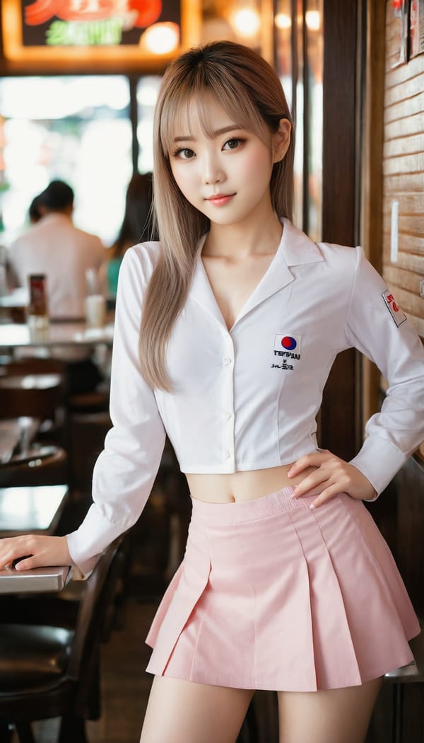 Tags: 21872187, SDXL
{"3": {"inputs": {"seed": 779788795905054, "steps": 32, "cfg": 6.08, "sampler_name": "dpmpp_2m", "scheduler": "karras", "denoise": 1.0, "model": ["27", 0], "positive": ["6", 0], "negative": ["7", 0], "latent_image": ["5", 0]}, "class_type": "KSampler"}, "4": {"inputs": {"ckpt_name": "juggernautxl.safetensors"}, "class_type": "CheckpointLoaderSimple"}, "5": {"inputs": {"width": 768, "height": 1344, "batch_size": 1}, "class_type": "EmptyLatentImage"}, "6": {"inputs": {"text": "20 year old girl, (japanese:0.99), (korean:1.02), (idol:0.95), (temptress:1.10), (slim:1.05), (cute:1.08), (detailed face:1.13), (eyelashes:1.04), (sexy lips:1.00), (double eyelids:1.04), (pale skin:1.10), (beautiful eyes:1.06), (seductive pose:0.99), (seductive facial expression:0.99), (blush:0.97), (perky ass:0.98), (exposed ass:1.04), (looking back:1.05), (sexy ass:1.04), (thigh gap:1.08), (a waitress in uniform:0.97) working at a restaurant, (natural looking skin:1.01), (candid cinema:1.03), (soft lighting:1.01), (skin fuzz:1.07), (RAW:1.07), (portra:1.03), (textured skin:1.01), (film:1.05), (detailed skin:1.00)", "clip": ["27", 1]}, "class_type": "CLIPTextEncode"}, "7": {"inputs": {"text": "(distorted:1.09), (low resolution:1.08), (open mouth:1.08), (bad hands:1.07), (worst quality:1.06), (watermark:1.09), (twisted:1.10)", "clip": ["27", 1]}, "class_type": "CLIPTextEncode"}, "8": {"inputs": {"samples": ["3", 0], "vae": ["4", 2]}, "class_type": "VAEDecode"}, "25": {"inputs": {"lora_name": "nudify_xl.safetensors", "strength_model": 0.12, "strength_clip": 0.19, "model": ["4", 0], "clip": ["4", 1]}, "class_type": "LoraLoader"}, "26": {"inputs": {"lora_name": "shirtlift_SDXL_v2.safetensors", "strength_model": 0.19, "strength_clip": 0.08, "model": ["25", 0], "clip": ["25", 1]}, "class_type": "LoraLoader"}, "27": {"inputs": {"lora_name": "PerfectEyesXL.safetensors", "strength_model": 0.13, "strength_clip": 0.13, "model": ["26", 0], "clip": ["26", 1]}, "class_type": "LoraLoader"}, "30": {"inputs": {"model_name": "4x_NMKD-Superscale-SP_178000_G.pth"}, "class_type": "UpscaleModelLoader"}, "31": {"inputs": {"upscale_model": ["30", 0], "image": ["8", 0]}, "class_type": "ImageUpscaleWithModel"}, "32": {"inputs": {"upscale_method": "lanczos", "scale_by": 0.5, "image": ["31", 0]}, "class_type": "ImageScaleBy"}, "33": {"inputs": {"pixels": ["32", 0], "vae": ["4", 2]}, "class_type": "VAEEncode"}, "34": {"inputs": {"seed": 779788795905054, "steps": 32, "cfg": 6.08, "sampler_name": "dpmpp_2m", "scheduler": "karras", "denoise": 0.3, "model": ["27", 0], "positive": ["6", 0], "negative": ["7", 0], "latent_image": ["33", 0]}, "class_type": "KSampler"}, "36": {"inputs": {"samples": ["34", 0], "vae": ["4", 2]}, "class_type": "VAEDecode"}, "39": {"inputs": {"filename_prefix": "comfyapi-1724857914379", "images": ["36", 0]}, "class_type": "SaveImage"}}