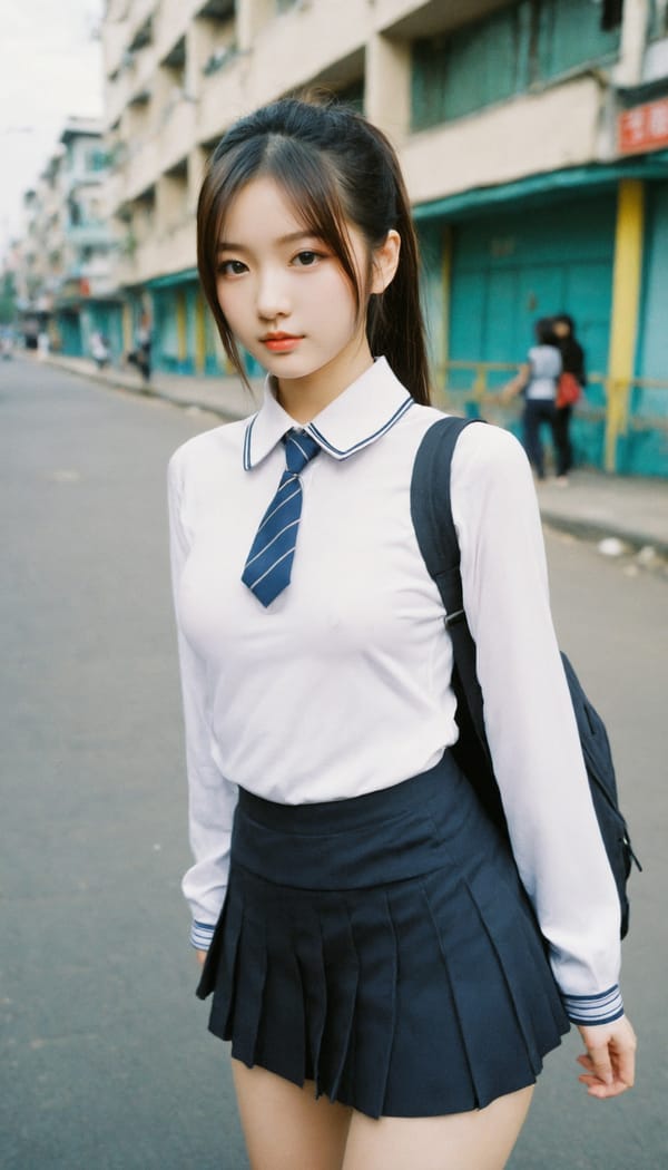 Tags: 21872187, SDXL
{"3": {"inputs": {"seed": 354167833188334, "steps": 64, "cfg": 5.1, "sampler_name": "dpmpp_2m", "scheduler": "karras", "denoise": 1.0, "model": ["27", 0], "positive": ["6", 0], "negative": ["7", 0], "latent_image": ["5", 0]}, "class_type": "KSampler"}, "4": {"inputs": {"ckpt_name": "helloworldxl.safetensors"}, "class_type": "CheckpointLoaderSimple"}, "5": {"inputs": {"width": 768, "height": 1344, "batch_size": 1}, "class_type": "EmptyLatentImage"}, "6": {"inputs": {"text": "21 year old girl, (chinese:1.05), (ukrainian:1.05), (eyelashes:0.97), (temptress:1.12), (idol:0.98), (blush:1.01), (detailed face:0.99), (pale skin:1.13), (double eyelids:1.11), (seductive facial expression:0.99), (slim:1.03), (cute:1.06), (beautiful eyes:0.97), (seductive pose:0.99), (sexy lips:1.05), (perky ass:1.09), (exposed ass:0.95), (looking back:0.96), (sexy ass:1.11), (thigh gap:0.98), (school uniform:1.06), choker, busy street, (portra:1.00), (film:1.09), (textured skin:1.01), (soft lighting:1.09), (natural looking skin:1.00), (skin fuzz:1.09), (candid cinema:1.06), (detailed skin:1.03), (RAW:1.01)", "clip": ["27", 1]}, "class_type": "CLIPTextEncode"}, "7": {"inputs": {"text": "(watermark:1.06), (low resolution:1.13), (distorted:1.13), (open mouth:1.05), (worst quality:1.09), (twisted:1.09), (bad hands:1.12)", "clip": ["27", 1]}, "class_type": "CLIPTextEncode"}, "8": {"inputs": {"samples": ["3", 0], "vae": ["4", 2]}, "class_type": "VAEDecode"}, "25": {"inputs": {"lora_name": "nudify_xl.safetensors", "strength_model": 0.06, "strength_clip": 0.2, "model": ["4", 0], "clip": ["4", 1]}, "class_type": "LoraLoader"}, "26": {"inputs": {"lora_name": "shirtlift_SDXL_v2.safetensors", "strength_model": 0.05, "strength_clip": 0.1, "model": ["25", 0], "clip": ["25", 1]}, "class_type": "LoraLoader"}, "27": {"inputs": {"lora_name": "PerfectEyesXL.safetensors", "strength_model": 0.09, "strength_clip": 0.16, "model": ["26", 0], "clip": ["26", 1]}, "class_type": "LoraLoader"}, "30": {"inputs": {"model_name": "4x_NMKD-Superscale-SP_178000_G.pth"}, "class_type": "UpscaleModelLoader"}, "31": {"inputs": {"upscale_model": ["30", 0], "image": ["8", 0]}, "class_type": "ImageUpscaleWithModel"}, "32": {"inputs": {"upscale_method": "lanczos", "scale_by": 0.5, "image": ["31", 0]}, "class_type": "ImageScaleBy"}, "33": {"inputs": {"pixels": ["32", 0], "vae": ["4", 2]}, "class_type": "VAEEncode"}, "34": {"inputs": {"seed": 354167833188334, "steps": 64, "cfg": 5.1, "sampler_name": "dpmpp_2m", "scheduler": "karras", "denoise": 0.3, "model": ["27", 0], "positive": ["6", 0], "negative": ["7", 0], "latent_image": ["33", 0]}, "class_type": "KSampler"}, "36": {"inputs": {"samples": ["34", 0], "vae": ["4", 2]}, "class_type": "VAEDecode"}, "39": {"inputs": {"filename_prefix": "comfyapi-1713868216616", "images": ["36", 0]}, "class_type": "SaveImage"}}