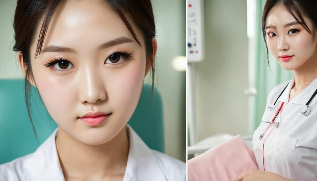 Tags: 21872187, SDXL
{"3": {"inputs": {"seed": 538418127617259, "steps": 32, "cfg": 6.43, "sampler_name": "dpmpp_2m", "scheduler": "karras", "denoise": 1.0, "model": ["27", 0], "positive": ["6", 0], "negative": ["7", 0], "latent_image": ["5", 0]}, "class_type": "KSampler"}, "4": {"inputs": {"ckpt_name": "juggernautXL_v8Rundiffusion.safetensors"}, "class_type": "CheckpointLoaderSimple"}, "5": {"inputs": {"width": 1344, "height": 768, "batch_size": 1}, "class_type": "EmptyLatentImage"}, "6": {"inputs": {"text": "20 year old girl, (chinese:1.09), (korean:1.05), (slim:1.02), (sexy lips:1.00), (double eyelids:1.01), (seductive facial expression:1.05), (eyelashes:1.13), (pale skin:0.95), (detailed face:0.97), (temptress:1.14), (blush:1.08), (cute:1.06), (seductive pose:1.05), (beautiful eyes:1.09), (idol:1.14), (in a seductive pose:1.01), (large perky breasts:0.98), (cleavage:1.07), (thigh gap:0.96), (nurse in uniform:1.10) working in a hospital ward, (natural looking skin:1.02), (skin fuzz:1.01), (textured skin:1.01), (film:1.02), (soft lighting:1.00), (candid cinema:1.08), (detailed skin:1.01), (portra:1.03), (RAW:1.09)", "clip": ["27", 1]}, "class_type": "CLIPTextEncode"}, "7": {"inputs": {"text": "(twisted:1.07), (watermark:1.08), (distorted:1.11), (open mouth:1.10), (worst quality:1.07), (low resolution:1.10), (bad hands:1.13)", "clip": ["27", 1]}, "class_type": "CLIPTextEncode"}, "8": {"inputs": {"samples": ["3", 0], "vae": ["4", 2]}, "class_type": "VAEDecode"}, "25": {"inputs": {"lora_name": "nudify_xl.safetensors", "strength_model": 0.0, "strength_clip": 0.13, "model": ["4", 0], "clip": ["4", 1]}, "class_type": "LoraLoader"}, "26": {"inputs": {"lora_name": "shirtlift_SDXL_v2.safetensors", "strength_model": 0.06, "strength_clip": 0.06, "model": ["25", 0], "clip": ["25", 1]}, "class_type": "LoraLoader"}, "27": {"inputs": {"lora_name": "PerfectEyesXL.safetensors", "strength_model": 0.03, "strength_clip": 0.03, "model": ["26", 0], "clip": ["26", 1]}, "class_type": "LoraLoader"}, "30": {"inputs": {"model_name": "4x_NMKD-Superscale-SP_178000_G.pth"}, "class_type": "UpscaleModelLoader"}, "31": {"inputs": {"upscale_model": ["30", 0], "image": ["8", 0]}, "class_type": "ImageUpscaleWithModel"}, "32": {"inputs": {"upscale_method": "lanczos", "scale_by": 0.5, "image": ["31", 0]}, "class_type": "ImageScaleBy"}, "33": {"inputs": {"pixels": ["32", 0], "vae": ["4", 2]}, "class_type": "VAEEncode"}, "34": {"inputs": {"seed": 538418127617259, "steps": 32, "cfg": 6.43, "sampler_name": "dpmpp_2m", "scheduler": "karras", "denoise": 0.3, "model": ["27", 0], "positive": ["6", 0], "negative": ["7", 0], "latent_image": ["33", 0]}, "class_type": "KSampler"}, "36": {"inputs": {"samples": ["34", 0], "vae": ["4", 2]}, "class_type": "VAEDecode"}, "39": {"inputs": {"filename_prefix": "comfyapi-1707418810948", "images": ["36", 0]}, "class_type": "SaveImage"}}