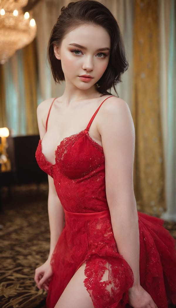 Tags: 21872187, SDXL
{"3": {"inputs": {"seed": 915715327852168, "steps": 32, "cfg": 5.04, "sampler_name": "dpmpp_2m", "scheduler": "karras", "denoise": 1.0, "model": ["27", 0], "positive": ["6", 0], "negative": ["7", 0], "latent_image": ["5", 0]}, "class_type": "KSampler"}, "4": {"inputs": {"ckpt_name": "juggernautxl.safetensors"}, "class_type": "CheckpointLoaderSimple"}, "5": {"inputs": {"width": 768, "height": 1344, "batch_size": 1}, "class_type": "EmptyLatentImage"}, "6": {"inputs": {"text": "21 year old girl, (ukrainian:1.08), (blush:1.04), (seductive facial expression:1.07), (detailed face:1.05), (idol:1.08), (pale skin:1.11), (sexy lips:1.08), (seductive pose:1.07), (eyelashes:1.12), (temptress:1.13), (cute:0.98), (beautiful eyes:1.07), (double eyelids:1.05), (on all fours:0.98), (spreading ass cheeks:1.00), (from behind:1.14), (backboob:1.03), (wearing a low-cut red dress:1.01) at a ballroom, (textured skin:1.01), (portra:1.08), (film:1.01), (candid cinema:1.01), (RAW:1.00), (natural looking skin:1.03), (detailed skin:1.05), (skin fuzz:1.05), (soft lighting:1.05)", "clip": ["27", 1]}, "class_type": "CLIPTextEncode"}, "7": {"inputs": {"text": "(twisted:1.07), (distorted:1.06), (bad hands:1.12), (low resolution:1.10), (watermark:1.12), (worst quality:1.14), (open mouth:1.14)", "clip": ["27", 1]}, "class_type": "CLIPTextEncode"}, "8": {"inputs": {"samples": ["3", 0], "vae": ["4", 2]}, "class_type": "VAEDecode"}, "25": {"inputs": {"lora_name": "nudify_xl.safetensors", "strength_model": 0.06, "strength_clip": 0.03, "model": ["4", 0], "clip": ["4", 1]}, "class_type": "LoraLoader"}, "26": {"inputs": {"lora_name": "shirtlift_SDXL_v2.safetensors", "strength_model": 0.01, "strength_clip": 0.18, "model": ["25", 0], "clip": ["25", 1]}, "class_type": "LoraLoader"}, "27": {"inputs": {"lora_name": "PerfectEyesXL.safetensors", "strength_model": 0.09, "strength_clip": 0.18, "model": ["26", 0], "clip": ["26", 1]}, "class_type": "LoraLoader"}, "30": {"inputs": {"model_name": "4x_NMKD-Superscale-SP_178000_G.pth"}, "class_type": "UpscaleModelLoader"}, "31": {"inputs": {"upscale_model": ["30", 0], "image": ["8", 0]}, "class_type": "ImageUpscaleWithModel"}, "32": {"inputs": {"upscale_method": "lanczos", "scale_by": 0.5, "image": ["31", 0]}, "class_type": "ImageScaleBy"}, "33": {"inputs": {"pixels": ["32", 0], "vae": ["4", 2]}, "class_type": "VAEEncode"}, "34": {"inputs": {"seed": 915715327852168, "steps": 32, "cfg": 5.04, "sampler_name": "dpmpp_2m", "scheduler": "karras", "denoise": 0.3, "model": ["27", 0], "positive": ["6", 0], "negative": ["7", 0], "latent_image": ["33", 0]}, "class_type": "KSampler"}, "36": {"inputs": {"samples": ["34", 0], "vae": ["4", 2]}, "class_type": "VAEDecode"}, "39": {"inputs": {"filename_prefix": "comfyapi-1713582776827", "images": ["36", 0]}, "class_type": "SaveImage"}}