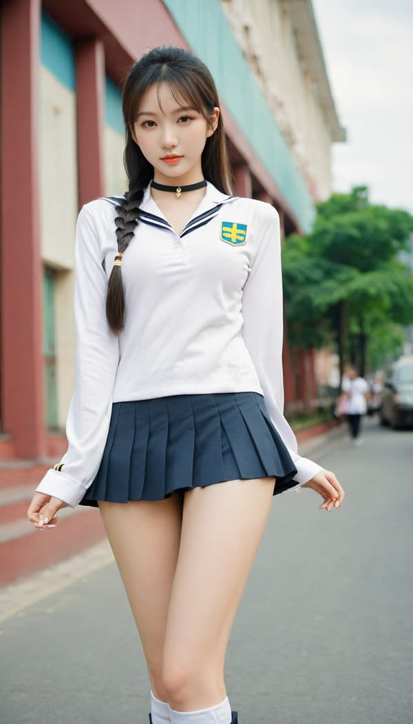 Tags: 21872187, SDXL
{"3": {"inputs": {"seed": 779722082246003, "steps": 64, "cfg": 7.47, "sampler_name": "dpmpp_2m", "scheduler": "karras", "denoise": 1.0, "model": ["27", 0], "positive": ["6", 0], "negative": ["7", 0], "latent_image": ["5", 0]}, "class_type": "KSampler"}, "4": {"inputs": {"ckpt_name": "leosamsHelloworldSDXL_helloworldSDXL32DPO.safetensors"}, "class_type": "CheckpointLoaderSimple"}, "5": {"inputs": {"width": 768, "height": 1344, "batch_size": 1}, "class_type": "EmptyLatentImage"}, "6": {"inputs": {"text": "26 year old girl, (ukrainian:1.05), (taiwanese:1.10), (seductive pose:1.07), (blush:1.00), (temptress:1.08), (eyelashes:1.00), (sexy lips:1.11), (double eyelids:1.02), (pale skin:0.96), (detailed face:0.97), (seductive facial expression:0.95), (beautiful eyes:0.96), (cute:0.97), (slim:1.01), (idol:1.08), (perky ass:1.07), (exposed ass:0.99), (looking back:1.01), (sexy ass:1.07), (thigh gap:0.96), (school uniform:1.09), choker, busy street, (detailed skin:1.00), (RAW:1.07), (candid cinema:1.06), (skin fuzz:1.00), (soft lighting:1.06), (natural looking skin:1.00), (portra:1.01), (textured skin:1.08), (film:1.01)", "clip": ["27", 1]}, "class_type": "CLIPTextEncode"}, "7": {"inputs": {"text": "(twisted:1.09), (distorted:1.06), (watermark:1.07), (low resolution:1.08), (bad hands:1.06), (open mouth:1.07)", "clip": ["27", 1]}, "class_type": "CLIPTextEncode"}, "8": {"inputs": {"samples": ["3", 0], "vae": ["4", 2]}, "class_type": "VAEDecode"}, "25": {"inputs": {"lora_name": "nudify_xl.safetensors", "strength_model": 0.31, "strength_clip": 0.25, "model": ["4", 0], "clip": ["4", 1]}, "class_type": "LoraLoader"}, "26": {"inputs": {"lora_name": "shirtlift_SDXL_v2.safetensors", "strength_model": 0.16, "strength_clip": 0.19, "model": ["25", 0], "clip": ["25", 1]}, "class_type": "LoraLoader"}, "27": {"inputs": {"lora_name": "PerfectEyesXL.safetensors", "strength_model": 0.02, "strength_clip": 0.01, "model": ["26", 0], "clip": ["26", 1]}, "class_type": "LoraLoader"}, "30": {"inputs": {"model_name": "4x_NMKD-Superscale-SP_178000_G.pth"}, "class_type": "UpscaleModelLoader"}, "31": {"inputs": {"upscale_model": ["30", 0], "image": ["8", 0]}, "class_type": "ImageUpscaleWithModel"}, "32": {"inputs": {"upscale_method": "lanczos", "scale_by": 0.5, "image": ["31", 0]}, "class_type": "ImageScaleBy"}, "33": {"inputs": {"pixels": ["32", 0], "vae": ["4", 2]}, "class_type": "VAEEncode"}, "34": {"inputs": {"seed": 779722082246003, "steps": 64, "cfg": 7.47, "sampler_name": "dpmpp_2m", "scheduler": "karras", "denoise": 0.3, "model": ["27", 0], "positive": ["6", 0], "negative": ["7", 0], "latent_image": ["33", 0]}, "class_type": "KSampler"}, "36": {"inputs": {"samples": ["34", 0], "vae": ["4", 2]}, "class_type": "VAEDecode"}, "39": {"inputs": {"filename_prefix": "comfyapi-1707489768649", "images": ["36", 0]}, "class_type": "SaveImage"}}