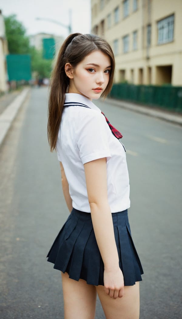 Tags: 21872187, SDXL
{"3": {"inputs": {"seed": 544972664194704, "steps": 32, "cfg": 5.09, "sampler_name": "dpmpp_2m", "scheduler": "karras", "denoise": 1.0, "model": ["27", 0], "positive": ["6", 0], "negative": ["7", 0], "latent_image": ["5", 0]}, "class_type": "KSampler"}, "4": {"inputs": {"ckpt_name": "helloworldxl.safetensors"}, "class_type": "CheckpointLoaderSimple"}, "5": {"inputs": {"width": 768, "height": 1344, "batch_size": 1}, "class_type": "EmptyLatentImage"}, "6": {"inputs": {"text": "25 year old girl, (ukrainian:1.12), (blush:1.13), (slim:1.08), (pale skin:0.97), (eyelashes:0.98), (cute:1.05), (seductive pose:0.97), (seductive facial expression:1.06), (temptress:0.96), (double eyelids:1.10), (sexy lips:0.95), (detailed face:1.13), (beautiful eyes:1.01), (perky ass:1.07), (exposed ass:1.07), (looking back:1.13), (sexy ass:0.95), (thigh gap:0.97), (school uniform:1.14), choker, busy street, (portra:1.03), (detailed skin:1.04), (natural looking skin:1.09), (soft lighting:1.01), (candid cinema:1.05), (textured skin:1.08), (RAW:1.04), (film:1.08), (skin fuzz:1.05)", "clip": ["27", 1]}, "class_type": "CLIPTextEncode"}, "7": {"inputs": {"text": "(worst quality:1.07), (distorted:1.07), (low resolution:1.08), (twisted:1.09), (watermark:1.12), (open mouth:1.13), (bad hands:1.10)", "clip": ["27", 1]}, "class_type": "CLIPTextEncode"}, "8": {"inputs": {"samples": ["3", 0], "vae": ["4", 2]}, "class_type": "VAEDecode"}, "25": {"inputs": {"lora_name": "nudify_xl.safetensors", "strength_model": 0.38, "strength_clip": 0.15, "model": ["4", 0], "clip": ["4", 1]}, "class_type": "LoraLoader"}, "26": {"inputs": {"lora_name": "shirtlift_SDXL_v2.safetensors", "strength_model": 0.19, "strength_clip": 0.09, "model": ["25", 0], "clip": ["25", 1]}, "class_type": "LoraLoader"}, "27": {"inputs": {"lora_name": "PerfectEyesXL.safetensors", "strength_model": 0.13, "strength_clip": 0.19, "model": ["26", 0], "clip": ["26", 1]}, "class_type": "LoraLoader"}, "30": {"inputs": {"model_name": "4x_NMKD-Superscale-SP_178000_G.pth"}, "class_type": "UpscaleModelLoader"}, "31": {"inputs": {"upscale_model": ["30", 0], "image": ["8", 0]}, "class_type": "ImageUpscaleWithModel"}, "32": {"inputs": {"upscale_method": "lanczos", "scale_by": 0.5, "image": ["31", 0]}, "class_type": "ImageScaleBy"}, "33": {"inputs": {"pixels": ["32", 0], "vae": ["4", 2]}, "class_type": "VAEEncode"}, "34": {"inputs": {"seed": 544972664194704, "steps": 32, "cfg": 5.09, "sampler_name": "dpmpp_2m", "scheduler": "karras", "denoise": 0.3, "model": ["27", 0], "positive": ["6", 0], "negative": ["7", 0], "latent_image": ["33", 0]}, "class_type": "KSampler"}, "36": {"inputs": {"samples": ["34", 0], "vae": ["4", 2]}, "class_type": "VAEDecode"}, "39": {"inputs": {"filename_prefix": "comfyapi-1734165499065", "images": ["36", 0]}, "class_type": "SaveImage"}}