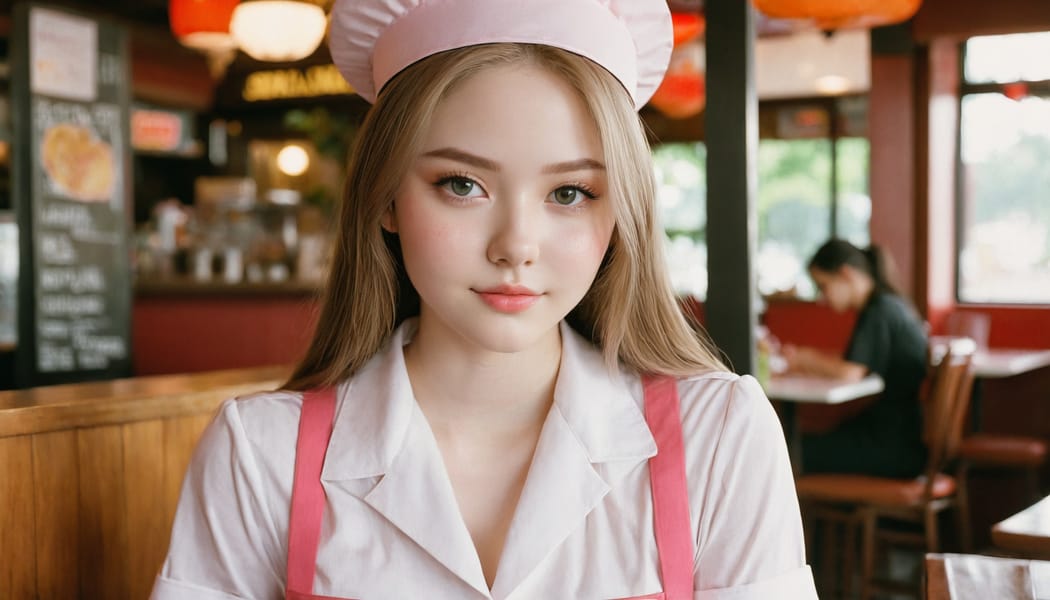 Tags: 21872187, SDXL
{"3": {"inputs": {"seed": 963589914076058, "steps": 64, "cfg": 5.78, "sampler_name": "dpmpp_2m", "scheduler": "karras", "denoise": 1.0, "model": ["27", 0], "positive": ["6", 0], "negative": ["7", 0], "latent_image": ["5", 0]}, "class_type": "KSampler"}, "4": {"inputs": {"ckpt_name": "juggernautxl.safetensors"}, "class_type": "CheckpointLoaderSimple"}, "5": {"inputs": {"width": 1344, "height": 768, "batch_size": 1}, "class_type": "EmptyLatentImage"}, "6": {"inputs": {"text": "21 year old girl, (slim:1.12), (blush:1.08), (seductive facial expression:1.02), (temptress:0.98), (pale skin:0.97), (idol:0.99), (detailed face:1.14), (cute:0.96), (sexy lips:0.96), (seductive pose:0.96), (double eyelids:1.01), (in a seductive pose:1.08), (large perky breasts:0.98), (cleavage:1.00), (thigh gap:1.06), (a waitress in uniform:1.04) working at a restaurant, (detailed skin:1.07), (textured skin:1.02), (RAW:1.00), (skin fuzz:1.05), (candid cinema:1.06), (film:1.07), (portra:1.00), (soft lighting:1.05), (natural looking skin:1.05)", "clip": ["27", 1]}, "class_type": "CLIPTextEncode"}, "7": {"inputs": {"text": "(twisted:1.11), (bad hands:1.13), (open mouth:1.14), (worst quality:1.13), (low resolution:1.13), (watermark:1.12), (distorted:1.06)", "clip": ["27", 1]}, "class_type": "CLIPTextEncode"}, "8": {"inputs": {"samples": ["3", 0], "vae": ["4", 2]}, "class_type": "VAEDecode"}, "25": {"inputs": {"lora_name": "nudify_xl.safetensors", "strength_model": 0.28, "strength_clip": 0.3, "model": ["4", 0], "clip": ["4", 1]}, "class_type": "LoraLoader"}, "26": {"inputs": {"lora_name": "shirtlift_SDXL_v2.safetensors", "strength_model": 0.09, "strength_clip": 0.03, "model": ["25", 0], "clip": ["25", 1]}, "class_type": "LoraLoader"}, "27": {"inputs": {"lora_name": "PerfectEyesXL.safetensors", "strength_model": 0.07, "strength_clip": 0.07, "model": ["26", 0], "clip": ["26", 1]}, "class_type": "LoraLoader"}, "30": {"inputs": {"model_name": "4x_NMKD-Superscale-SP_178000_G.pth"}, "class_type": "UpscaleModelLoader"}, "31": {"inputs": {"upscale_model": ["30", 0], "image": ["8", 0]}, "class_type": "ImageUpscaleWithModel"}, "32": {"inputs": {"upscale_method": "lanczos", "scale_by": 0.5, "image": ["31", 0]}, "class_type": "ImageScaleBy"}, "33": {"inputs": {"pixels": ["32", 0], "vae": ["4", 2]}, "class_type": "VAEEncode"}, "34": {"inputs": {"seed": 963589914076058, "steps": 64, "cfg": 5.78, "sampler_name": "dpmpp_2m", "scheduler": "karras", "denoise": 0.3, "model": ["27", 0], "positive": ["6", 0], "negative": ["7", 0], "latent_image": ["33", 0]}, "class_type": "KSampler"}, "36": {"inputs": {"samples": ["34", 0], "vae": ["4", 2]}, "class_type": "VAEDecode"}, "39": {"inputs": {"filename_prefix": "comfyapi-1713852238264", "images": ["36", 0]}, "class_type": "SaveImage"}}