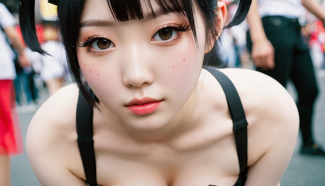 Tags: 21872187, SDXL
{"3": {"inputs": {"seed": 964983933808035, "steps": 64, "cfg": 7.97, "sampler_name": "dpmpp_2m", "scheduler": "karras", "denoise": 1.0, "model": ["27", 0], "positive": ["6", 0], "negative": ["7", 0], "latent_image": ["5", 0]}, "class_type": "KSampler"}, "4": {"inputs": {"ckpt_name": "juggernautxl.safetensors"}, "class_type": "CheckpointLoaderSimple"}, "5": {"inputs": {"width": 1344, "height": 768, "batch_size": 1}, "class_type": "EmptyLatentImage"}, "6": {"inputs": {"text": "22 year old girl, (korean:1.09), (chinese:1.08), (cute:0.98), (pale skin:1.05), (idol:0.96), (double eyelids:0.98), (sexy lips:1.04), (eyelashes:1.11), (temptress:1.13), (blush:1.00), (seductive facial expression:1.10), (beautiful eyes:1.05), (slim:0.97), (detailed face:1.07), (perky ass:0.97), (exposed ass:1.02), (looking back:1.10), (sexy ass:0.95), (thigh gap:1.09), (in a cosplay:0.95) at comiket posing for camera, (textured skin:1.07), (RAW:1.02), (soft lighting:1.05), (film:1.08), (portra:1.09), (skin fuzz:1.06), (natural looking skin:1.08), (detailed skin:1.07), (candid cinema:1.04)", "clip": ["27", 1]}, "class_type": "CLIPTextEncode"}, "7": {"inputs": {"text": "(watermark:1.08), (open mouth:1.13), (twisted:1.08), (distorted:1.13), (worst quality:1.10), (low resolution:1.14), (bad hands:1.07)", "clip": ["27", 1]}, "class_type": "CLIPTextEncode"}, "8": {"inputs": {"samples": ["3", 0], "vae": ["4", 2]}, "class_type": "VAEDecode"}, "25": {"inputs": {"lora_name": "nudify_xl.safetensors", "strength_model": 0.27, "strength_clip": 0.24, "model": ["4", 0], "clip": ["4", 1]}, "class_type": "LoraLoader"}, "26": {"inputs": {"lora_name": "shirtlift_SDXL_v2.safetensors", "strength_model": 0.05, "strength_clip": 0.01, "model": ["25", 0], "clip": ["25", 1]}, "class_type": "LoraLoader"}, "27": {"inputs": {"lora_name": "PerfectEyesXL.safetensors", "strength_model": 0.14, "strength_clip": 0.08, "model": ["26", 0], "clip": ["26", 1]}, "class_type": "LoraLoader"}, "30": {"inputs": {"model_name": "4x_NMKD-Superscale-SP_178000_G.pth"}, "class_type": "UpscaleModelLoader"}, "31": {"inputs": {"upscale_model": ["30", 0], "image": ["8", 0]}, "class_type": "ImageUpscaleWithModel"}, "32": {"inputs": {"upscale_method": "lanczos", "scale_by": 0.5, "image": ["31", 0]}, "class_type": "ImageScaleBy"}, "33": {"inputs": {"pixels": ["32", 0], "vae": ["4", 2]}, "class_type": "VAEEncode"}, "34": {"inputs": {"seed": 964983933808035, "steps": 64, "cfg": 7.97, "sampler_name": "dpmpp_2m", "scheduler": "karras", "denoise": 0.3, "model": ["27", 0], "positive": ["6", 0], "negative": ["7", 0], "latent_image": ["33", 0]}, "class_type": "KSampler"}, "36": {"inputs": {"samples": ["34", 0], "vae": ["4", 2]}, "class_type": "VAEDecode"}, "39": {"inputs": {"filename_prefix": "comfyapi-1734708394618", "images": ["36", 0]}, "class_type": "SaveImage"}}