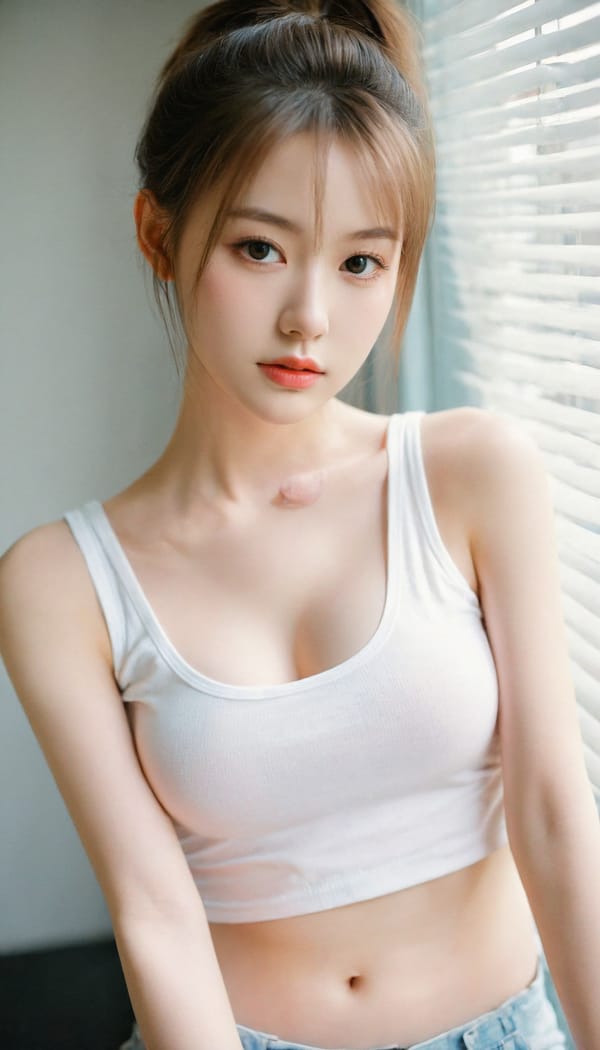 Tags: 21872187, SDXL
{"3": {"inputs": {"seed": 834141090136670, "steps": 32, "cfg": 5.92, "sampler_name": "dpmpp_2m", "scheduler": "karras", "denoise": 1.0, "model": ["27", 0], "positive": ["6", 0], "negative": ["7", 0], "latent_image": ["5", 0]}, "class_type": "KSampler"}, "4": {"inputs": {"ckpt_name": "leosamsHelloworldSDXL_helloworldSDXL32DPO.safetensors"}, "class_type": "CheckpointLoaderSimple"}, "5": {"inputs": {"width": 768, "height": 1344, "batch_size": 1}, "class_type": "EmptyLatentImage"}, "6": {"inputs": {"text": "19 year old girl, (beautiful eyes:1.06), (seductive facial expression:1.02), (pale skin:1.05), (blush:1.08), (double eyelids:0.98), (sexy lips:1.00), (detailed face:0.99), (eyelashes:1.08), (cute:1.01), (slim:1.07), (temptress:1.03), (idol:0.99), (seductive pose:1.06), (in a seductive pose:1.01), (large perky breasts:1.01), (cleavage:0.96), (thigh gap:1.09), (white tanktop:1.14), busy street, (soft lighting:1.04), (RAW:1.00), (textured skin:1.02), (natural looking skin:1.02), (detailed skin:1.08), (skin fuzz:1.09), (portra:1.08), (film:1.07), (candid cinema:1.08)", "clip": ["27", 1]}, "class_type": "CLIPTextEncode"}, "7": {"inputs": {"text": "(bad hands:1.06), (open mouth:1.09), (twisted:1.10), (distorted:1.07), (watermark:1.11), (worst quality:1.06), (low resolution:1.10)", "clip": ["27", 1]}, "class_type": "CLIPTextEncode"}, "8": {"inputs": {"samples": ["3", 0], "vae": ["4", 2]}, "class_type": "VAEDecode"}, "25": {"inputs": {"lora_name": "nudify_xl.safetensors", "strength_model": 0.13, "strength_clip": 0.28, "model": ["4", 0], "clip": ["4", 1]}, "class_type": "LoraLoader"}, "26": {"inputs": {"lora_name": "shirtlift_SDXL_v2.safetensors", "strength_model": 0.06, "strength_clip": 0.07, "model": ["25", 0], "clip": ["25", 1]}, "class_type": "LoraLoader"}, "27": {"inputs": {"lora_name": "PerfectEyesXL.safetensors", "strength_model": 0.06, "strength_clip": 0.1, "model": ["26", 0], "clip": ["26", 1]}, "class_type": "LoraLoader"}, "30": {"inputs": {"model_name": "4x_NMKD-Superscale-SP_178000_G.pth"}, "class_type": "UpscaleModelLoader"}, "31": {"inputs": {"upscale_model": ["30", 0], "image": ["8", 0]}, "class_type": "ImageUpscaleWithModel"}, "32": {"inputs": {"upscale_method": "lanczos", "scale_by": 0.5, "image": ["31", 0]}, "class_type": "ImageScaleBy"}, "33": {"inputs": {"pixels": ["32", 0], "vae": ["4", 2]}, "class_type": "VAEEncode"}, "34": {"inputs": {"seed": 834141090136670, "steps": 32, "cfg": 5.92, "sampler_name": "dpmpp_2m", "scheduler": "karras", "denoise": 0.3, "model": ["27", 0], "positive": ["6", 0], "negative": ["7", 0], "latent_image": ["33", 0]}, "class_type": "KSampler"}, "36": {"inputs": {"samples": ["34", 0], "vae": ["4", 2]}, "class_type": "VAEDecode"}, "39": {"inputs": {"filename_prefix": "comfyapi-1707691844875", "images": ["36", 0]}, "class_type": "SaveImage"}}