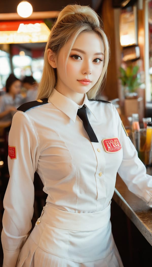 Tags: 21872187, SDXL
{"3": {"inputs": {"seed": 442220449266564, "steps": 32, "cfg": 5.29, "sampler_name": "dpmpp_2m", "scheduler": "karras", "denoise": 1.0, "model": ["27", 0], "positive": ["6", 0], "negative": ["7", 0], "latent_image": ["5", 0]}, "class_type": "KSampler"}, "4": {"inputs": {"ckpt_name": "juggernautxl.safetensors"}, "class_type": "CheckpointLoaderSimple"}, "5": {"inputs": {"width": 768, "height": 1344, "batch_size": 1}, "class_type": "EmptyLatentImage"}, "6": {"inputs": {"text": "25 year old girl, (temptress:0.95), (slim:0.96), (sexy lips:1.08), (idol:0.97), (seductive pose:1.07), (seductive facial expression:1.14), (beautiful eyes:1.04), (pale skin:0.97), (double eyelids:1.10), (cute:1.12), (eyelashes:0.98), (detailed face:1.10), (perky ass:1.05), (exposed ass:1.10), (looking back:1.10), (sexy ass:1.01), (thigh gap:0.99), (a waitress in uniform:1.13) working at a restaurant, (portra:1.09), (skin fuzz:1.03), (detailed skin:1.05), (textured skin:1.02), (RAW:1.04), (soft lighting:1.00), (candid cinema:1.09), (natural looking skin:1.09), (film:1.08)", "clip": ["27", 1]}, "class_type": "CLIPTextEncode"}, "7": {"inputs": {"text": "(low resolution:1.10), (open mouth:1.10), (watermark:1.09), (bad hands:1.11), (worst quality:1.13), (distorted:1.09), (twisted:1.14)", "clip": ["27", 1]}, "class_type": "CLIPTextEncode"}, "8": {"inputs": {"samples": ["3", 0], "vae": ["4", 2]}, "class_type": "VAEDecode"}, "25": {"inputs": {"lora_name": "nudify_xl.safetensors", "strength_model": 0.29, "strength_clip": 0.18, "model": ["4", 0], "clip": ["4", 1]}, "class_type": "LoraLoader"}, "26": {"inputs": {"lora_name": "shirtlift_SDXL_v2.safetensors", "strength_model": 0.13, "strength_clip": 0.1, "model": ["25", 0], "clip": ["25", 1]}, "class_type": "LoraLoader"}, "27": {"inputs": {"lora_name": "PerfectEyesXL.safetensors", "strength_model": 0.08, "strength_clip": 0.18, "model": ["26", 0], "clip": ["26", 1]}, "class_type": "LoraLoader"}, "30": {"inputs": {"model_name": "4x_NMKD-Superscale-SP_178000_G.pth"}, "class_type": "UpscaleModelLoader"}, "31": {"inputs": {"upscale_model": ["30", 0], "image": ["8", 0]}, "class_type": "ImageUpscaleWithModel"}, "32": {"inputs": {"upscale_method": "lanczos", "scale_by": 0.5, "image": ["31", 0]}, "class_type": "ImageScaleBy"}, "33": {"inputs": {"pixels": ["32", 0], "vae": ["4", 2]}, "class_type": "VAEEncode"}, "34": {"inputs": {"seed": 442220449266564, "steps": 32, "cfg": 5.29, "sampler_name": "dpmpp_2m", "scheduler": "karras", "denoise": 0.3, "model": ["27", 0], "positive": ["6", 0], "negative": ["7", 0], "latent_image": ["33", 0]}, "class_type": "KSampler"}, "36": {"inputs": {"samples": ["34", 0], "vae": ["4", 2]}, "class_type": "VAEDecode"}, "39": {"inputs": {"filename_prefix": "comfyapi-1713220066304", "images": ["36", 0]}, "class_type": "SaveImage"}}