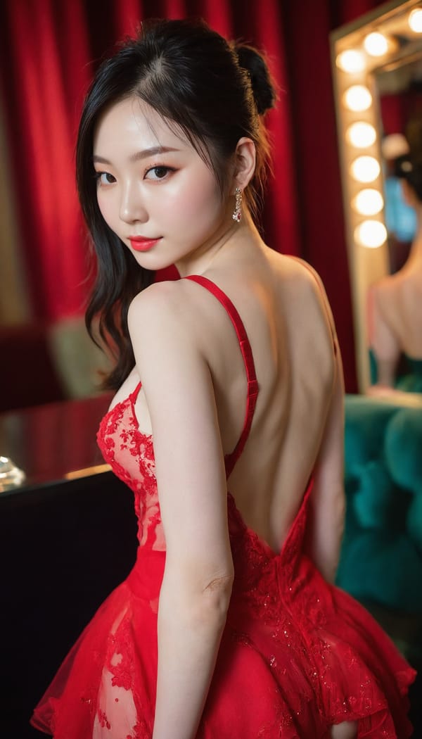 Tags: 21872187, SDXL
{"3": {"inputs": {"seed": 803668872971398, "steps": 32, "cfg": 6.28, "sampler_name": "dpmpp_2m", "scheduler": "karras", "denoise": 1.0, "model": ["27", 0], "positive": ["6", 0], "negative": ["7", 0], "latent_image": ["5", 0]}, "class_type": "KSampler"}, "4": {"inputs": {"ckpt_name": "juggernautxl.safetensors"}, "class_type": "CheckpointLoaderSimple"}, "5": {"inputs": {"width": 768, "height": 1344, "batch_size": 1}, "class_type": "EmptyLatentImage"}, "6": {"inputs": {"text": "23 year old girl, (irish:0.96), (taiwanese:1.02), (slim:1.04), (idol:1.01), (pale skin:1.03), (sexy lips:1.00), (eyelashes:0.97), (detailed face:1.12), (blush:0.98), (double eyelids:1.11), (cute:1.01), (seductive pose:1.10), (temptress:1.03), (beautiful eyes:0.98), (on all fours:1.08), (spreading ass cheeks:1.10), (from behind:0.95), (backboob:1.07), (wearing a low-cut red dress:1.03) at a ballroom, (soft lighting:1.09), (natural looking skin:1.08), (candid cinema:1.08), (detailed skin:1.02), (skin fuzz:1.09), (portra:1.09), (film:1.06), (RAW:1.05)", "clip": ["27", 1]}, "class_type": "CLIPTextEncode"}, "7": {"inputs": {"text": "(low resolution:1.05), (twisted:1.14), (distorted:1.13), (watermark:1.14), (open mouth:1.10), (worst quality:1.10), (bad hands:1.08)", "clip": ["27", 1]}, "class_type": "CLIPTextEncode"}, "8": {"inputs": {"samples": ["3", 0], "vae": ["4", 2]}, "class_type": "VAEDecode"}, "25": {"inputs": {"lora_name": "nudify_xl.safetensors", "strength_model": 0.06, "strength_clip": 0.28, "model": ["4", 0], "clip": ["4", 1]}, "class_type": "LoraLoader"}, "26": {"inputs": {"lora_name": "shirtlift_SDXL_v2.safetensors", "strength_model": 0.07, "strength_clip": 0.08, "model": ["25", 0], "clip": ["25", 1]}, "class_type": "LoraLoader"}, "27": {"inputs": {"lora_name": "PerfectEyesXL.safetensors", "strength_model": 0.01, "strength_clip": 0.06, "model": ["26", 0], "clip": ["26", 1]}, "class_type": "LoraLoader"}, "30": {"inputs": {"model_name": "4x_NMKD-Superscale-SP_178000_G.pth"}, "class_type": "UpscaleModelLoader"}, "31": {"inputs": {"upscale_model": ["30", 0], "image": ["8", 0]}, "class_type": "ImageUpscaleWithModel"}, "32": {"inputs": {"upscale_method": "lanczos", "scale_by": 0.5, "image": ["31", 0]}, "class_type": "ImageScaleBy"}, "33": {"inputs": {"pixels": ["32", 0], "vae": ["4", 2]}, "class_type": "VAEEncode"}, "34": {"inputs": {"seed": 803668872971398, "steps": 32, "cfg": 6.28, "sampler_name": "dpmpp_2m", "scheduler": "karras", "denoise": 0.3, "model": ["27", 0], "positive": ["6", 0], "negative": ["7", 0], "latent_image": ["33", 0]}, "class_type": "KSampler"}, "36": {"inputs": {"samples": ["34", 0], "vae": ["4", 2]}, "class_type": "VAEDecode"}, "39": {"inputs": {"filename_prefix": "comfyapi-1727064153054", "images": ["36", 0]}, "class_type": "SaveImage"}}