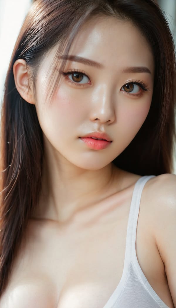 Tags: 21872187, SDXL
{"3": {"inputs": {"seed": 861572477353264, "steps": 64, "cfg": 6.91, "sampler_name": "dpmpp_2m", "scheduler": "karras", "denoise": 1.0, "model": ["27", 0], "positive": ["6", 0], "negative": ["7", 0], "latent_image": ["5", 0]}, "class_type": "KSampler"}, "4": {"inputs": {"ckpt_name": "juggernautxl.safetensors"}, "class_type": "CheckpointLoaderSimple"}, "5": {"inputs": {"width": 768, "height": 1344, "batch_size": 1}, "class_type": "EmptyLatentImage"}, "6": {"inputs": {"text": "25 year old girl, (korean:0.96), (pale skin:1.10), (beautiful eyes:1.02), (cute:1.02), (seductive pose:0.98), (double eyelids:1.08), (temptress:1.11), (idol:1.01), (sexy lips:0.95), (slim:1.05), (blush:1.13), (seductive facial expression:1.03), (detailed face:1.08), (eyelashes:1.07), (in a seductive pose:1.10), (large perky breasts:1.09), (cleavage:1.11), (thigh gap:1.11), (white tanktop:1.06), busy street, (portra:1.06), (RAW:1.00), (detailed skin:1.02), (textured skin:1.01), (natural looking skin:1.03), (soft lighting:1.04), (skin fuzz:1.02), (candid cinema:1.08), (film:1.06)", "clip": ["27", 1]}, "class_type": "CLIPTextEncode"}, "7": {"inputs": {"text": "(bad hands:1.12), (low resolution:1.10), (twisted:1.07), (watermark:1.11), (open mouth:1.07), (distorted:1.12), (worst quality:1.08)", "clip": ["27", 1]}, "class_type": "CLIPTextEncode"}, "8": {"inputs": {"samples": ["3", 0], "vae": ["4", 2]}, "class_type": "VAEDecode"}, "25": {"inputs": {"lora_name": "nudify_xl.safetensors", "strength_model": 0.21, "strength_clip": 0.35, "model": ["4", 0], "clip": ["4", 1]}, "class_type": "LoraLoader"}, "26": {"inputs": {"lora_name": "shirtlift_SDXL_v2.safetensors", "strength_model": 0.07, "strength_clip": 0.01, "model": ["25", 0], "clip": ["25", 1]}, "class_type": "LoraLoader"}, "27": {"inputs": {"lora_name": "PerfectEyesXL.safetensors", "strength_model": 0.16, "strength_clip": 0.0, "model": ["26", 0], "clip": ["26", 1]}, "class_type": "LoraLoader"}, "30": {"inputs": {"model_name": "4x_NMKD-Superscale-SP_178000_G.pth"}, "class_type": "UpscaleModelLoader"}, "31": {"inputs": {"upscale_model": ["30", 0], "image": ["8", 0]}, "class_type": "ImageUpscaleWithModel"}, "32": {"inputs": {"upscale_method": "lanczos", "scale_by": 0.5, "image": ["31", 0]}, "class_type": "ImageScaleBy"}, "33": {"inputs": {"pixels": ["32", 0], "vae": ["4", 2]}, "class_type": "VAEEncode"}, "34": {"inputs": {"seed": 861572477353264, "steps": 64, "cfg": 6.91, "sampler_name": "dpmpp_2m", "scheduler": "karras", "denoise": 0.3, "model": ["27", 0], "positive": ["6", 0], "negative": ["7", 0], "latent_image": ["33", 0]}, "class_type": "KSampler"}, "36": {"inputs": {"samples": ["34", 0], "vae": ["4", 2]}, "class_type": "VAEDecode"}, "39": {"inputs": {"filename_prefix": "comfyapi-1714140710923", "images": ["36", 0]}, "class_type": "SaveImage"}}