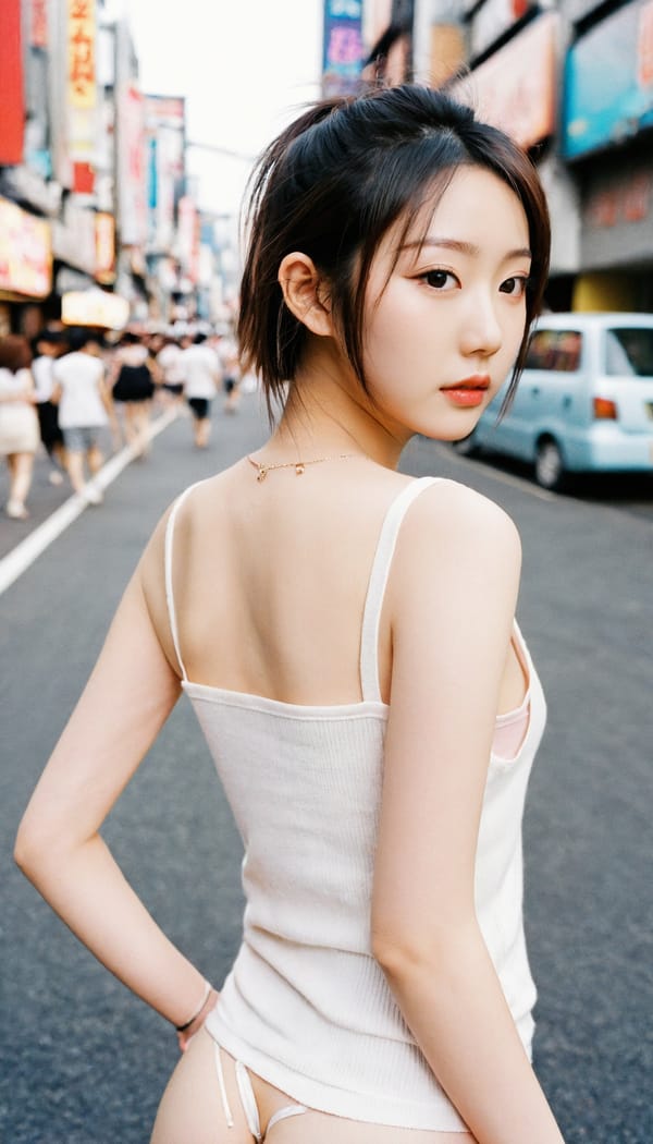 Tags: 21872187, SDXL
{"3": {"inputs": {"seed": 315673714760211, "steps": 32, "cfg": 7.19, "sampler_name": "dpmpp_2m", "scheduler": "karras", "denoise": 1.0, "model": ["27", 0], "positive": ["6", 0], "negative": ["7", 0], "latent_image": ["5", 0]}, "class_type": "KSampler"}, "4": {"inputs": {"ckpt_name": "leosamsHelloworldSDXL_helloworldSDXL32DPO.safetensors"}, "class_type": "CheckpointLoaderSimple"}, "5": {"inputs": {"width": 768, "height": 1344, "batch_size": 1}, "class_type": "EmptyLatentImage"}, "6": {"inputs": {"text": "26 year old girl, (japanese:1.11), (korean:0.99), (pale skin:1.05), (double eyelids:1.06), (beautiful eyes:0.96), (detailed face:1.04), (idol:1.08), (blush:1.13), (eyelashes:0.98), (sexy lips:1.00), (seductive pose:1.00), (perky ass:1.00), (exposed ass:0.95), (looking back:1.09), (sexy ass:0.99), (thigh gap:0.97), (white tanktop:1.03), busy street, (candid cinema:1.08), (detailed skin:1.03), (textured skin:1.01), (film:1.01), (natural looking skin:1.00), (skin fuzz:1.09), (soft lighting:1.04), (portra:1.08), (RAW:1.03)", "clip": ["27", 1]}, "class_type": "CLIPTextEncode"}, "7": {"inputs": {"text": "(watermark:1.09), (worst quality:1.09), (distorted:1.11), (twisted:1.11), (low resolution:1.09), (bad hands:1.12), (open mouth:1.08)", "clip": ["27", 1]}, "class_type": "CLIPTextEncode"}, "8": {"inputs": {"samples": ["3", 0], "vae": ["4", 2]}, "class_type": "VAEDecode"}, "25": {"inputs": {"lora_name": "nudify_xl.safetensors", "strength_model": 0.06, "strength_clip": 0.3, "model": ["4", 0], "clip": ["4", 1]}, "class_type": "LoraLoader"}, "26": {"inputs": {"lora_name": "shirtlift_SDXL_v2.safetensors", "strength_model": 0.05, "strength_clip": 0.09, "model": ["25", 0], "clip": ["25", 1]}, "class_type": "LoraLoader"}, "27": {"inputs": {"lora_name": "PerfectEyesXL.safetensors", "strength_model": 0.17, "strength_clip": 0.0, "model": ["26", 0], "clip": ["26", 1]}, "class_type": "LoraLoader"}, "30": {"inputs": {"model_name": "4x_NMKD-Superscale-SP_178000_G.pth"}, "class_type": "UpscaleModelLoader"}, "31": {"inputs": {"upscale_model": ["30", 0], "image": ["8", 0]}, "class_type": "ImageUpscaleWithModel"}, "32": {"inputs": {"upscale_method": "lanczos", "scale_by": 0.5, "image": ["31", 0]}, "class_type": "ImageScaleBy"}, "33": {"inputs": {"pixels": ["32", 0], "vae": ["4", 2]}, "class_type": "VAEEncode"}, "34": {"inputs": {"seed": 315673714760211, "steps": 32, "cfg": 7.19, "sampler_name": "dpmpp_2m", "scheduler": "karras", "denoise": 0.3, "model": ["27", 0], "positive": ["6", 0], "negative": ["7", 0], "latent_image": ["33", 0]}, "class_type": "KSampler"}, "36": {"inputs": {"samples": ["34", 0], "vae": ["4", 2]}, "class_type": "VAEDecode"}, "39": {"inputs": {"filename_prefix": "comfyapi-1707328685185", "images": ["36", 0]}, "class_type": "SaveImage"}}