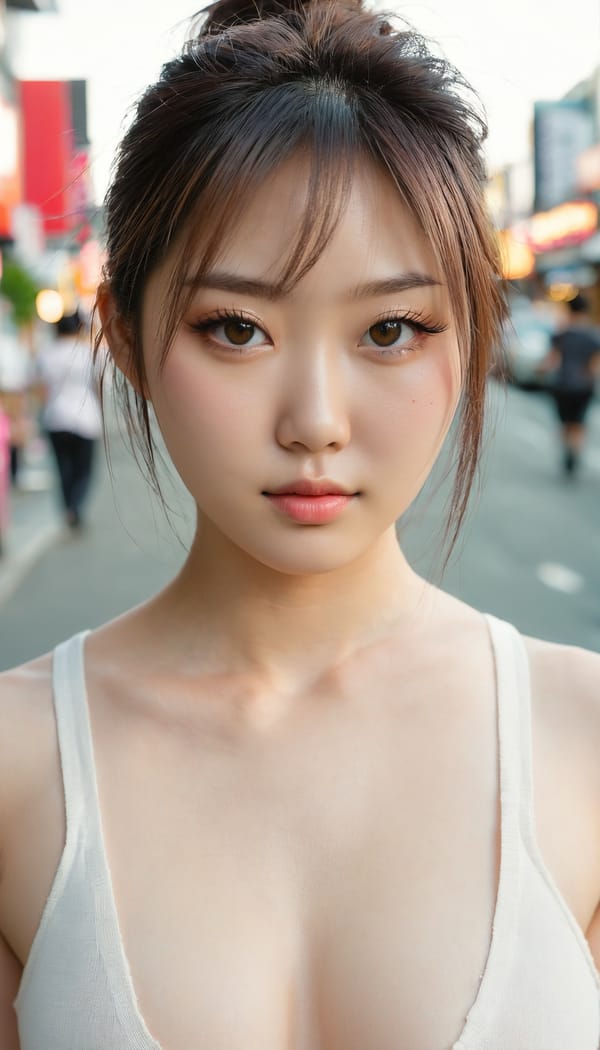 Tags: 21872187, SDXL
{"3": {"inputs": {"seed": 725609711190187, "steps": 64, "cfg": 7.33, "sampler_name": "dpmpp_2m", "scheduler": "karras", "denoise": 1.0, "model": ["27", 0], "positive": ["6", 0], "negative": ["7", 0], "latent_image": ["5", 0]}, "class_type": "KSampler"}, "4": {"inputs": {"ckpt_name": "juggernautxl.safetensors"}, "class_type": "CheckpointLoaderSimple"}, "5": {"inputs": {"width": 768, "height": 1344, "batch_size": 1}, "class_type": "EmptyLatentImage"}, "6": {"inputs": {"text": "23 year old girl, (irish:1.06), (japanese:1.13), (korean:1.09), (temptress:1.14), (seductive facial expression:1.07), (beautiful eyes:1.14), (slim:0.95), (eyelashes:1.03), (seductive pose:0.98), (pale skin:1.07), (double eyelids:1.06), (idol:1.02), (blush:0.97), (detailed face:0.98), (sexy lips:0.97), (cute:1.11), (perky ass:1.03), (exposed ass:0.98), (looking back:1.09), (sexy ass:1.08), (thigh gap:1.07), (white tanktop:0.98), busy street, (textured skin:1.00), (skin fuzz:1.09), (natural looking skin:1.06), (detailed skin:1.04), (candid cinema:1.07), (soft lighting:1.08), (RAW:1.01), (portra:1.08), (film:1.07)", "clip": ["27", 1]}, "class_type": "CLIPTextEncode"}, "7": {"inputs": {"text": "(low resolution:1.10), (open mouth:1.14), (bad hands:1.10), (watermark:1.11), (twisted:1.13), (distorted:1.08), (worst quality:1.09)", "clip": ["27", 1]}, "class_type": "CLIPTextEncode"}, "8": {"inputs": {"samples": ["3", 0], "vae": ["4", 2]}, "class_type": "VAEDecode"}, "25": {"inputs": {"lora_name": "nudify_xl.safetensors", "strength_model": 0.1, "strength_clip": 0.23, "model": ["4", 0], "clip": ["4", 1]}, "class_type": "LoraLoader"}, "26": {"inputs": {"lora_name": "shirtlift_SDXL_v2.safetensors", "strength_model": 0.03, "strength_clip": 0.19, "model": ["25", 0], "clip": ["25", 1]}, "class_type": "LoraLoader"}, "27": {"inputs": {"lora_name": "PerfectEyesXL.safetensors", "strength_model": 0.18, "strength_clip": 0.13, "model": ["26", 0], "clip": ["26", 1]}, "class_type": "LoraLoader"}, "30": {"inputs": {"model_name": "4x_NMKD-Superscale-SP_178000_G.pth"}, "class_type": "UpscaleModelLoader"}, "31": {"inputs": {"upscale_model": ["30", 0], "image": ["8", 0]}, "class_type": "ImageUpscaleWithModel"}, "32": {"inputs": {"upscale_method": "lanczos", "scale_by": 0.5, "image": ["31", 0]}, "class_type": "ImageScaleBy"}, "33": {"inputs": {"pixels": ["32", 0], "vae": ["4", 2]}, "class_type": "VAEEncode"}, "34": {"inputs": {"seed": 725609711190187, "steps": 64, "cfg": 7.33, "sampler_name": "dpmpp_2m", "scheduler": "karras", "denoise": 0.3, "model": ["27", 0], "positive": ["6", 0], "negative": ["7", 0], "latent_image": ["33", 0]}, "class_type": "KSampler"}, "36": {"inputs": {"samples": ["34", 0], "vae": ["4", 2]}, "class_type": "VAEDecode"}, "39": {"inputs": {"filename_prefix": "comfyapi-1725304531106", "images": ["36", 0]}, "class_type": "SaveImage"}}