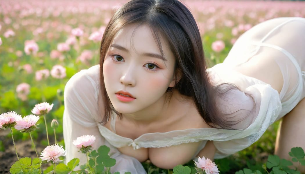 Tags: 21872187, SDXL
{"3": {"inputs": {"seed": 833849992911945, "steps": 64, "cfg": 7.58, "sampler_name": "dpmpp_2m", "scheduler": "karras", "denoise": 1.0, "model": ["27", 0], "positive": ["6", 0], "negative": ["7", 0], "latent_image": ["5", 0]}, "class_type": "KSampler"}, "4": {"inputs": {"ckpt_name": "leosamsHelloworldSDXL_helloworldSDXL32DPO.safetensors"}, "class_type": "CheckpointLoaderSimple"}, "5": {"inputs": {"width": 1344, "height": 768, "batch_size": 1}, "class_type": "EmptyLatentImage"}, "6": {"inputs": {"text": "19 year old girl, (irish:1.11), (korean:1.12), (double eyelids:1.01), (slim:0.98), (detailed face:1.13), (blush:1.03), (cute:0.96), (pale skin:0.98), (temptress:1.06), (sexy lips:1.10), (idol:1.10), (seductive facial expression:1.11), (seductive pose:0.98), (eyelashes:1.02), (beautiful eyes:0.98), (on all fours:1.13), (spreading ass cheeks:1.02), (from behind:1.08), (backboob:0.97), wearing (translucent clothes:1.13) on a flower field, (detailed skin:1.00), (soft lighting:1.04), (RAW:1.00), (natural looking skin:1.06), (candid cinema:1.04), (textured skin:1.01), (skin fuzz:1.03), (portra:1.00), (film:1.08)", "clip": ["27", 1]}, "class_type": "CLIPTextEncode"}, "7": {"inputs": {"text": "(low resolution:1.10), (twisted:1.07), (bad hands:1.08), (distorted:1.14), (watermark:1.08), (worst quality:1.08), (open mouth:1.09)", "clip": ["27", 1]}, "class_type": "CLIPTextEncode"}, "8": {"inputs": {"samples": ["3", 0], "vae": ["4", 2]}, "class_type": "VAEDecode"}, "25": {"inputs": {"lora_name": "nudify_xl.safetensors", "strength_model": 0.1, "strength_clip": 0.11, "model": ["4", 0], "clip": ["4", 1]}, "class_type": "LoraLoader"}, "26": {"inputs": {"lora_name": "shirtlift_SDXL_v2.safetensors", "strength_model": 0.14, "strength_clip": 0.09, "model": ["25", 0], "clip": ["25", 1]}, "class_type": "LoraLoader"}, "27": {"inputs": {"lora_name": "PerfectEyesXL.safetensors", "strength_model": 0.17, "strength_clip": 0.07, "model": ["26", 0], "clip": ["26", 1]}, "class_type": "LoraLoader"}, "30": {"inputs": {"model_name": "4x_NMKD-Superscale-SP_178000_G.pth"}, "class_type": "UpscaleModelLoader"}, "31": {"inputs": {"upscale_model": ["30", 0], "image": ["8", 0]}, "class_type": "ImageUpscaleWithModel"}, "32": {"inputs": {"upscale_method": "lanczos", "scale_by": 0.5, "image": ["31", 0]}, "class_type": "ImageScaleBy"}, "33": {"inputs": {"pixels": ["32", 0], "vae": ["4", 2]}, "class_type": "VAEEncode"}, "34": {"inputs": {"seed": 833849992911945, "steps": 64, "cfg": 7.58, "sampler_name": "dpmpp_2m", "scheduler": "karras", "denoise": 0.3, "model": ["27", 0], "positive": ["6", 0], "negative": ["7", 0], "latent_image": ["33", 0]}, "class_type": "KSampler"}, "36": {"inputs": {"samples": ["34", 0], "vae": ["4", 2]}, "class_type": "VAEDecode"}, "39": {"inputs": {"filename_prefix": "comfyapi-1707399980937", "images": ["36", 0]}, "class_type": "SaveImage"}}