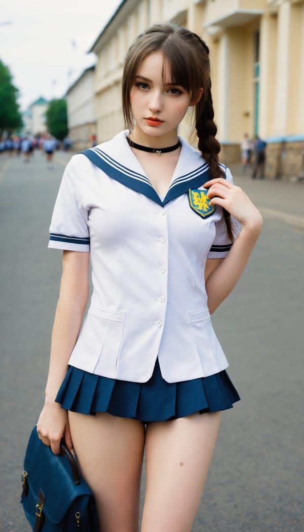 Tags: 21872187, SDXL
{"3": {"inputs": {"seed": 284996777611572, "steps": 64, "cfg": 6.78, "sampler_name": "dpmpp_2m", "scheduler": "karras", "denoise": 1.0, "model": ["27", 0], "positive": ["6", 0], "negative": ["7", 0], "latent_image": ["5", 0]}, "class_type": "KSampler"}, "4": {"inputs": {"ckpt_name": "helloworldxl.safetensors"}, "class_type": "CheckpointLoaderSimple"}, "5": {"inputs": {"width": 768, "height": 1344, "batch_size": 1}, "class_type": "EmptyLatentImage"}, "6": {"inputs": {"text": "18 year old girl, (ukrainian:0.96), (blush:1.07), (slim:1.02), (cute:1.01), (temptress:1.03), (detailed face:1.07), (seductive facial expression:1.00), (pale skin:1.00), (sexy lips:1.08), (idol:1.03), (double eyelids:0.98), (eyelashes:1.06), (seductive pose:1.08), (in a seductive pose:1.00), (large perky breasts:0.99), (cleavage:1.09), (thigh gap:1.03), (school uniform:1.14), choker, busy street, (candid cinema:1.06), (skin fuzz:1.05), (natural looking skin:1.04), (film:1.08), (textured skin:1.02), (portra:1.09), (soft lighting:1.06), (detailed skin:1.03), (RAW:1.03)", "clip": ["27", 1]}, "class_type": "CLIPTextEncode"}, "7": {"inputs": {"text": "(twisted:1.09), (worst quality:1.09), (low resolution:1.05), (distorted:1.07), (bad hands:1.07), (open mouth:1.10), (watermark:1.12)", "clip": ["27", 1]}, "class_type": "CLIPTextEncode"}, "8": {"inputs": {"samples": ["3", 0], "vae": ["4", 2]}, "class_type": "VAEDecode"}, "25": {"inputs": {"lora_name": "nudify_xl.safetensors", "strength_model": 0.17, "strength_clip": 0.2, "model": ["4", 0], "clip": ["4", 1]}, "class_type": "LoraLoader"}, "26": {"inputs": {"lora_name": "shirtlift_SDXL_v2.safetensors", "strength_model": 0.16, "strength_clip": 0.14, "model": ["25", 0], "clip": ["25", 1]}, "class_type": "LoraLoader"}, "27": {"inputs": {"lora_name": "PerfectEyesXL.safetensors", "strength_model": 0.15, "strength_clip": 0.05, "model": ["26", 0], "clip": ["26", 1]}, "class_type": "LoraLoader"}, "30": {"inputs": {"model_name": "4x_NMKD-Superscale-SP_178000_G.pth"}, "class_type": "UpscaleModelLoader"}, "31": {"inputs": {"upscale_model": ["30", 0], "image": ["8", 0]}, "class_type": "ImageUpscaleWithModel"}, "32": {"inputs": {"upscale_method": "lanczos", "scale_by": 0.5, "image": ["31", 0]}, "class_type": "ImageScaleBy"}, "33": {"inputs": {"pixels": ["32", 0], "vae": ["4", 2]}, "class_type": "VAEEncode"}, "34": {"inputs": {"seed": 284996777611572, "steps": 64, "cfg": 6.78, "sampler_name": "dpmpp_2m", "scheduler": "karras", "denoise": 0.3, "model": ["27", 0], "positive": ["6", 0], "negative": ["7", 0], "latent_image": ["33", 0]}, "class_type": "KSampler"}, "36": {"inputs": {"samples": ["34", 0], "vae": ["4", 2]}, "class_type": "VAEDecode"}, "39": {"inputs": {"filename_prefix": "comfyapi-1717444171353", "images": ["36", 0]}, "class_type": "SaveImage"}}