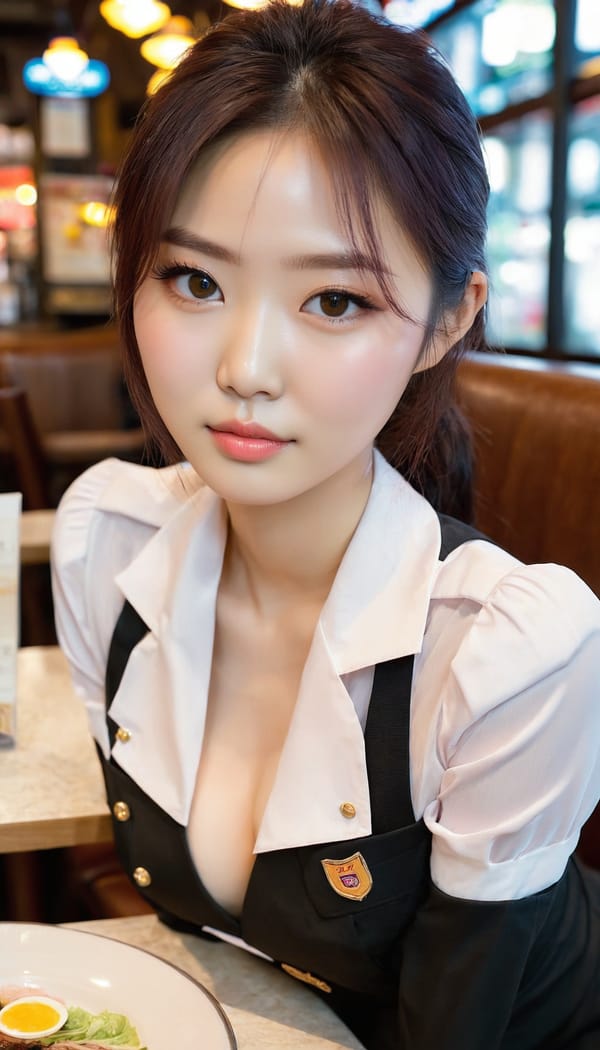 Tags: 21872187, SDXL
{"3": {"inputs": {"seed": 802740699520443, "steps": 32, "cfg": 7.67, "sampler_name": "dpmpp_2m", "scheduler": "karras", "denoise": 1.0, "model": ["27", 0], "positive": ["6", 0], "negative": ["7", 0], "latent_image": ["5", 0]}, "class_type": "KSampler"}, "4": {"inputs": {"ckpt_name": "juggernautxl.safetensors"}, "class_type": "CheckpointLoaderSimple"}, "5": {"inputs": {"width": 768, "height": 1344, "batch_size": 1}, "class_type": "EmptyLatentImage"}, "6": {"inputs": {"text": "27 year old girl, (korean:1.13), (seductive facial expression:0.96), (idol:1.14), (temptress:1.13), (cute:1.14), (seductive pose:1.02), (eyelashes:1.09), (blush:1.11), (detailed face:1.05), (sexy lips:1.02), (double eyelids:0.96), (beautiful eyes:1.04), (slim:0.99), (pale skin:1.13), (in a seductive pose:1.11), (large perky breasts:0.95), (cleavage:1.03), (thigh gap:1.00), (a waitress in uniform:1.10) working at a restaurant, (portra:1.02), (textured skin:1.01), (RAW:1.04), (candid cinema:1.04), (detailed skin:1.01), (film:1.07), (soft lighting:1.01), (skin fuzz:1.07), (natural looking skin:1.06)", "clip": ["27", 1]}, "class_type": "CLIPTextEncode"}, "7": {"inputs": {"text": "(open mouth:1.14), (distorted:1.06), (worst quality:1.14), (bad hands:1.05), (twisted:1.12), (low resolution:1.06), (watermark:1.07)", "clip": ["27", 1]}, "class_type": "CLIPTextEncode"}, "8": {"inputs": {"samples": ["3", 0], "vae": ["4", 2]}, "class_type": "VAEDecode"}, "25": {"inputs": {"lora_name": "nudify_xl.safetensors", "strength_model": 0.05, "strength_clip": 0.37, "model": ["4", 0], "clip": ["4", 1]}, "class_type": "LoraLoader"}, "26": {"inputs": {"lora_name": "shirtlift_SDXL_v2.safetensors", "strength_model": 0.03, "strength_clip": 0.09, "model": ["25", 0], "clip": ["25", 1]}, "class_type": "LoraLoader"}, "27": {"inputs": {"lora_name": "PerfectEyesXL.safetensors", "strength_model": 0.13, "strength_clip": 0.01, "model": ["26", 0], "clip": ["26", 1]}, "class_type": "LoraLoader"}, "30": {"inputs": {"model_name": "4x_NMKD-Superscale-SP_178000_G.pth"}, "class_type": "UpscaleModelLoader"}, "31": {"inputs": {"upscale_model": ["30", 0], "image": ["8", 0]}, "class_type": "ImageUpscaleWithModel"}, "32": {"inputs": {"upscale_method": "lanczos", "scale_by": 0.5, "image": ["31", 0]}, "class_type": "ImageScaleBy"}, "33": {"inputs": {"pixels": ["32", 0], "vae": ["4", 2]}, "class_type": "VAEEncode"}, "34": {"inputs": {"seed": 802740699520443, "steps": 32, "cfg": 7.67, "sampler_name": "dpmpp_2m", "scheduler": "karras", "denoise": 0.3, "model": ["27", 0], "positive": ["6", 0], "negative": ["7", 0], "latent_image": ["33", 0]}, "class_type": "KSampler"}, "36": {"inputs": {"samples": ["34", 0], "vae": ["4", 2]}, "class_type": "VAEDecode"}, "39": {"inputs": {"filename_prefix": "comfyapi-1714943783024", "images": ["36", 0]}, "class_type": "SaveImage"}}