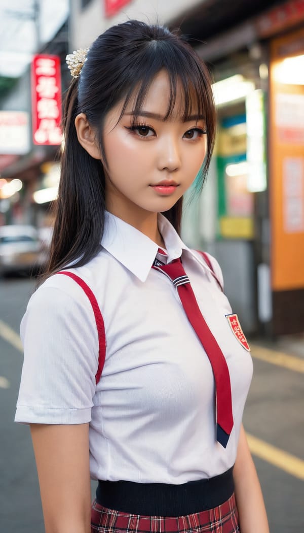 Tags: 21872187, SDXL
{"3": {"inputs": {"seed": 292530983825050, "steps": 64, "cfg": 6.52, "sampler_name": "dpmpp_2m", "scheduler": "karras", "denoise": 1.0, "model": ["27", 0], "positive": ["6", 0], "negative": ["7", 0], "latent_image": ["5", 0]}, "class_type": "KSampler"}, "4": {"inputs": {"ckpt_name": "juggernautxl.safetensors"}, "class_type": "CheckpointLoaderSimple"}, "5": {"inputs": {"width": 768, "height": 1344, "batch_size": 1}, "class_type": "EmptyLatentImage"}, "6": {"inputs": {"text": "19 year old girl, (taiwanese:0.97), (blush:1.03), (sexy lips:1.00), (detailed face:1.14), (eyelashes:1.14), (temptress:1.00), (double eyelids:1.03), (slim:0.95), (beautiful eyes:1.09), (idol:0.96), (seductive pose:1.14), (perky ass:1.11), (exposed ass:1.07), (looking back:0.96), (sexy ass:1.13), (thigh gap:0.97), (school uniform:1.04), choker, busy street, (textured skin:1.08), (detailed skin:1.07), (skin fuzz:1.06), (soft lighting:1.01), (RAW:1.00), (natural looking skin:1.08), (film:1.01), (candid cinema:1.01)", "clip": ["27", 1]}, "class_type": "CLIPTextEncode"}, "7": {"inputs": {"text": "(low resolution:1.07), (open mouth:1.13), (worst quality:1.10), (distorted:1.06), (bad hands:1.07), (twisted:1.12), (watermark:1.10)", "clip": ["27", 1]}, "class_type": "CLIPTextEncode"}, "8": {"inputs": {"samples": ["3", 0], "vae": ["4", 2]}, "class_type": "VAEDecode"}, "25": {"inputs": {"lora_name": "nudify_xl.safetensors", "strength_model": 0.04, "strength_clip": 0.18, "model": ["4", 0], "clip": ["4", 1]}, "class_type": "LoraLoader"}, "26": {"inputs": {"lora_name": "shirtlift_SDXL_v2.safetensors", "strength_model": 0.0, "strength_clip": 0.13, "model": ["25", 0], "clip": ["25", 1]}, "class_type": "LoraLoader"}, "27": {"inputs": {"lora_name": "PerfectEyesXL.safetensors", "strength_model": 0.1, "strength_clip": 0.14, "model": ["26", 0], "clip": ["26", 1]}, "class_type": "LoraLoader"}, "30": {"inputs": {"model_name": "4x_NMKD-Superscale-SP_178000_G.pth"}, "class_type": "UpscaleModelLoader"}, "31": {"inputs": {"upscale_model": ["30", 0], "image": ["8", 0]}, "class_type": "ImageUpscaleWithModel"}, "32": {"inputs": {"upscale_method": "lanczos", "scale_by": 0.5, "image": ["31", 0]}, "class_type": "ImageScaleBy"}, "33": {"inputs": {"pixels": ["32", 0], "vae": ["4", 2]}, "class_type": "VAEEncode"}, "34": {"inputs": {"seed": 292530983825050, "steps": 64, "cfg": 6.52, "sampler_name": "dpmpp_2m", "scheduler": "karras", "denoise": 0.3, "model": ["27", 0], "positive": ["6", 0], "negative": ["7", 0], "latent_image": ["33", 0]}, "class_type": "KSampler"}, "36": {"inputs": {"samples": ["34", 0], "vae": ["4", 2]}, "class_type": "VAEDecode"}, "39": {"inputs": {"filename_prefix": "comfyapi-1732968136025", "images": ["36", 0]}, "class_type": "SaveImage"}}