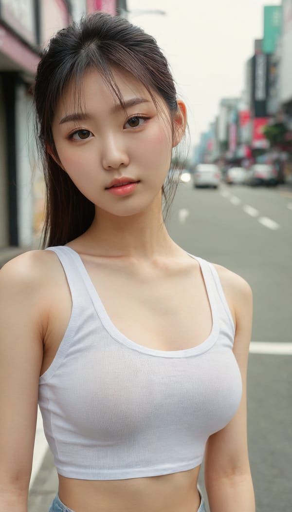 Tags: 21872187, SDXL
{"3": {"inputs": {"seed": 791452932489885, "steps": 32, "cfg": 5.28, "sampler_name": "dpmpp_2m", "scheduler": "karras", "denoise": 1.0, "model": ["27", 0], "positive": ["6", 0], "negative": ["7", 0], "latent_image": ["5", 0]}, "class_type": "KSampler"}, "4": {"inputs": {"ckpt_name": "juggernautxl.safetensors"}, "class_type": "CheckpointLoaderSimple"}, "5": {"inputs": {"width": 768, "height": 1344, "batch_size": 1}, "class_type": "EmptyLatentImage"}, "6": {"inputs": {"text": "23 year old girl, (korean:1.11), (japanese:1.05), (detailed face:0.98), (temptress:1.07), (double eyelids:0.95), (seductive pose:1.11), (seductive facial expression:1.06), (beautiful eyes:1.05), (slim:1.03), (eyelashes:0.97), (pale skin:1.10), (blush:1.08), (sexy lips:0.98), (idol:0.97), (perky ass:1.05), (exposed ass:1.11), (looking back:0.95), (sexy ass:1.06), (thigh gap:1.12), (white tanktop:1.08), busy street, (candid cinema:1.00), (RAW:1.04), (textured skin:1.05), (skin fuzz:1.08), (film:1.04), (natural looking skin:1.06), (portra:1.00), (soft lighting:1.00), (detailed skin:1.07)", "clip": ["27", 1]}, "class_type": "CLIPTextEncode"}, "7": {"inputs": {"text": "(low resolution:1.11), (watermark:1.10), (bad hands:1.06), (worst quality:1.13), (twisted:1.14), (open mouth:1.13), (distorted:1.07)", "clip": ["27", 1]}, "class_type": "CLIPTextEncode"}, "8": {"inputs": {"samples": ["3", 0], "vae": ["4", 2]}, "class_type": "VAEDecode"}, "25": {"inputs": {"lora_name": "nudify_xl.safetensors", "strength_model": 0.36, "strength_clip": 0.25, "model": ["4", 0], "clip": ["4", 1]}, "class_type": "LoraLoader"}, "26": {"inputs": {"lora_name": "shirtlift_SDXL_v2.safetensors", "strength_model": 0.06, "strength_clip": 0.18, "model": ["25", 0], "clip": ["25", 1]}, "class_type": "LoraLoader"}, "27": {"inputs": {"lora_name": "PerfectEyesXL.safetensors", "strength_model": 0.14, "strength_clip": 0.13, "model": ["26", 0], "clip": ["26", 1]}, "class_type": "LoraLoader"}, "30": {"inputs": {"model_name": "4x_NMKD-Superscale-SP_178000_G.pth"}, "class_type": "UpscaleModelLoader"}, "31": {"inputs": {"upscale_model": ["30", 0], "image": ["8", 0]}, "class_type": "ImageUpscaleWithModel"}, "32": {"inputs": {"upscale_method": "lanczos", "scale_by": 0.5, "image": ["31", 0]}, "class_type": "ImageScaleBy"}, "33": {"inputs": {"pixels": ["32", 0], "vae": ["4", 2]}, "class_type": "VAEEncode"}, "34": {"inputs": {"seed": 791452932489885, "steps": 32, "cfg": 5.28, "sampler_name": "dpmpp_2m", "scheduler": "karras", "denoise": 0.3, "model": ["27", 0], "positive": ["6", 0], "negative": ["7", 0], "latent_image": ["33", 0]}, "class_type": "KSampler"}, "36": {"inputs": {"samples": ["34", 0], "vae": ["4", 2]}, "class_type": "VAEDecode"}, "39": {"inputs": {"filename_prefix": "comfyapi-1735376549747", "images": ["36", 0]}, "class_type": "SaveImage"}}