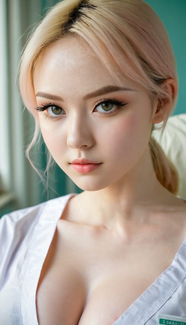 Tags: 21872187, SDXL
{"3": {"inputs": {"seed": 968158623631174, "steps": 32, "cfg": 7.68, "sampler_name": "dpmpp_2m", "scheduler": "karras", "denoise": 1.0, "model": ["27", 0], "positive": ["6", 0], "negative": ["7", 0], "latent_image": ["5", 0]}, "class_type": "KSampler"}, "4": {"inputs": {"ckpt_name": "juggernautxl.safetensors"}, "class_type": "CheckpointLoaderSimple"}, "5": {"inputs": {"width": 768, "height": 1344, "batch_size": 1}, "class_type": "EmptyLatentImage"}, "6": {"inputs": {"text": "23 year old girl, (blush:1.11), (cute:1.00), (sexy lips:1.03), (seductive facial expression:1.05), (seductive pose:1.14), (pale skin:1.03), (detailed face:1.05), (idol:1.01), (beautiful eyes:0.97), (eyelashes:1.08), (double eyelids:1.06), (slim:0.96), (temptress:1.03), (in a seductive pose:1.03), (large perky breasts:1.12), (cleavage:1.12), (thigh gap:1.02), (nurse in uniform:1.04) working in a hospital ward, (RAW:1.07), (soft lighting:1.09), (detailed skin:1.03), (candid cinema:1.01), (natural looking skin:1.05), (textured skin:1.09), (portra:1.05), (skin fuzz:1.00)", "clip": ["27", 1]}, "class_type": "CLIPTextEncode"}, "7": {"inputs": {"text": "(worst quality:1.09), (low resolution:1.06), (open mouth:1.08), (watermark:1.12), (bad hands:1.09), (twisted:1.13), (distorted:1.07)", "clip": ["27", 1]}, "class_type": "CLIPTextEncode"}, "8": {"inputs": {"samples": ["3", 0], "vae": ["4", 2]}, "class_type": "VAEDecode"}, "25": {"inputs": {"lora_name": "nudify_xl.safetensors", "strength_model": 0.19, "strength_clip": 0.2, "model": ["4", 0], "clip": ["4", 1]}, "class_type": "LoraLoader"}, "26": {"inputs": {"lora_name": "shirtlift_SDXL_v2.safetensors", "strength_model": 0.12, "strength_clip": 0.19, "model": ["25", 0], "clip": ["25", 1]}, "class_type": "LoraLoader"}, "27": {"inputs": {"lora_name": "PerfectEyesXL.safetensors", "strength_model": 0.15, "strength_clip": 0.09, "model": ["26", 0], "clip": ["26", 1]}, "class_type": "LoraLoader"}, "30": {"inputs": {"model_name": "4x_NMKD-Superscale-SP_178000_G.pth"}, "class_type": "UpscaleModelLoader"}, "31": {"inputs": {"upscale_model": ["30", 0], "image": ["8", 0]}, "class_type": "ImageUpscaleWithModel"}, "32": {"inputs": {"upscale_method": "lanczos", "scale_by": 0.5, "image": ["31", 0]}, "class_type": "ImageScaleBy"}, "33": {"inputs": {"pixels": ["32", 0], "vae": ["4", 2]}, "class_type": "VAEEncode"}, "34": {"inputs": {"seed": 968158623631174, "steps": 32, "cfg": 7.68, "sampler_name": "dpmpp_2m", "scheduler": "karras", "denoise": 0.3, "model": ["27", 0], "positive": ["6", 0], "negative": ["7", 0], "latent_image": ["33", 0]}, "class_type": "KSampler"}, "36": {"inputs": {"samples": ["34", 0], "vae": ["4", 2]}, "class_type": "VAEDecode"}, "39": {"inputs": {"filename_prefix": "comfyapi-1723710553857", "images": ["36", 0]}, "class_type": "SaveImage"}}