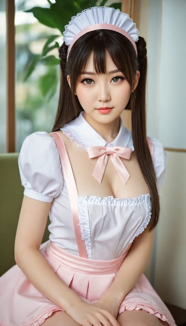 Tags: 21872187, SDXL
{"3": {"inputs": {"seed": 191107848673612, "steps": 32, "cfg": 7.21, "sampler_name": "dpmpp_2m", "scheduler": "karras", "denoise": 1.0, "model": ["27", 0], "positive": ["6", 0], "negative": ["7", 0], "latent_image": ["5", 0]}, "class_type": "KSampler"}, "4": {"inputs": {"ckpt_name": "juggernautXL_v8Rundiffusion.safetensors"}, "class_type": "CheckpointLoaderSimple"}, "5": {"inputs": {"width": 768, "height": 1344, "batch_size": 1}, "class_type": "EmptyLatentImage"}, "6": {"inputs": {"text": "27 year old girl, (japanese:1.11), (ukrainian:1.00), (russian:1.04), (sexy lips:0.99), (pale skin:1.05), (eyelashes:0.98), (temptress:0.98), (seductive facial expression:1.01), (idol:1.02), (detailed face:1.00), (slim:1.10), (double eyelids:0.99), (seductive pose:1.12), (blush:1.11), (cute:1.09), (beautiful eyes:1.14), (in a seductive pose:1.08), (large perky breasts:1.00), (cleavage:1.01), (thigh gap:1.04), in a (skimpy maid costume:1.11) working at a maid cafe, choker, bowtie, headband, pleated skirt, (detailed skin:1.00), (film:1.09), (skin fuzz:1.06), (natural looking skin:1.01), (candid cinema:1.05), (textured skin:1.04), (RAW:1.04), (soft lighting:1.04)", "clip": ["27", 1]}, "class_type": "CLIPTextEncode"}, "7": {"inputs": {"text": "(worst quality:1.11), (twisted:1.06), (watermark:1.07), (open mouth:1.12), (distorted:1.05), (low resolution:1.09), (bad hands:1.12)", "clip": ["27", 1]}, "class_type": "CLIPTextEncode"}, "8": {"inputs": {"samples": ["3", 0], "vae": ["4", 2]}, "class_type": "VAEDecode"}, "25": {"inputs": {"lora_name": "nudify_xl.safetensors", "strength_model": 0.15, "strength_clip": 0.0, "model": ["4", 0], "clip": ["4", 1]}, "class_type": "LoraLoader"}, "26": {"inputs": {"lora_name": "shirtlift_SDXL_v2.safetensors", "strength_model": 0.03, "strength_clip": 0.06, "model": ["25", 0], "clip": ["25", 1]}, "class_type": "LoraLoader"}, "27": {"inputs": {"lora_name": "PerfectEyesXL.safetensors", "strength_model": 0.04, "strength_clip": 0.18, "model": ["26", 0], "clip": ["26", 1]}, "class_type": "LoraLoader"}, "30": {"inputs": {"model_name": "4x_NMKD-Superscale-SP_178000_G.pth"}, "class_type": "UpscaleModelLoader"}, "31": {"inputs": {"upscale_model": ["30", 0], "image": ["8", 0]}, "class_type": "ImageUpscaleWithModel"}, "32": {"inputs": {"upscale_method": "lanczos", "scale_by": 0.5, "image": ["31", 0]}, "class_type": "ImageScaleBy"}, "33": {"inputs": {"pixels": ["32", 0], "vae": ["4", 2]}, "class_type": "VAEEncode"}, "34": {"inputs": {"seed": 191107848673612, "steps": 32, "cfg": 7.21, "sampler_name": "dpmpp_2m", "scheduler": "karras", "denoise": 0.3, "model": ["27", 0], "positive": ["6", 0], "negative": ["7", 0], "latent_image": ["33", 0]}, "class_type": "KSampler"}, "36": {"inputs": {"samples": ["34", 0], "vae": ["4", 2]}, "class_type": "VAEDecode"}, "39": {"inputs": {"filename_prefix": "comfyapi-1708250681740", "images": ["36", 0]}, "class_type": "SaveImage"}}