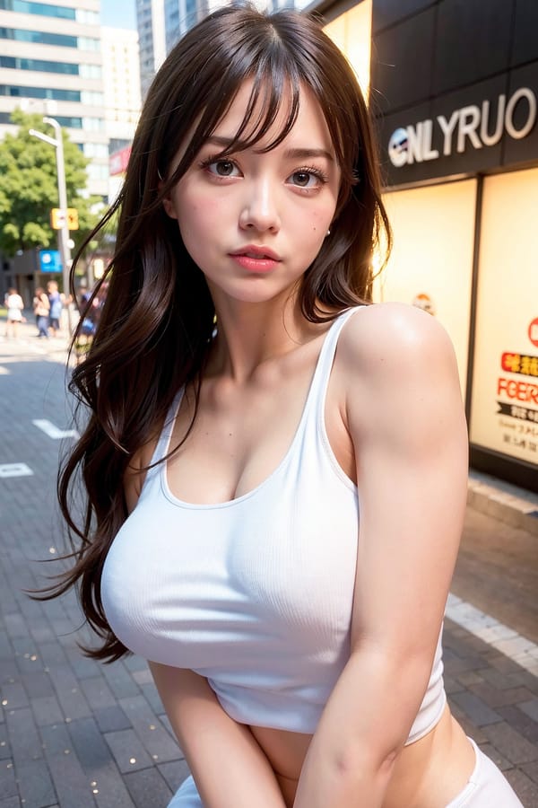 Tags: 21872187
<lora:JapaneseDollLikeness_v15:0.49>, (white tank top:1.00), (large breasts:1.11), busy street in urban city, (perky ass:0.98), (exposed ass:0.91), (looking back:0.93), <lora:Addams:0.22>, extremely detailed face, cute, (photorealistic:1.04), sexy lips, seductive smile, double eyelids, eyelashes, full body portrait, 4K, best quality, sharp, hyper realistic, (thigh gap:1.11), 1girl, (dramatic:1.08)
Negative prompt: drawings, sketches, paintings, black and white, disfigured, (worst quality:2.07)
Steps: 64, Sampler: DPM++ 2M Karras, CFG scale: 7.15, Seed: 3201637324, Size: 512x768, Model hash: fc2511737a, Model: chilloutmix_NiPrunedFp32Fix, Seed resize from: -1x-1, Denoising strength: 0.45, Version: v1.2.1, Hires upscale: 2.5, Hires steps: 16, Hires upscaler: ESRGAN_4x