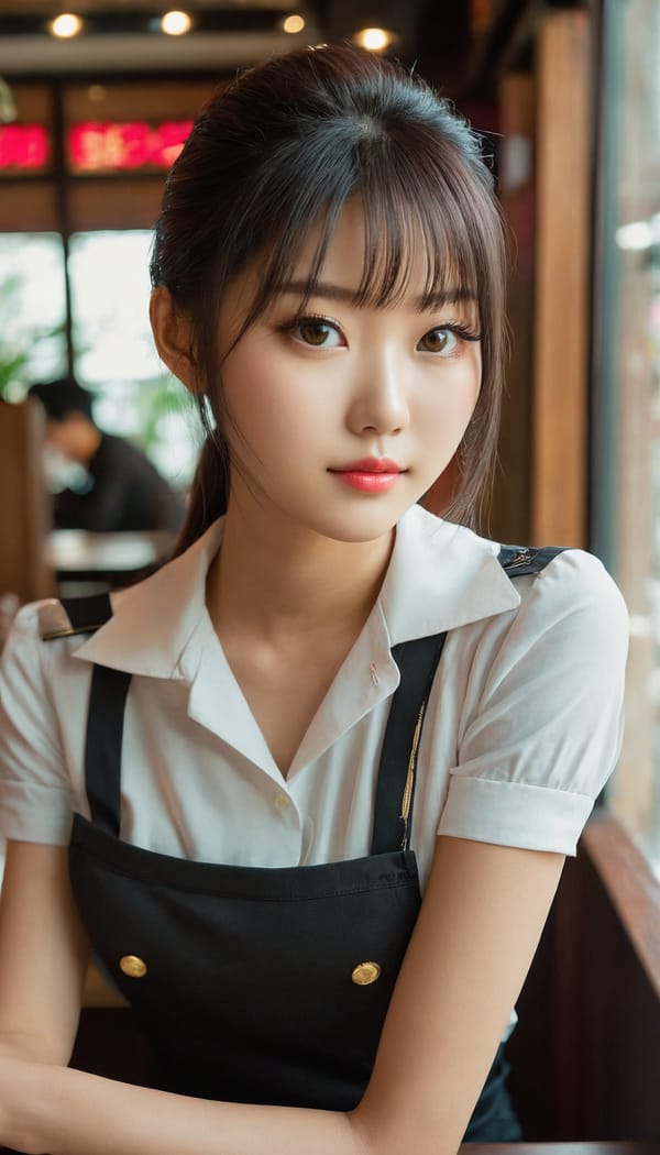 Tags: 21872187, SDXL
{"3": {"inputs": {"seed": 897826714330930, "steps": 32, "cfg": 5.04, "sampler_name": "dpmpp_2m", "scheduler": "karras", "denoise": 1.0, "model": ["27", 0], "positive": ["6", 0], "negative": ["7", 0], "latent_image": ["5", 0]}, "class_type": "KSampler"}, "4": {"inputs": {"ckpt_name": "juggernautxl.safetensors"}, "class_type": "CheckpointLoaderSimple"}, "5": {"inputs": {"width": 768, "height": 1344, "batch_size": 1}, "class_type": "EmptyLatentImage"}, "6": {"inputs": {"text": "22 year old girl, (japanese:1.02), (chinese:1.03), (detailed face:1.06), (sexy lips:1.01), (temptress:0.96), (slim:1.03), (seductive pose:0.99), (eyelashes:1.04), (beautiful eyes:1.13), (idol:1.09), (seductive facial expression:1.03), (cute:0.95), (double eyelids:0.97), (perky ass:1.11), (exposed ass:0.98), (looking back:1.01), (sexy ass:1.13), (thigh gap:1.12), (a waitress in uniform:1.04) working at a restaurant, (detailed skin:1.01), (soft lighting:1.03), (candid cinema:1.09), (textured skin:1.06), (skin fuzz:1.03), (RAW:1.01), (portra:1.07), (natural looking skin:1.08), (film:1.00)", "clip": ["27", 1]}, "class_type": "CLIPTextEncode"}, "7": {"inputs": {"text": "(low resolution:1.14), (bad hands:1.10), (worst quality:1.10), (open mouth:1.09), (distorted:1.13), (watermark:1.05), (twisted:1.14)", "clip": ["27", 1]}, "class_type": "CLIPTextEncode"}, "8": {"inputs": {"samples": ["3", 0], "vae": ["4", 2]}, "class_type": "VAEDecode"}, "25": {"inputs": {"lora_name": "nudify_xl.safetensors", "strength_model": 0.19, "strength_clip": 0.15, "model": ["4", 0], "clip": ["4", 1]}, "class_type": "LoraLoader"}, "26": {"inputs": {"lora_name": "shirtlift_SDXL_v2.safetensors", "strength_model": 0.02, "strength_clip": 0.15, "model": ["25", 0], "clip": ["25", 1]}, "class_type": "LoraLoader"}, "27": {"inputs": {"lora_name": "PerfectEyesXL.safetensors", "strength_model": 0.16, "strength_clip": 0.0, "model": ["26", 0], "clip": ["26", 1]}, "class_type": "LoraLoader"}, "30": {"inputs": {"model_name": "4x_NMKD-Superscale-SP_178000_G.pth"}, "class_type": "UpscaleModelLoader"}, "31": {"inputs": {"upscale_model": ["30", 0], "image": ["8", 0]}, "class_type": "ImageUpscaleWithModel"}, "32": {"inputs": {"upscale_method": "lanczos", "scale_by": 0.5, "image": ["31", 0]}, "class_type": "ImageScaleBy"}, "33": {"inputs": {"pixels": ["32", 0], "vae": ["4", 2]}, "class_type": "VAEEncode"}, "34": {"inputs": {"seed": 897826714330930, "steps": 32, "cfg": 5.04, "sampler_name": "dpmpp_2m", "scheduler": "karras", "denoise": 0.3, "model": ["27", 0], "positive": ["6", 0], "negative": ["7", 0], "latent_image": ["33", 0]}, "class_type": "KSampler"}, "36": {"inputs": {"samples": ["34", 0], "vae": ["4", 2]}, "class_type": "VAEDecode"}, "39": {"inputs": {"filename_prefix": "comfyapi-1714720644537", "images": ["36", 0]}, "class_type": "SaveImage"}}