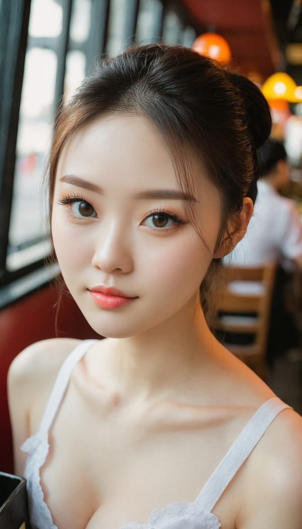 Tags: 21872187, SDXL
{"3": {"inputs": {"seed": 887351304260495, "steps": 64, "cfg": 5.98, "sampler_name": "dpmpp_2m", "scheduler": "karras", "denoise": 1.0, "model": ["27", 0], "positive": ["6", 0], "negative": ["7", 0], "latent_image": ["5", 0]}, "class_type": "KSampler"}, "4": {"inputs": {"ckpt_name": "juggernautxl.safetensors"}, "class_type": "CheckpointLoaderSimple"}, "5": {"inputs": {"width": 768, "height": 1344, "batch_size": 1}, "class_type": "EmptyLatentImage"}, "6": {"inputs": {"text": "22 year old girl, (chinese:1.03), (irish:0.98), (ukrainian:1.05), (slim:1.05), (double eyelids:1.13), (seductive facial expression:1.14), (cute:1.04), (beautiful eyes:1.01), (idol:1.02), (blush:1.03), (sexy lips:0.97), (seductive pose:0.98), (detailed face:1.06), (pale skin:1.13), (eyelashes:1.01), (in a seductive pose:1.04), (large perky breasts:0.98), (cleavage:1.08), (thigh gap:1.09), (a waitress in uniform:0.97) working at a restaurant, (detailed skin:1.00), (RAW:1.05), (textured skin:1.00), (natural looking skin:1.08), (skin fuzz:1.04), (film:1.06), (soft lighting:1.09), (portra:1.04), (candid cinema:1.02)", "clip": ["27", 1]}, "class_type": "CLIPTextEncode"}, "7": {"inputs": {"text": "(open mouth:1.05), (distorted:1.05), (watermark:1.10), (bad hands:1.09), (low resolution:1.10), (worst quality:1.07), (twisted:1.14)", "clip": ["27", 1]}, "class_type": "CLIPTextEncode"}, "8": {"inputs": {"samples": ["3", 0], "vae": ["4", 2]}, "class_type": "VAEDecode"}, "25": {"inputs": {"lora_name": "nudify_xl.safetensors", "strength_model": 0.2, "strength_clip": 0.32, "model": ["4", 0], "clip": ["4", 1]}, "class_type": "LoraLoader"}, "26": {"inputs": {"lora_name": "shirtlift_SDXL_v2.safetensors", "strength_model": 0.05, "strength_clip": 0.02, "model": ["25", 0], "clip": ["25", 1]}, "class_type": "LoraLoader"}, "27": {"inputs": {"lora_name": "PerfectEyesXL.safetensors", "strength_model": 0.16, "strength_clip": 0.1, "model": ["26", 0], "clip": ["26", 1]}, "class_type": "LoraLoader"}, "30": {"inputs": {"model_name": "4x_NMKD-Superscale-SP_178000_G.pth"}, "class_type": "UpscaleModelLoader"}, "31": {"inputs": {"upscale_model": ["30", 0], "image": ["8", 0]}, "class_type": "ImageUpscaleWithModel"}, "32": {"inputs": {"upscale_method": "lanczos", "scale_by": 0.5, "image": ["31", 0]}, "class_type": "ImageScaleBy"}, "33": {"inputs": {"pixels": ["32", 0], "vae": ["4", 2]}, "class_type": "VAEEncode"}, "34": {"inputs": {"seed": 887351304260495, "steps": 64, "cfg": 5.98, "sampler_name": "dpmpp_2m", "scheduler": "karras", "denoise": 0.3, "model": ["27", 0], "positive": ["6", 0], "negative": ["7", 0], "latent_image": ["33", 0]}, "class_type": "KSampler"}, "36": {"inputs": {"samples": ["34", 0], "vae": ["4", 2]}, "class_type": "VAEDecode"}, "39": {"inputs": {"filename_prefix": "comfyapi-1731798452148", "images": ["36", 0]}, "class_type": "SaveImage"}}