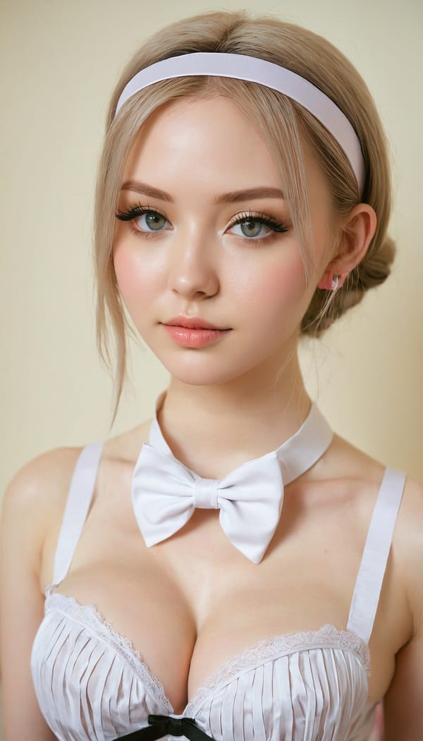 Tags: 21872187, SDXL
{"3": {"inputs": {"seed": 292642193261627, "steps": 64, "cfg": 7.03, "sampler_name": "dpmpp_2m", "scheduler": "karras", "denoise": 1.0, "model": ["27", 0], "positive": ["6", 0], "negative": ["7", 0], "latent_image": ["5", 0]}, "class_type": "KSampler"}, "4": {"inputs": {"ckpt_name": "juggernautxl.safetensors"}, "class_type": "CheckpointLoaderSimple"}, "5": {"inputs": {"width": 768, "height": 1344, "batch_size": 1}, "class_type": "EmptyLatentImage"}, "6": {"inputs": {"text": "28 year old girl, (russian:0.95), (beautiful eyes:1.06), (eyelashes:1.08), (idol:1.12), (cute:1.05), (temptress:0.99), (sexy lips:1.04), (pale skin:1.14), (seductive pose:1.02), (slim:1.03), (seductive facial expression:1.10), (blush:1.07), (double eyelids:0.98), (detailed face:1.09), (in a seductive pose:1.12), (large perky breasts:1.00), (cleavage:1.11), (thigh gap:1.11), in a (skimpy maid costume:1.00) working at a maid cafe, choker, bowtie, headband, pleated skirt, (detailed skin:1.05), (textured skin:1.08), (RAW:1.06), (soft lighting:1.02), (portra:1.06), (natural looking skin:1.00), (film:1.00), (skin fuzz:1.04), (candid cinema:1.04)", "clip": ["27", 1]}, "class_type": "CLIPTextEncode"}, "7": {"inputs": {"text": "(bad hands:1.06), (watermark:1.11), (low resolution:1.12), (distorted:1.08), (twisted:1.05), (worst quality:1.12), (open mouth:1.10)", "clip": ["27", 1]}, "class_type": "CLIPTextEncode"}, "8": {"inputs": {"samples": ["3", 0], "vae": ["4", 2]}, "class_type": "VAEDecode"}, "25": {"inputs": {"lora_name": "nudify_xl.safetensors", "strength_model": 0.07, "strength_clip": 0.3, "model": ["4", 0], "clip": ["4", 1]}, "class_type": "LoraLoader"}, "26": {"inputs": {"lora_name": "shirtlift_SDXL_v2.safetensors", "strength_model": 0.0, "strength_clip": 0.09, "model": ["25", 0], "clip": ["25", 1]}, "class_type": "LoraLoader"}, "27": {"inputs": {"lora_name": "PerfectEyesXL.safetensors", "strength_model": 0.05, "strength_clip": 0.09, "model": ["26", 0], "clip": ["26", 1]}, "class_type": "LoraLoader"}, "30": {"inputs": {"model_name": "4x_NMKD-Superscale-SP_178000_G.pth"}, "class_type": "UpscaleModelLoader"}, "31": {"inputs": {"upscale_model": ["30", 0], "image": ["8", 0]}, "class_type": "ImageUpscaleWithModel"}, "32": {"inputs": {"upscale_method": "lanczos", "scale_by": 0.5, "image": ["31", 0]}, "class_type": "ImageScaleBy"}, "33": {"inputs": {"pixels": ["32", 0], "vae": ["4", 2]}, "class_type": "VAEEncode"}, "34": {"inputs": {"seed": 292642193261627, "steps": 64, "cfg": 7.03, "sampler_name": "dpmpp_2m", "scheduler": "karras", "denoise": 0.3, "model": ["27", 0], "positive": ["6", 0], "negative": ["7", 0], "latent_image": ["33", 0]}, "class_type": "KSampler"}, "36": {"inputs": {"samples": ["34", 0], "vae": ["4", 2]}, "class_type": "VAEDecode"}, "39": {"inputs": {"filename_prefix": "comfyapi-1713384525080", "images": ["36", 0]}, "class_type": "SaveImage"}}