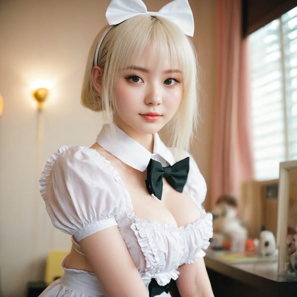 Tags: 21872187, SDXL
{"3": {"inputs": {"seed": 383534860376301, "steps": 64, "cfg": 5.77, "sampler_name": "dpmpp_2m", "scheduler": "karras", "denoise": 1.0, "model": ["27", 0], "positive": ["6", 0], "negative": ["7", 0], "latent_image": ["5", 0]}, "class_type": "KSampler"}, "4": {"inputs": {"ckpt_name": "juggernautxl.safetensors"}, "class_type": "CheckpointLoaderSimple"}, "5": {"inputs": {"width": 1024, "height": 1024, "batch_size": 1}, "class_type": "EmptyLatentImage"}, "6": {"inputs": {"text": "22 year old girl, (blush:1.05), (seductive facial expression:1.01), (beautiful eyes:1.12), (double eyelids:1.14), (pale skin:1.10), (eyelashes:1.04), (cute:1.12), (idol:1.06), (seductive pose:1.02), (detailed face:1.10), (slim:1.00), (on all fours:1.00), (spreading ass cheeks:1.07), (from behind:1.12), (backboob:0.97), in a (skimpy maid costume:1.02) working at a maid cafe, choker, bowtie, headband, pleated skirt, (candid cinema:1.08), (film:1.03), (skin fuzz:1.02), (detailed skin:1.03), (textured skin:1.02), (soft lighting:1.01), (natural looking skin:1.02), (portra:1.05), (RAW:1.00)", "clip": ["27", 1]}, "class_type": "CLIPTextEncode"}, "7": {"inputs": {"text": "(twisted:1.14), (distorted:1.07), (bad hands:1.08), (open mouth:1.07), (low resolution:1.05), (worst quality:1.06), (watermark:1.14)", "clip": ["27", 1]}, "class_type": "CLIPTextEncode"}, "8": {"inputs": {"samples": ["3", 0], "vae": ["4", 2]}, "class_type": "VAEDecode"}, "25": {"inputs": {"lora_name": "nudify_xl.safetensors", "strength_model": 0.34, "strength_clip": 0.28, "model": ["4", 0], "clip": ["4", 1]}, "class_type": "LoraLoader"}, "26": {"inputs": {"lora_name": "shirtlift_SDXL_v2.safetensors", "strength_model": 0.01, "strength_clip": 0.03, "model": ["25", 0], "clip": ["25", 1]}, "class_type": "LoraLoader"}, "27": {"inputs": {"lora_name": "PerfectEyesXL.safetensors", "strength_model": 0.03, "strength_clip": 0.08, "model": ["26", 0], "clip": ["26", 1]}, "class_type": "LoraLoader"}, "30": {"inputs": {"model_name": "4x_NMKD-Superscale-SP_178000_G.pth"}, "class_type": "UpscaleModelLoader"}, "31": {"inputs": {"upscale_model": ["30", 0], "image": ["8", 0]}, "class_type": "ImageUpscaleWithModel"}, "32": {"inputs": {"upscale_method": "lanczos", "scale_by": 0.5, "image": ["31", 0]}, "class_type": "ImageScaleBy"}, "33": {"inputs": {"pixels": ["32", 0], "vae": ["4", 2]}, "class_type": "VAEEncode"}, "34": {"inputs": {"seed": 383534860376301, "steps": 64, "cfg": 5.77, "sampler_name": "dpmpp_2m", "scheduler": "karras", "denoise": 0.3, "model": ["27", 0], "positive": ["6", 0], "negative": ["7", 0], "latent_image": ["33", 0]}, "class_type": "KSampler"}, "36": {"inputs": {"samples": ["34", 0], "vae": ["4", 2]}, "class_type": "VAEDecode"}, "39": {"inputs": {"filename_prefix": "comfyapi-1717020106350", "images": ["36", 0]}, "class_type": "SaveImage"}}