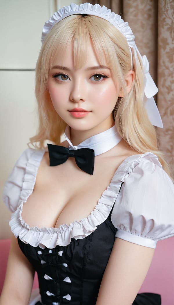 Tags: 21872187, SDXL
{"3": {"inputs": {"seed": 698290767128774, "steps": 32, "cfg": 6.68, "sampler_name": "dpmpp_2m", "scheduler": "karras", "denoise": 1.0, "model": ["27", 0], "positive": ["6", 0], "negative": ["7", 0], "latent_image": ["5", 0]}, "class_type": "KSampler"}, "4": {"inputs": {"ckpt_name": "juggernautxl.safetensors"}, "class_type": "CheckpointLoaderSimple"}, "5": {"inputs": {"width": 768, "height": 1344, "batch_size": 1}, "class_type": "EmptyLatentImage"}, "6": {"inputs": {"text": "21 year old girl, (temptress:0.99), (blush:1.02), (sexy lips:1.11), (idol:1.04), (beautiful eyes:1.13), (pale skin:1.05), (double eyelids:1.07), (cute:1.00), (slim:1.14), (detailed face:0.96), (seductive facial expression:1.04), (seductive pose:0.95), (eyelashes:0.97), (in a seductive pose:1.04), (large perky breasts:1.10), (cleavage:1.14), (thigh gap:1.07), in a (skimpy maid costume:1.07) working at a maid cafe, choker, bowtie, headband, pleated skirt, (RAW:1.07), (textured skin:1.08), (candid cinema:1.00), (soft lighting:1.08), (portra:1.06), (film:1.01), (detailed skin:1.01), (skin fuzz:1.03), (natural looking skin:1.02)", "clip": ["27", 1]}, "class_type": "CLIPTextEncode"}, "7": {"inputs": {"text": "(open mouth:1.12), (low resolution:1.06), (twisted:1.13), (worst quality:1.06), (bad hands:1.13), (distorted:1.11)", "clip": ["27", 1]}, "class_type": "CLIPTextEncode"}, "8": {"inputs": {"samples": ["3", 0], "vae": ["4", 2]}, "class_type": "VAEDecode"}, "25": {"inputs": {"lora_name": "nudify_xl.safetensors", "strength_model": 0.02, "strength_clip": 0.0, "model": ["4", 0], "clip": ["4", 1]}, "class_type": "LoraLoader"}, "26": {"inputs": {"lora_name": "shirtlift_SDXL_v2.safetensors", "strength_model": 0.0, "strength_clip": 0.07, "model": ["25", 0], "clip": ["25", 1]}, "class_type": "LoraLoader"}, "27": {"inputs": {"lora_name": "PerfectEyesXL.safetensors", "strength_model": 0.03, "strength_clip": 0.02, "model": ["26", 0], "clip": ["26", 1]}, "class_type": "LoraLoader"}, "30": {"inputs": {"model_name": "4x_NMKD-Superscale-SP_178000_G.pth"}, "class_type": "UpscaleModelLoader"}, "31": {"inputs": {"upscale_model": ["30", 0], "image": ["8", 0]}, "class_type": "ImageUpscaleWithModel"}, "32": {"inputs": {"upscale_method": "lanczos", "scale_by": 0.5, "image": ["31", 0]}, "class_type": "ImageScaleBy"}, "33": {"inputs": {"pixels": ["32", 0], "vae": ["4", 2]}, "class_type": "VAEEncode"}, "34": {"inputs": {"seed": 698290767128774, "steps": 32, "cfg": 6.68, "sampler_name": "dpmpp_2m", "scheduler": "karras", "denoise": 0.3, "model": ["27", 0], "positive": ["6", 0], "negative": ["7", 0], "latent_image": ["33", 0]}, "class_type": "KSampler"}, "36": {"inputs": {"samples": ["34", 0], "vae": ["4", 2]}, "class_type": "VAEDecode"}, "39": {"inputs": {"filename_prefix": "comfyapi-1716282834128", "images": ["36", 0]}, "class_type": "SaveImage"}}