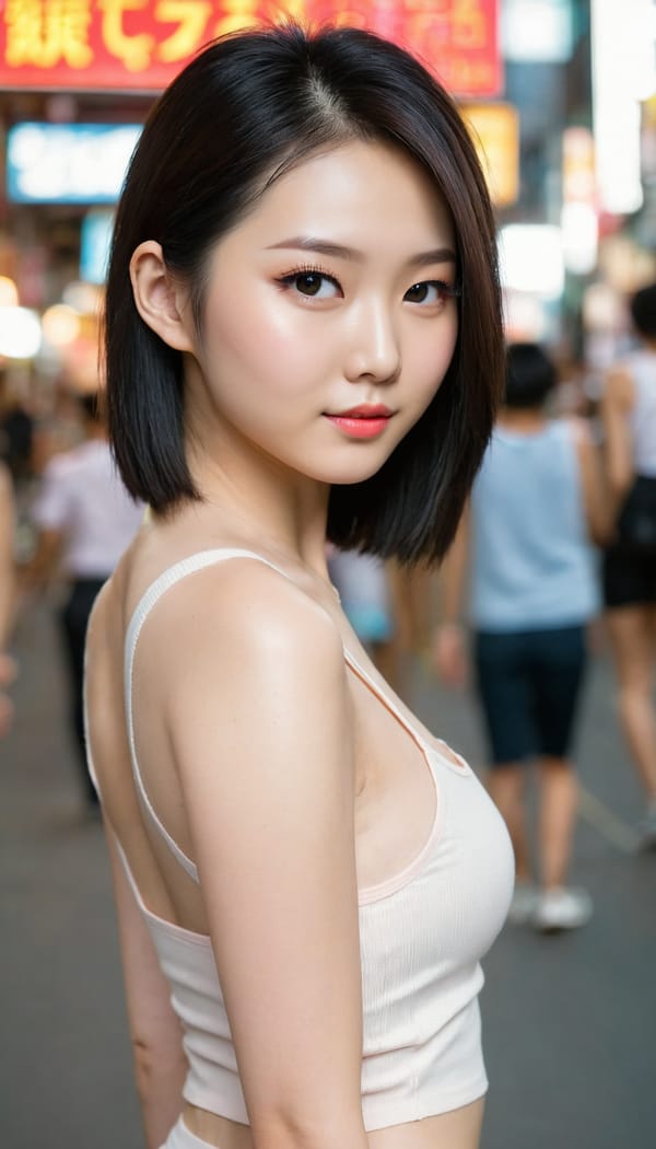 Tags: 21872187, SDXL
{"3": {"inputs": {"seed": 747422837970710, "steps": 32, "cfg": 7.38, "sampler_name": "dpmpp_2m", "scheduler": "karras", "denoise": 1.0, "model": ["27", 0], "positive": ["6", 0], "negative": ["7", 0], "latent_image": ["5", 0]}, "class_type": "KSampler"}, "4": {"inputs": {"ckpt_name": "juggernautXL_v8Rundiffusion.safetensors"}, "class_type": "CheckpointLoaderSimple"}, "5": {"inputs": {"width": 768, "height": 1344, "batch_size": 1}, "class_type": "EmptyLatentImage"}, "6": {"inputs": {"text": "25 year old girl, (taiwanese:0.99), (russian:1.05), (japanese:1.06), (korean:1.06), (temptress:1.09), (cute:1.03), (idol:1.03), (blush:1.11), (eyelashes:1.08), (beautiful eyes:1.03), (seductive pose:1.02), (sexy lips:1.04), (seductive facial expression:1.03), (slim:0.97), (double eyelids:1.12), (pale skin:1.13), (perky ass:1.04), (exposed ass:1.02), (looking back:1.09), (sexy ass:1.08), (thigh gap:1.05), (white tanktop:0.99), busy street, (natural looking skin:1.09), (RAW:1.03), (portra:1.08), (film:1.01), (soft lighting:1.06), (candid cinema:1.06), (textured skin:1.01), (skin fuzz:1.01), (detailed skin:1.08)", "clip": ["27", 1]}, "class_type": "CLIPTextEncode"}, "7": {"inputs": {"text": "(distorted:1.05), (worst quality:1.12), (open mouth:1.10), (watermark:1.10), (low resolution:1.06), (twisted:1.14), (bad hands:1.08)", "clip": ["27", 1]}, "class_type": "CLIPTextEncode"}, "8": {"inputs": {"samples": ["3", 0], "vae": ["4", 2]}, "class_type": "VAEDecode"}, "25": {"inputs": {"lora_name": "nudify_xl.safetensors", "strength_model": 0.26, "strength_clip": 0.19, "model": ["4", 0], "clip": ["4", 1]}, "class_type": "LoraLoader"}, "26": {"inputs": {"lora_name": "shirtlift_SDXL_v2.safetensors", "strength_model": 0.07, "strength_clip": 0.18, "model": ["25", 0], "clip": ["25", 1]}, "class_type": "LoraLoader"}, "27": {"inputs": {"lora_name": "PerfectEyesXL.safetensors", "strength_model": 0.1, "strength_clip": 0.14, "model": ["26", 0], "clip": ["26", 1]}, "class_type": "LoraLoader"}, "30": {"inputs": {"model_name": "4x_NMKD-Superscale-SP_178000_G.pth"}, "class_type": "UpscaleModelLoader"}, "31": {"inputs": {"upscale_model": ["30", 0], "image": ["8", 0]}, "class_type": "ImageUpscaleWithModel"}, "32": {"inputs": {"upscale_method": "lanczos", "scale_by": 0.5, "image": ["31", 0]}, "class_type": "ImageScaleBy"}, "33": {"inputs": {"pixels": ["32", 0], "vae": ["4", 2]}, "class_type": "VAEEncode"}, "34": {"inputs": {"seed": 747422837970710, "steps": 32, "cfg": 7.38, "sampler_name": "dpmpp_2m", "scheduler": "karras", "denoise": 0.3, "model": ["27", 0], "positive": ["6", 0], "negative": ["7", 0], "latent_image": ["33", 0]}, "class_type": "KSampler"}, "36": {"inputs": {"samples": ["34", 0], "vae": ["4", 2]}, "class_type": "VAEDecode"}, "39": {"inputs": {"filename_prefix": "comfyapi-1707930572445", "images": ["36", 0]}, "class_type": "SaveImage"}}