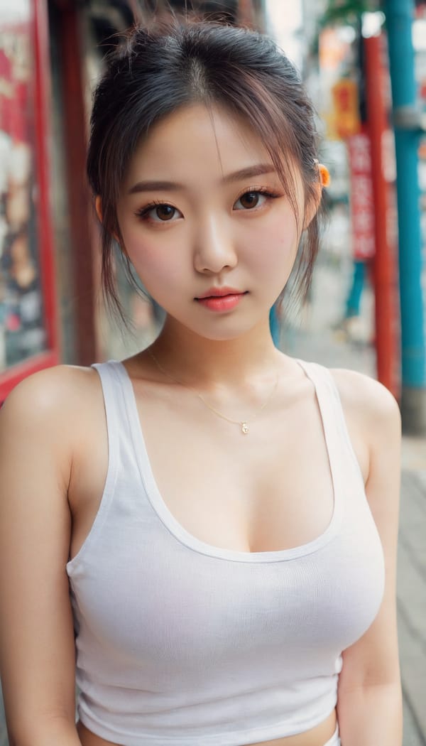 Tags: 21872187, SDXL
{"3": {"inputs": {"seed": 797480319884353, "steps": 64, "cfg": 5.79, "sampler_name": "dpmpp_2m", "scheduler": "karras", "denoise": 1.0, "model": ["27", 0], "positive": ["6", 0], "negative": ["7", 0], "latent_image": ["5", 0]}, "class_type": "KSampler"}, "4": {"inputs": {"ckpt_name": "juggernautxl.safetensors"}, "class_type": "CheckpointLoaderSimple"}, "5": {"inputs": {"width": 768, "height": 1344, "batch_size": 1}, "class_type": "EmptyLatentImage"}, "6": {"inputs": {"text": "20 year old girl, (chinese:0.98), (sexy lips:1.02), (double eyelids:1.10), (idol:1.10), (detailed face:1.10), (cute:0.98), (temptress:1.04), (pale skin:0.98), (seductive pose:1.01), (blush:1.00), (eyelashes:1.01), (beautiful eyes:1.09), (in a seductive pose:1.07), (large perky breasts:1.10), (cleavage:1.03), (thigh gap:1.02), (white tanktop:1.14), busy street, (portra:1.02), (skin fuzz:1.03), (soft lighting:1.00), (textured skin:1.05), (detailed skin:1.02), (candid cinema:1.05), (natural looking skin:1.02), (RAW:1.05), (film:1.09)", "clip": ["27", 1]}, "class_type": "CLIPTextEncode"}, "7": {"inputs": {"text": "(bad hands:1.12), (twisted:1.13), (low resolution:1.05), (open mouth:1.05), (distorted:1.05), (worst quality:1.09), (watermark:1.13)", "clip": ["27", 1]}, "class_type": "CLIPTextEncode"}, "8": {"inputs": {"samples": ["3", 0], "vae": ["4", 2]}, "class_type": "VAEDecode"}, "25": {"inputs": {"lora_name": "nudify_xl.safetensors", "strength_model": 0.24, "strength_clip": 0.29, "model": ["4", 0], "clip": ["4", 1]}, "class_type": "LoraLoader"}, "26": {"inputs": {"lora_name": "shirtlift_SDXL_v2.safetensors", "strength_model": 0.14, "strength_clip": 0.1, "model": ["25", 0], "clip": ["25", 1]}, "class_type": "LoraLoader"}, "27": {"inputs": {"lora_name": "PerfectEyesXL.safetensors", "strength_model": 0.15, "strength_clip": 0.06, "model": ["26", 0], "clip": ["26", 1]}, "class_type": "LoraLoader"}, "30": {"inputs": {"model_name": "4x_NMKD-Superscale-SP_178000_G.pth"}, "class_type": "UpscaleModelLoader"}, "31": {"inputs": {"upscale_model": ["30", 0], "image": ["8", 0]}, "class_type": "ImageUpscaleWithModel"}, "32": {"inputs": {"upscale_method": "lanczos", "scale_by": 0.5, "image": ["31", 0]}, "class_type": "ImageScaleBy"}, "33": {"inputs": {"pixels": ["32", 0], "vae": ["4", 2]}, "class_type": "VAEEncode"}, "34": {"inputs": {"seed": 797480319884353, "steps": 64, "cfg": 5.79, "sampler_name": "dpmpp_2m", "scheduler": "karras", "denoise": 0.3, "model": ["27", 0], "positive": ["6", 0], "negative": ["7", 0], "latent_image": ["33", 0]}, "class_type": "KSampler"}, "36": {"inputs": {"samples": ["34", 0], "vae": ["4", 2]}, "class_type": "VAEDecode"}, "39": {"inputs": {"filename_prefix": "comfyapi-1726384368640", "images": ["36", 0]}, "class_type": "SaveImage"}}