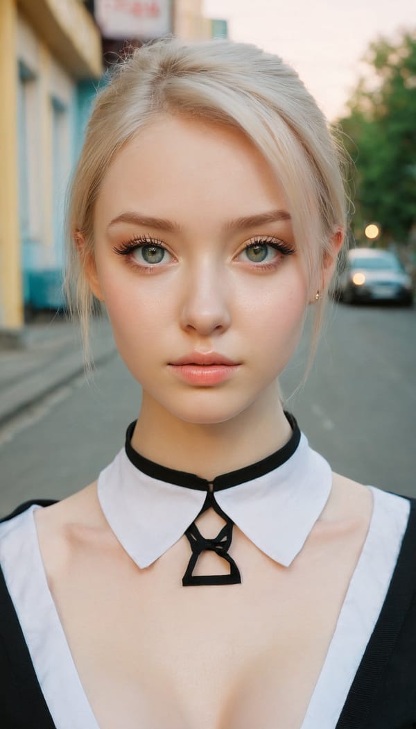 Tags: 21872187, SDXL
{"3": {"inputs": {"seed": 562660303322486, "steps": 64, "cfg": 6.16, "sampler_name": "dpmpp_2m", "scheduler": "karras", "denoise": 1.0, "model": ["27", 0], "positive": ["6", 0], "negative": ["7", 0], "latent_image": ["5", 0]}, "class_type": "KSampler"}, "4": {"inputs": {"ckpt_name": "juggernautxl.safetensors"}, "class_type": "CheckpointLoaderSimple"}, "5": {"inputs": {"width": 768, "height": 1344, "batch_size": 1}, "class_type": "EmptyLatentImage"}, "6": {"inputs": {"text": "21 year old girl, (ukrainian:1.03), (double eyelids:1.03), (cute:1.01), (detailed face:0.97), (slim:1.13), (seductive facial expression:1.06), (temptress:1.02), (beautiful eyes:1.00), (seductive pose:1.12), (eyelashes:1.12), (blush:1.00), (sexy lips:0.95), (idol:1.05), (pale skin:1.11), (in a seductive pose:1.07), (large perky breasts:1.08), (cleavage:1.03), (thigh gap:1.14), (school uniform:1.01), choker, busy street, (film:1.07), (RAW:1.09), (skin fuzz:1.04), (soft lighting:1.02), (portra:1.06), (candid cinema:1.06), (natural looking skin:1.08), (detailed skin:1.00), (textured skin:1.00)", "clip": ["27", 1]}, "class_type": "CLIPTextEncode"}, "7": {"inputs": {"text": "(watermark:1.11), (twisted:1.12), (worst quality:1.10), (open mouth:1.09), (distorted:1.06), (low resolution:1.08), (bad hands:1.09)", "clip": ["27", 1]}, "class_type": "CLIPTextEncode"}, "8": {"inputs": {"samples": ["3", 0], "vae": ["4", 2]}, "class_type": "VAEDecode"}, "25": {"inputs": {"lora_name": "nudify_xl.safetensors", "strength_model": 0.0, "strength_clip": 0.01, "model": ["4", 0], "clip": ["4", 1]}, "class_type": "LoraLoader"}, "26": {"inputs": {"lora_name": "shirtlift_SDXL_v2.safetensors", "strength_model": 0.18, "strength_clip": 0.09, "model": ["25", 0], "clip": ["25", 1]}, "class_type": "LoraLoader"}, "27": {"inputs": {"lora_name": "PerfectEyesXL.safetensors", "strength_model": 0.19, "strength_clip": 0.0, "model": ["26", 0], "clip": ["26", 1]}, "class_type": "LoraLoader"}, "30": {"inputs": {"model_name": "4x_NMKD-Superscale-SP_178000_G.pth"}, "class_type": "UpscaleModelLoader"}, "31": {"inputs": {"upscale_model": ["30", 0], "image": ["8", 0]}, "class_type": "ImageUpscaleWithModel"}, "32": {"inputs": {"upscale_method": "lanczos", "scale_by": 0.5, "image": ["31", 0]}, "class_type": "ImageScaleBy"}, "33": {"inputs": {"pixels": ["32", 0], "vae": ["4", 2]}, "class_type": "VAEEncode"}, "34": {"inputs": {"seed": 562660303322486, "steps": 64, "cfg": 6.16, "sampler_name": "dpmpp_2m", "scheduler": "karras", "denoise": 0.3, "model": ["27", 0], "positive": ["6", 0], "negative": ["7", 0], "latent_image": ["33", 0]}, "class_type": "KSampler"}, "36": {"inputs": {"samples": ["34", 0], "vae": ["4", 2]}, "class_type": "VAEDecode"}, "39": {"inputs": {"filename_prefix": "comfyapi-1731531944529", "images": ["36", 0]}, "class_type": "SaveImage"}}