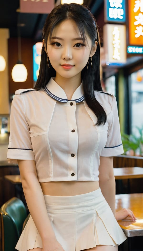 Tags: 21872187, SDXL
{"3": {"inputs": {"seed": 657614189473931, "steps": 32, "cfg": 7.5, "sampler_name": "dpmpp_2m", "scheduler": "karras", "denoise": 1.0, "model": ["27", 0], "positive": ["6", 0], "negative": ["7", 0], "latent_image": ["5", 0]}, "class_type": "KSampler"}, "4": {"inputs": {"ckpt_name": "juggernautxl.safetensors"}, "class_type": "CheckpointLoaderSimple"}, "5": {"inputs": {"width": 768, "height": 1344, "batch_size": 1}, "class_type": "EmptyLatentImage"}, "6": {"inputs": {"text": "23 year old girl, (chinese:1.11), (taiwanese:1.01), (japanese:1.01), (irish:1.10), (pale skin:0.98), (double eyelids:1.05), (slim:1.05), (cute:1.08), (blush:0.97), (seductive pose:1.04), (detailed face:0.98), (seductive facial expression:0.96), (idol:0.96), (beautiful eyes:1.08), (eyelashes:0.98), (sexy lips:1.08), (temptress:1.12), (perky ass:1.03), (exposed ass:0.95), (looking back:1.08), (sexy ass:1.08), (thigh gap:1.01), (a waitress in uniform:1.01) working at a restaurant, (natural looking skin:1.09), (detailed skin:1.04), (RAW:1.05), (candid cinema:1.09), (textured skin:1.00), (skin fuzz:1.08), (soft lighting:1.01), (portra:1.07), (film:1.04)", "clip": ["27", 1]}, "class_type": "CLIPTextEncode"}, "7": {"inputs": {"text": "(open mouth:1.13), (twisted:1.11), (distorted:1.11), (low resolution:1.05), (bad hands:1.12), (worst quality:1.11), (watermark:1.08)", "clip": ["27", 1]}, "class_type": "CLIPTextEncode"}, "8": {"inputs": {"samples": ["3", 0], "vae": ["4", 2]}, "class_type": "VAEDecode"}, "25": {"inputs": {"lora_name": "nudify_xl.safetensors", "strength_model": 0.35, "strength_clip": 0.29, "model": ["4", 0], "clip": ["4", 1]}, "class_type": "LoraLoader"}, "26": {"inputs": {"lora_name": "shirtlift_SDXL_v2.safetensors", "strength_model": 0.09, "strength_clip": 0.06, "model": ["25", 0], "clip": ["25", 1]}, "class_type": "LoraLoader"}, "27": {"inputs": {"lora_name": "PerfectEyesXL.safetensors", "strength_model": 0.17, "strength_clip": 0.04, "model": ["26", 0], "clip": ["26", 1]}, "class_type": "LoraLoader"}, "30": {"inputs": {"model_name": "4x_NMKD-Superscale-SP_178000_G.pth"}, "class_type": "UpscaleModelLoader"}, "31": {"inputs": {"upscale_model": ["30", 0], "image": ["8", 0]}, "class_type": "ImageUpscaleWithModel"}, "32": {"inputs": {"upscale_method": "lanczos", "scale_by": 0.5, "image": ["31", 0]}, "class_type": "ImageScaleBy"}, "33": {"inputs": {"pixels": ["32", 0], "vae": ["4", 2]}, "class_type": "VAEEncode"}, "34": {"inputs": {"seed": 657614189473931, "steps": 32, "cfg": 7.5, "sampler_name": "dpmpp_2m", "scheduler": "karras", "denoise": 0.3, "model": ["27", 0], "positive": ["6", 0], "negative": ["7", 0], "latent_image": ["33", 0]}, "class_type": "KSampler"}, "36": {"inputs": {"samples": ["34", 0], "vae": ["4", 2]}, "class_type": "VAEDecode"}, "39": {"inputs": {"filename_prefix": "comfyapi-1713827342556", "images": ["36", 0]}, "class_type": "SaveImage"}}