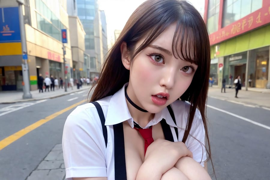 Tags: 21872187
<lora:JapaneseDollLikeness_v15:0.34>, <lora:koreanDollLikeness:0.31>, (russian:0.97), (ukrainian:0.94), (school uniform:1.02), (large breasts:0.91), choker, busy street in urban city, <lora:ahegao-x-v4:0.46>, ahegao face, pleasure, extremely detailed face, cute, (photorealistic:1.08), sexy lips, seductive smile, double eyelids, eyelashes, perky breasts, RAW, sharp, (thigh gap:1.11), blush, 1girl, solo, (stunningly attractive:0.99)
Negative prompt: anime, black and white, fat, (worst quality:1.92)
Steps: 48, Sampler: DPM++ 2M Karras, CFG scale: 5.91, Seed: 1346963918, Size: 768x512, Model hash: fc2511737a, Model: chilloutmix_NiPrunedFp32Fix, Seed resize from: -1x-1, Denoising strength: 0.45, Version: v1.2.1, Hires upscale: 3.0, Hires steps: 16, Hires upscaler: ESRGAN_4x