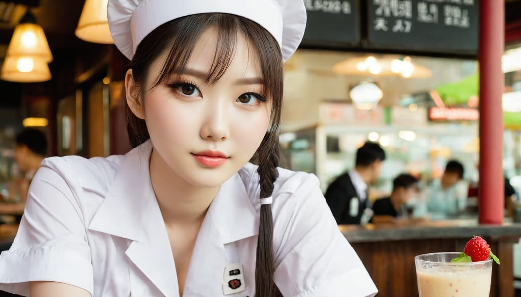 Tags: 21872187, SDXL
{"3": {"inputs": {"seed": 586478986574674, "steps": 64, "cfg": 6.32, "sampler_name": "dpmpp_2m", "scheduler": "karras", "denoise": 1.0, "model": ["27", 0], "positive": ["6", 0], "negative": ["7", 0], "latent_image": ["5", 0]}, "class_type": "KSampler"}, "4": {"inputs": {"ckpt_name": "juggernautxl.safetensors"}, "class_type": "CheckpointLoaderSimple"}, "5": {"inputs": {"width": 1344, "height": 768, "batch_size": 1}, "class_type": "EmptyLatentImage"}, "6": {"inputs": {"text": "18 year old girl, (irish:1.04), (korean:1.10), (japanese:1.02), (russian:1.01), (taiwanese:1.07), (eyelashes:0.97), (beautiful eyes:1.00), (cute:0.98), (slim:1.00), (idol:0.95), (pale skin:1.00), (temptress:1.14), (seductive pose:1.13), (double eyelids:0.97), (seductive facial expression:1.14), (sexy lips:1.08), (detailed face:1.07), (blush:0.99), (in a seductive pose:1.11), (large perky breasts:1.01), (cleavage:1.07), (thigh gap:0.96), (a waitress in uniform:1.00) working at a restaurant, (RAW:1.03), (portra:1.09), (soft lighting:1.00), (detailed skin:1.08), (skin fuzz:1.05), (film:1.08), (natural looking skin:1.07), (candid cinema:1.03)", "clip": ["27", 1]}, "class_type": "CLIPTextEncode"}, "7": {"inputs": {"text": "(worst quality:1.08), (distorted:1.08), (open mouth:1.08), (watermark:1.05), (low resolution:1.14), (twisted:1.12)", "clip": ["27", 1]}, "class_type": "CLIPTextEncode"}, "8": {"inputs": {"samples": ["3", 0], "vae": ["4", 2]}, "class_type": "VAEDecode"}, "25": {"inputs": {"lora_name": "nudify_xl.safetensors", "strength_model": 0.21, "strength_clip": 0.13, "model": ["4", 0], "clip": ["4", 1]}, "class_type": "LoraLoader"}, "26": {"inputs": {"lora_name": "shirtlift_SDXL_v2.safetensors", "strength_model": 0.19, "strength_clip": 0.18, "model": ["25", 0], "clip": ["25", 1]}, "class_type": "LoraLoader"}, "27": {"inputs": {"lora_name": "PerfectEyesXL.safetensors", "strength_model": 0.14, "strength_clip": 0.13, "model": ["26", 0], "clip": ["26", 1]}, "class_type": "LoraLoader"}, "30": {"inputs": {"model_name": "4x_NMKD-Superscale-SP_178000_G.pth"}, "class_type": "UpscaleModelLoader"}, "31": {"inputs": {"upscale_model": ["30", 0], "image": ["8", 0]}, "class_type": "ImageUpscaleWithModel"}, "32": {"inputs": {"upscale_method": "lanczos", "scale_by": 0.5, "image": ["31", 0]}, "class_type": "ImageScaleBy"}, "33": {"inputs": {"pixels": ["32", 0], "vae": ["4", 2]}, "class_type": "VAEEncode"}, "34": {"inputs": {"seed": 586478986574674, "steps": 64, "cfg": 6.32, "sampler_name": "dpmpp_2m", "scheduler": "karras", "denoise": 0.3, "model": ["27", 0], "positive": ["6", 0], "negative": ["7", 0], "latent_image": ["33", 0]}, "class_type": "KSampler"}, "36": {"inputs": {"samples": ["34", 0], "vae": ["4", 2]}, "class_type": "VAEDecode"}, "39": {"inputs": {"filename_prefix": "comfyapi-1731896128150", "images": ["36", 0]}, "class_type": "SaveImage"}}