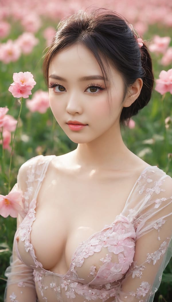 Tags: 21872187, SDXL
{"3": {"inputs": {"seed": 797587123673468, "steps": 64, "cfg": 5.09, "sampler_name": "dpmpp_2m", "scheduler": "karras", "denoise": 1.0, "model": ["27", 0], "positive": ["6", 0], "negative": ["7", 0], "latent_image": ["5", 0]}, "class_type": "KSampler"}, "4": {"inputs": {"ckpt_name": "juggernautxl.safetensors"}, "class_type": "CheckpointLoaderSimple"}, "5": {"inputs": {"width": 768, "height": 1344, "batch_size": 1}, "class_type": "EmptyLatentImage"}, "6": {"inputs": {"text": "23 year old girl, (ukrainian:1.10), (chinese:1.12), (blush:1.01), (double eyelids:1.08), (eyelashes:1.14), (sexy lips:1.03), (beautiful eyes:0.96), (detailed face:1.02), (seductive pose:1.03), (pale skin:1.00), (cute:1.13), (slim:1.05), (idol:1.05), (seductive facial expression:1.13), (temptress:0.99), (in a seductive pose:1.11), (large perky breasts:0.95), (cleavage:1.01), (thigh gap:0.96), wearing (translucent clothes:1.06) on a flower field, (textured skin:1.07), (detailed skin:1.07), (candid cinema:1.05), (natural looking skin:1.04), (film:1.08), (portra:1.08), (skin fuzz:1.09), (RAW:1.08), (soft lighting:1.04)", "clip": ["27", 1]}, "class_type": "CLIPTextEncode"}, "7": {"inputs": {"text": "(bad hands:1.06), (low resolution:1.06), (worst quality:1.13), (twisted:1.12), (open mouth:1.07), (distorted:1.06), (watermark:1.11)", "clip": ["27", 1]}, "class_type": "CLIPTextEncode"}, "8": {"inputs": {"samples": ["3", 0], "vae": ["4", 2]}, "class_type": "VAEDecode"}, "25": {"inputs": {"lora_name": "nudify_xl.safetensors", "strength_model": 0.28, "strength_clip": 0.2, "model": ["4", 0], "clip": ["4", 1]}, "class_type": "LoraLoader"}, "26": {"inputs": {"lora_name": "shirtlift_SDXL_v2.safetensors", "strength_model": 0.05, "strength_clip": 0.1, "model": ["25", 0], "clip": ["25", 1]}, "class_type": "LoraLoader"}, "27": {"inputs": {"lora_name": "PerfectEyesXL.safetensors", "strength_model": 0.19, "strength_clip": 0.11, "model": ["26", 0], "clip": ["26", 1]}, "class_type": "LoraLoader"}, "30": {"inputs": {"model_name": "4x_NMKD-Superscale-SP_178000_G.pth"}, "class_type": "UpscaleModelLoader"}, "31": {"inputs": {"upscale_model": ["30", 0], "image": ["8", 0]}, "class_type": "ImageUpscaleWithModel"}, "32": {"inputs": {"upscale_method": "lanczos", "scale_by": 0.5, "image": ["31", 0]}, "class_type": "ImageScaleBy"}, "33": {"inputs": {"pixels": ["32", 0], "vae": ["4", 2]}, "class_type": "VAEEncode"}, "34": {"inputs": {"seed": 797587123673468, "steps": 64, "cfg": 5.09, "sampler_name": "dpmpp_2m", "scheduler": "karras", "denoise": 0.3, "model": ["27", 0], "positive": ["6", 0], "negative": ["7", 0], "latent_image": ["33", 0]}, "class_type": "KSampler"}, "36": {"inputs": {"samples": ["34", 0], "vae": ["4", 2]}, "class_type": "VAEDecode"}, "39": {"inputs": {"filename_prefix": "comfyapi-1713363776149", "images": ["36", 0]}, "class_type": "SaveImage"}}