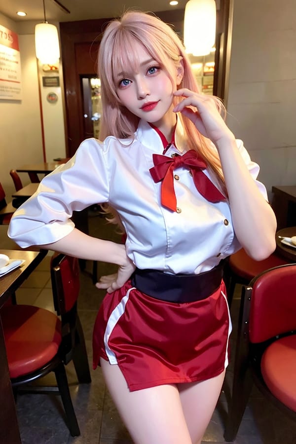Tags: 21872187
<lora:JapaneseDollLikeness_v15:0.50>, <lora:taiwanDollLikeness_v20:0.25>, <lora:YaeMiko_Test:0.78>, (russian:0.95), (ukrainian:1.07), (waitress wearing uniform:1.12), restaurant, (seductive pose:0.94), extremely detailed eyes, extremely detailed face, cute, sexy lips, seductive smile, pale skin, full body portrait, tall, (thigh gap:0.97)
Negative prompt: drawings, paintings, black and white, ugly, (worst quality:2.08)
Steps: 32, Sampler: DPM++ 2M Karras, CFG scale: 6.57, Seed: 2963291240, Size: 512x768, Model hash: fc2511737a, Model: chilloutmix_NiPrunedFp32Fix, Seed resize from: -1x-1, Denoising strength: 0.35, Version: v1.2.1, Hires upscale: 2.0, Hires steps: 48, Hires upscaler: ESRGAN_4x