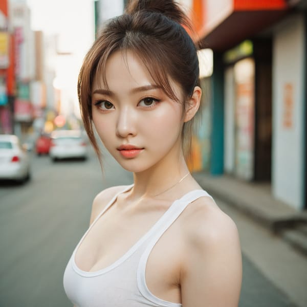 Tags: 21872187, SDXL
{"3": {"inputs": {"seed": 469192789583094, "steps": 64, "cfg": 7.22, "sampler_name": "dpmpp_2m", "scheduler": "karras", "denoise": 1.0, "model": ["27", 0], "positive": ["6", 0], "negative": ["7", 0], "latent_image": ["5", 0]}, "class_type": "KSampler"}, "4": {"inputs": {"ckpt_name": "juggernautxl.safetensors"}, "class_type": "CheckpointLoaderSimple"}, "5": {"inputs": {"width": 1024, "height": 1024, "batch_size": 1}, "class_type": "EmptyLatentImage"}, "6": {"inputs": {"text": "23 year old girl, (russian:1.03), (korean:1.02), (seductive facial expression:1.04), (beautiful eyes:1.00), (idol:1.09), (sexy lips:0.99), (seductive pose:0.98), (double eyelids:1.10), (cute:1.11), (pale skin:1.11), (temptress:1.12), (slim:1.07), (eyelashes:1.06), (detailed face:1.11), (perky ass:1.12), (exposed ass:0.99), (looking back:0.96), (sexy ass:1.05), (thigh gap:1.12), (white tanktop:1.00), busy street, (detailed skin:1.05), (skin fuzz:1.07), (candid cinema:1.00), (natural looking skin:1.05), (portra:1.06), (RAW:1.09), (film:1.03), (textured skin:1.01), (soft lighting:1.04)", "clip": ["27", 1]}, "class_type": "CLIPTextEncode"}, "7": {"inputs": {"text": "(open mouth:1.08), (watermark:1.12), (low resolution:1.13), (bad hands:1.11), (twisted:1.13), (distorted:1.07), (worst quality:1.06)", "clip": ["27", 1]}, "class_type": "CLIPTextEncode"}, "8": {"inputs": {"samples": ["3", 0], "vae": ["4", 2]}, "class_type": "VAEDecode"}, "25": {"inputs": {"lora_name": "nudify_xl.safetensors", "strength_model": 0.08, "strength_clip": 0.0, "model": ["4", 0], "clip": ["4", 1]}, "class_type": "LoraLoader"}, "26": {"inputs": {"lora_name": "shirtlift_SDXL_v2.safetensors", "strength_model": 0.03, "strength_clip": 0.0, "model": ["25", 0], "clip": ["25", 1]}, "class_type": "LoraLoader"}, "27": {"inputs": {"lora_name": "PerfectEyesXL.safetensors", "strength_model": 0.1, "strength_clip": 0.1, "model": ["26", 0], "clip": ["26", 1]}, "class_type": "LoraLoader"}, "30": {"inputs": {"model_name": "4x_NMKD-Superscale-SP_178000_G.pth"}, "class_type": "UpscaleModelLoader"}, "31": {"inputs": {"upscale_model": ["30", 0], "image": ["8", 0]}, "class_type": "ImageUpscaleWithModel"}, "32": {"inputs": {"upscale_method": "lanczos", "scale_by": 0.5, "image": ["31", 0]}, "class_type": "ImageScaleBy"}, "33": {"inputs": {"pixels": ["32", 0], "vae": ["4", 2]}, "class_type": "VAEEncode"}, "34": {"inputs": {"seed": 469192789583094, "steps": 64, "cfg": 7.22, "sampler_name": "dpmpp_2m", "scheduler": "karras", "denoise": 0.3, "model": ["27", 0], "positive": ["6", 0], "negative": ["7", 0], "latent_image": ["33", 0]}, "class_type": "KSampler"}, "36": {"inputs": {"samples": ["34", 0], "vae": ["4", 2]}, "class_type": "VAEDecode"}, "39": {"inputs": {"filename_prefix": "comfyapi-1726864169382", "images": ["36", 0]}, "class_type": "SaveImage"}}