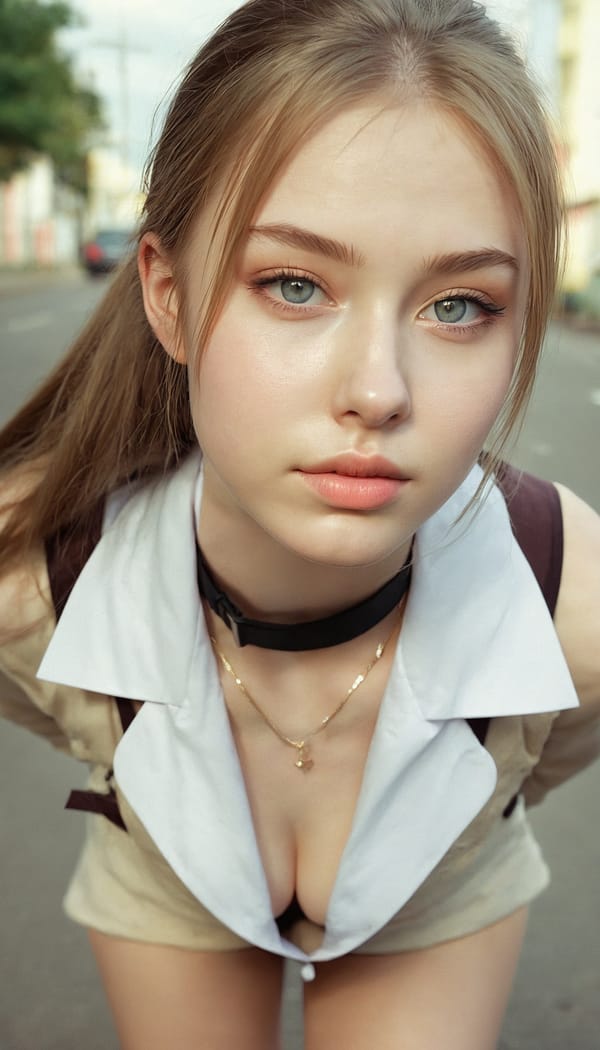 Tags: 21872187, SDXL
{"3": {"inputs": {"seed": 906554016674064, "steps": 32, "cfg": 6.34, "sampler_name": "dpmpp_2m", "scheduler": "karras", "denoise": 1.0, "model": ["27", 0], "positive": ["6", 0], "negative": ["7", 0], "latent_image": ["5", 0]}, "class_type": "KSampler"}, "4": {"inputs": {"ckpt_name": "juggernautxl.safetensors"}, "class_type": "CheckpointLoaderSimple"}, "5": {"inputs": {"width": 768, "height": 1344, "batch_size": 1}, "class_type": "EmptyLatentImage"}, "6": {"inputs": {"text": "21 year old girl, (russian:1.11), (beautiful eyes:1.06), (seductive facial expression:1.07), (detailed face:1.11), (temptress:1.06), (cute:1.04), (pale skin:1.00), (slim:1.04), (sexy lips:1.00), (idol:1.06), (blush:1.10), (seductive pose:1.02), (on all fours:1.14), (spreading ass cheeks:1.08), (from behind:1.12), (backboob:0.97), (school uniform:1.05), choker, busy street, (film:1.02), (portra:1.06), (candid cinema:1.06), (natural looking skin:1.02), (textured skin:1.02), (RAW:1.04), (soft lighting:1.01), (skin fuzz:1.01), (detailed skin:1.05)", "clip": ["27", 1]}, "class_type": "CLIPTextEncode"}, "7": {"inputs": {"text": "(worst quality:1.07), (distorted:1.09), (watermark:1.06), (open mouth:1.07), (low resolution:1.10), (bad hands:1.07), (twisted:1.08)", "clip": ["27", 1]}, "class_type": "CLIPTextEncode"}, "8": {"inputs": {"samples": ["3", 0], "vae": ["4", 2]}, "class_type": "VAEDecode"}, "25": {"inputs": {"lora_name": "nudify_xl.safetensors", "strength_model": 0.02, "strength_clip": 0.37, "model": ["4", 0], "clip": ["4", 1]}, "class_type": "LoraLoader"}, "26": {"inputs": {"lora_name": "shirtlift_SDXL_v2.safetensors", "strength_model": 0.02, "strength_clip": 0.17, "model": ["25", 0], "clip": ["25", 1]}, "class_type": "LoraLoader"}, "27": {"inputs": {"lora_name": "PerfectEyesXL.safetensors", "strength_model": 0.18, "strength_clip": 0.1, "model": ["26", 0], "clip": ["26", 1]}, "class_type": "LoraLoader"}, "30": {"inputs": {"model_name": "4x_NMKD-Superscale-SP_178000_G.pth"}, "class_type": "UpscaleModelLoader"}, "31": {"inputs": {"upscale_model": ["30", 0], "image": ["8", 0]}, "class_type": "ImageUpscaleWithModel"}, "32": {"inputs": {"upscale_method": "lanczos", "scale_by": 0.5, "image": ["31", 0]}, "class_type": "ImageScaleBy"}, "33": {"inputs": {"pixels": ["32", 0], "vae": ["4", 2]}, "class_type": "VAEEncode"}, "34": {"inputs": {"seed": 906554016674064, "steps": 32, "cfg": 6.34, "sampler_name": "dpmpp_2m", "scheduler": "karras", "denoise": 0.3, "model": ["27", 0], "positive": ["6", 0], "negative": ["7", 0], "latent_image": ["33", 0]}, "class_type": "KSampler"}, "36": {"inputs": {"samples": ["34", 0], "vae": ["4", 2]}, "class_type": "VAEDecode"}, "39": {"inputs": {"filename_prefix": "comfyapi-1725286143296", "images": ["36", 0]}, "class_type": "SaveImage"}}